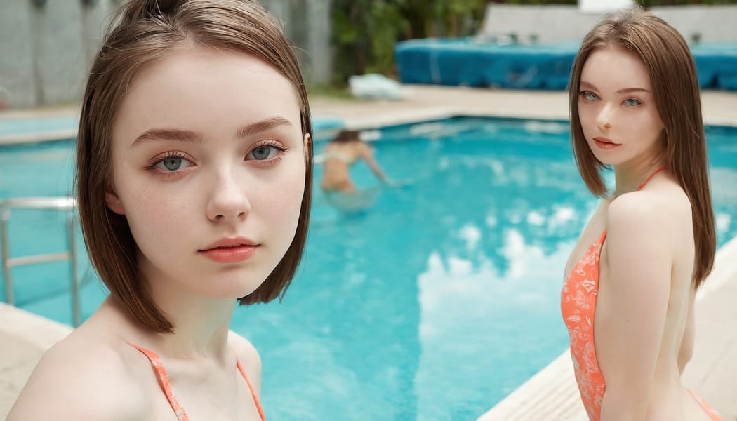 Tags: 21872187, SDXL
{"3": {"inputs": {"seed": 538388883625486, "steps": 32, "cfg": 5.5, "sampler_name": "dpmpp_2m", "scheduler": "karras", "denoise": 1.0, "model": ["27", 0], "positive": ["6", 0], "negative": ["7", 0], "latent_image": ["5", 0]}, "class_type": "KSampler"}, "4": {"inputs": {"ckpt_name": "juggernautxl.safetensors"}, "class_type": "CheckpointLoaderSimple"}, "5": {"inputs": {"width": 1344, "height": 768, "batch_size": 1}, "class_type": "EmptyLatentImage"}, "6": {"inputs": {"text": "18 year old girl, (irish:1.11), (russian:1.05), (temptress:1.10), (seductive facial expression:1.14), (idol:1.05), (seductive pose:1.04), (detailed face:1.02), (sexy lips:0.97), (double eyelids:1.09), (cute:1.09), (slim:1.12), (beautiful eyes:1.10), (pale skin:1.05), (perky ass:1.10), (exposed ass:0.99), (looking back:1.09), (sexy ass:1.01), (thigh gap:1.08), (in a swimsuit:1.14) at a pool, (portra:1.05), (RAW:1.07), (detailed skin:1.08), (textured skin:1.07), (candid cinema:1.05), (film:1.05), (natural looking skin:1.01), (skin fuzz:1.02), (soft lighting:1.07)", "clip": ["27", 1]}, "class_type": "CLIPTextEncode"}, "7": {"inputs": {"text": "(watermark:1.07), (distorted:1.06), (twisted:1.14), (low resolution:1.06), (bad hands:1.08), (worst quality:1.11), (open mouth:1.10)", "clip": ["27", 1]}, "class_type": "CLIPTextEncode"}, "8": {"inputs": {"samples": ["3", 0], "vae": ["4", 2]}, "class_type": "VAEDecode"}, "25": {"inputs": {"lora_name": "nudify_xl.safetensors", "strength_model": 0.21, "strength_clip": 0.27, "model": ["4", 0], "clip": ["4", 1]}, "class_type": "LoraLoader"}, "26": {"inputs": {"lora_name": "shirtlift_SDXL_v2.safetensors", "strength_model": 0.13, "strength_clip": 0.01, "model": ["25", 0], "clip": ["25", 1]}, "class_type": "LoraLoader"}, "27": {"inputs": {"lora_name": "PerfectEyesXL.safetensors", "strength_model": 0.03, "strength_clip": 0.05, "model": ["26", 0], "clip": ["26", 1]}, "class_type": "LoraLoader"}, "30": {"inputs": {"model_name": "4x_NMKD-Superscale-SP_178000_G.pth"}, "class_type": "UpscaleModelLoader"}, "31": {"inputs": {"upscale_model": ["30", 0], "image": ["8", 0]}, "class_type": "ImageUpscaleWithModel"}, "32": {"inputs": {"upscale_method": "lanczos", "scale_by": 0.5, "image": ["31", 0]}, "class_type": "ImageScaleBy"}, "33": {"inputs": {"pixels": ["32", 0], "vae": ["4", 2]}, "class_type": "VAEEncode"}, "34": {"inputs": {"seed": 538388883625486, "steps": 32, "cfg": 5.5, "sampler_name": "dpmpp_2m", "scheduler": "karras", "denoise": 0.3, "model": ["27", 0], "positive": ["6", 0], "negative": ["7", 0], "latent_image": ["33", 0]}, "class_type": "KSampler"}, "36": {"inputs": {"samples": ["34", 0], "vae": ["4", 2]}, "class_type": "VAEDecode"}, "39": {"inputs": {"filename_prefix": "comfyapi-1714504611876", "images": ["36", 0]}, "class_type": "SaveImage"}}