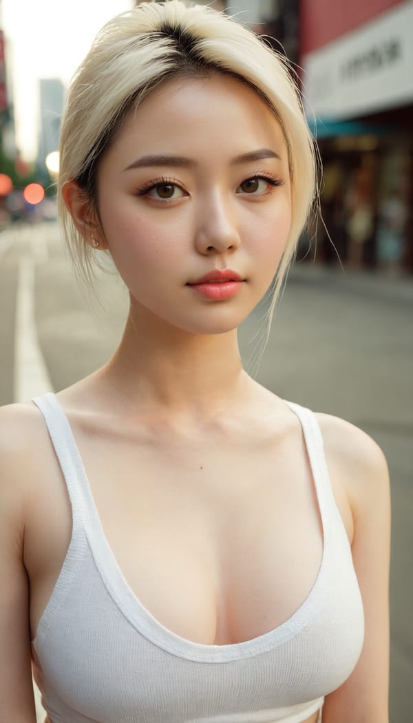 Tags: 21872187, SDXL
{"3": {"inputs": {"seed": 513173822306119, "steps": 32, "cfg": 6.29, "sampler_name": "dpmpp_2m", "scheduler": "karras", "denoise": 1.0, "model": ["27", 0], "positive": ["6", 0], "negative": ["7", 0], "latent_image": ["5", 0]}, "class_type": "KSampler"}, "4": {"inputs": {"ckpt_name": "juggernautxl.safetensors"}, "class_type": "CheckpointLoaderSimple"}, "5": {"inputs": {"width": 768, "height": 1344, "batch_size": 1}, "class_type": "EmptyLatentImage"}, "6": {"inputs": {"text": "22 year old girl, (sexy lips:1.04), (double eyelids:1.08), (eyelashes:0.98), (pale skin:1.05), (slim:1.00), (blush:0.97), (seductive facial expression:1.08), (seductive pose:1.10), (detailed face:1.04), (idol:1.05), (beautiful eyes:1.05), (in a seductive pose:1.04), (large perky breasts:1.00), (cleavage:1.09), (thigh gap:0.99), (white tanktop:1.09), busy street, (textured skin:1.07), (detailed skin:1.09), (portra:1.02), (film:1.01), (soft lighting:1.01), (skin fuzz:1.02), (natural looking skin:1.01), (candid cinema:1.06), (RAW:1.09)", "clip": ["27", 1]}, "class_type": "CLIPTextEncode"}, "7": {"inputs": {"text": "(open mouth:1.07), (low resolution:1.08), (distorted:1.07), (bad hands:1.08), (worst quality:1.06), (watermark:1.13), (twisted:1.05)", "clip": ["27", 1]}, "class_type": "CLIPTextEncode"}, "8": {"inputs": {"samples": ["3", 0], "vae": ["4", 2]}, "class_type": "VAEDecode"}, "25": {"inputs": {"lora_name": "nudify_xl.safetensors", "strength_model": 0.32, "strength_clip": 0.39, "model": ["4", 0], "clip": ["4", 1]}, "class_type": "LoraLoader"}, "26": {"inputs": {"lora_name": "shirtlift_SDXL_v2.safetensors", "strength_model": 0.09, "strength_clip": 0.05, "model": ["25", 0], "clip": ["25", 1]}, "class_type": "LoraLoader"}, "27": {"inputs": {"lora_name": "PerfectEyesXL.safetensors", "strength_model": 0.05, "strength_clip": 0.1, "model": ["26", 0], "clip": ["26", 1]}, "class_type": "LoraLoader"}, "30": {"inputs": {"model_name": "4x_NMKD-Superscale-SP_178000_G.pth"}, "class_type": "UpscaleModelLoader"}, "31": {"inputs": {"upscale_model": ["30", 0], "image": ["8", 0]}, "class_type": "ImageUpscaleWithModel"}, "32": {"inputs": {"upscale_method": "lanczos", "scale_by": 0.5, "image": ["31", 0]}, "class_type": "ImageScaleBy"}, "33": {"inputs": {"pixels": ["32", 0], "vae": ["4", 2]}, "class_type": "VAEEncode"}, "34": {"inputs": {"seed": 513173822306119, "steps": 32, "cfg": 6.29, "sampler_name": "dpmpp_2m", "scheduler": "karras", "denoise": 0.3, "model": ["27", 0], "positive": ["6", 0], "negative": ["7", 0], "latent_image": ["33", 0]}, "class_type": "KSampler"}, "36": {"inputs": {"samples": ["34", 0], "vae": ["4", 2]}, "class_type": "VAEDecode"}, "39": {"inputs": {"filename_prefix": "comfyapi-1716256868532", "images": ["36", 0]}, "class_type": "SaveImage"}}