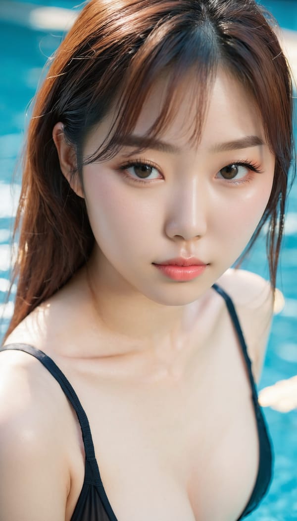 Tags: 21872187, SDXL
{"3": {"inputs": {"seed": 757822686535159, "steps": 32, "cfg": 7.47, "sampler_name": "dpmpp_2m", "scheduler": "karras", "denoise": 1.0, "model": ["27", 0], "positive": ["6", 0], "negative": ["7", 0], "latent_image": ["5", 0]}, "class_type": "KSampler"}, "4": {"inputs": {"ckpt_name": "juggernautxl.safetensors"}, "class_type": "CheckpointLoaderSimple"}, "5": {"inputs": {"width": 768, "height": 1344, "batch_size": 1}, "class_type": "EmptyLatentImage"}, "6": {"inputs": {"text": "19 year old girl, (korean:1.04), (double eyelids:1.00), (seductive pose:1.13), (slim:1.11), (idol:1.03), (cute:0.97), (blush:0.95), (detailed face:1.03), (temptress:1.04), (seductive facial expression:1.02), (beautiful eyes:1.02), (eyelashes:1.02), (pale skin:1.07), (sexy lips:1.01), (in a seductive pose:1.11), (large perky breasts:0.95), (cleavage:0.96), (thigh gap:1.06), (in a swimsuit:1.04) at a pool, (RAW:1.07), (detailed skin:1.00), (textured skin:1.06), (skin fuzz:1.01), (natural looking skin:1.08), (portra:1.06), (candid cinema:1.04), (soft lighting:1.07), (film:1.05)", "clip": ["27", 1]}, "class_type": "CLIPTextEncode"}, "7": {"inputs": {"text": "(open mouth:1.07), (distorted:1.08), (twisted:1.11), (low resolution:1.11), (bad hands:1.08), (worst quality:1.09), (watermark:1.05)", "clip": ["27", 1]}, "class_type": "CLIPTextEncode"}, "8": {"inputs": {"samples": ["3", 0], "vae": ["4", 2]}, "class_type": "VAEDecode"}, "25": {"inputs": {"lora_name": "nudify_xl.safetensors", "strength_model": 0.23, "strength_clip": 0.07, "model": ["4", 0], "clip": ["4", 1]}, "class_type": "LoraLoader"}, "26": {"inputs": {"lora_name": "shirtlift_SDXL_v2.safetensors", "strength_model": 0.12, "strength_clip": 0.06, "model": ["25", 0], "clip": ["25", 1]}, "class_type": "LoraLoader"}, "27": {"inputs": {"lora_name": "PerfectEyesXL.safetensors", "strength_model": 0.15, "strength_clip": 0.11, "model": ["26", 0], "clip": ["26", 1]}, "class_type": "LoraLoader"}, "30": {"inputs": {"model_name": "4x_NMKD-Superscale-SP_178000_G.pth"}, "class_type": "UpscaleModelLoader"}, "31": {"inputs": {"upscale_model": ["30", 0], "image": ["8", 0]}, "class_type": "ImageUpscaleWithModel"}, "32": {"inputs": {"upscale_method": "lanczos", "scale_by": 0.5, "image": ["31", 0]}, "class_type": "ImageScaleBy"}, "33": {"inputs": {"pixels": ["32", 0], "vae": ["4", 2]}, "class_type": "VAEEncode"}, "34": {"inputs": {"seed": 757822686535159, "steps": 32, "cfg": 7.47, "sampler_name": "dpmpp_2m", "scheduler": "karras", "denoise": 0.3, "model": ["27", 0], "positive": ["6", 0], "negative": ["7", 0], "latent_image": ["33", 0]}, "class_type": "KSampler"}, "36": {"inputs": {"samples": ["34", 0], "vae": ["4", 2]}, "class_type": "VAEDecode"}, "39": {"inputs": {"filename_prefix": "comfyapi-1725851046668", "images": ["36", 0]}, "class_type": "SaveImage"}}