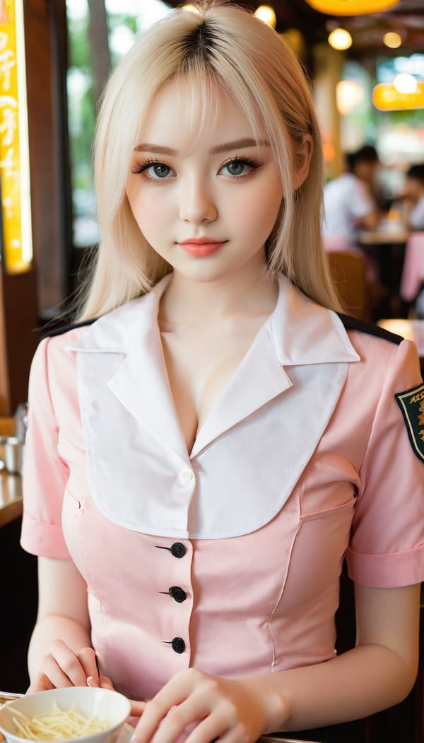 Tags: 21872187, SDXL
{"3": {"inputs": {"seed": 316381276685905, "steps": 64, "cfg": 7.42, "sampler_name": "dpmpp_2m", "scheduler": "karras", "denoise": 1.0, "model": ["27", 0], "positive": ["6", 0], "negative": ["7", 0], "latent_image": ["5", 0]}, "class_type": "KSampler"}, "4": {"inputs": {"ckpt_name": "juggernautxl.safetensors"}, "class_type": "CheckpointLoaderSimple"}, "5": {"inputs": {"width": 768, "height": 1344, "batch_size": 1}, "class_type": "EmptyLatentImage"}, "6": {"inputs": {"text": "19 year old girl, (pale skin:1.02), (idol:1.06), (eyelashes:1.06), (detailed face:1.04), (seductive pose:1.04), (cute:1.10), (beautiful eyes:1.10), (sexy lips:1.01), (slim:0.96), (seductive facial expression:1.12), (blush:1.05), (double eyelids:0.96), (in a seductive pose:1.13), (large perky breasts:1.08), (cleavage:1.07), (thigh gap:1.01), (a waitress in uniform:1.06) working at a restaurant, (skin fuzz:1.03), (natural looking skin:1.02), (detailed skin:1.07), (RAW:1.01), (candid cinema:1.04), (soft lighting:1.07), (film:1.00), (portra:1.04), (textured skin:1.03)", "clip": ["27", 1]}, "class_type": "CLIPTextEncode"}, "7": {"inputs": {"text": "(open mouth:1.12), (bad hands:1.07), (twisted:1.10), (worst quality:1.06), (distorted:1.14), (watermark:1.12), (low resolution:1.08)", "clip": ["27", 1]}, "class_type": "CLIPTextEncode"}, "8": {"inputs": {"samples": ["3", 0], "vae": ["4", 2]}, "class_type": "VAEDecode"}, "25": {"inputs": {"lora_name": "nudify_xl.safetensors", "strength_model": 0.39, "strength_clip": 0.38, "model": ["4", 0], "clip": ["4", 1]}, "class_type": "LoraLoader"}, "26": {"inputs": {"lora_name": "shirtlift_SDXL_v2.safetensors", "strength_model": 0.03, "strength_clip": 0.13, "model": ["25", 0], "clip": ["25", 1]}, "class_type": "LoraLoader"}, "27": {"inputs": {"lora_name": "PerfectEyesXL.safetensors", "strength_model": 0.06, "strength_clip": 0.12, "model": ["26", 0], "clip": ["26", 1]}, "class_type": "LoraLoader"}, "30": {"inputs": {"model_name": "4x_NMKD-Superscale-SP_178000_G.pth"}, "class_type": "UpscaleModelLoader"}, "31": {"inputs": {"upscale_model": ["30", 0], "image": ["8", 0]}, "class_type": "ImageUpscaleWithModel"}, "32": {"inputs": {"upscale_method": "lanczos", "scale_by": 0.5, "image": ["31", 0]}, "class_type": "ImageScaleBy"}, "33": {"inputs": {"pixels": ["32", 0], "vae": ["4", 2]}, "class_type": "VAEEncode"}, "34": {"inputs": {"seed": 316381276685905, "steps": 64, "cfg": 7.42, "sampler_name": "dpmpp_2m", "scheduler": "karras", "denoise": 0.3, "model": ["27", 0], "positive": ["6", 0], "negative": ["7", 0], "latent_image": ["33", 0]}, "class_type": "KSampler"}, "36": {"inputs": {"samples": ["34", 0], "vae": ["4", 2]}, "class_type": "VAEDecode"}, "39": {"inputs": {"filename_prefix": "comfyapi-1715833655656", "images": ["36", 0]}, "class_type": "SaveImage"}}