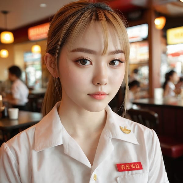 Tags: 21872187, SDXL
{"3": {"inputs": {"seed": 362264313619451, "steps": 64, "cfg": 6.39, "sampler_name": "dpmpp_2m", "scheduler": "karras", "denoise": 1.0, "model": ["27", 0], "positive": ["6", 0], "negative": ["7", 0], "latent_image": ["5", 0]}, "class_type": "KSampler"}, "4": {"inputs": {"ckpt_name": "juggernautxl.safetensors"}, "class_type": "CheckpointLoaderSimple"}, "5": {"inputs": {"width": 1024, "height": 1024, "batch_size": 1}, "class_type": "EmptyLatentImage"}, "6": {"inputs": {"text": "22 year old girl, (double eyelids:0.99), (seductive facial expression:1.10), (cute:0.96), (pale skin:1.11), (temptress:0.95), (detailed face:1.05), (idol:1.10), (sexy lips:1.05), (blush:0.96), (eyelashes:0.96), (beautiful eyes:1.09), (perky ass:1.04), (exposed ass:1.04), (looking back:0.95), (sexy ass:0.99), (thigh gap:1.14), (a waitress in uniform:1.03) working at a restaurant, (portra:1.01), (RAW:1.03), (soft lighting:1.01), (candid cinema:1.06), (textured skin:1.05), (skin fuzz:1.00), (detailed skin:1.03), (film:1.01), (natural looking skin:1.02)", "clip": ["27", 1]}, "class_type": "CLIPTextEncode"}, "7": {"inputs": {"text": "(worst quality:1.05), (watermark:1.11), (twisted:1.07), (open mouth:1.12), (distorted:1.09), (low resolution:1.07), (bad hands:1.10)", "clip": ["27", 1]}, "class_type": "CLIPTextEncode"}, "8": {"inputs": {"samples": ["3", 0], "vae": ["4", 2]}, "class_type": "VAEDecode"}, "25": {"inputs": {"lora_name": "nudify_xl.safetensors", "strength_model": 0.21, "strength_clip": 0.11, "model": ["4", 0], "clip": ["4", 1]}, "class_type": "LoraLoader"}, "26": {"inputs": {"lora_name": "shirtlift_SDXL_v2.safetensors", "strength_model": 0.11, "strength_clip": 0.04, "model": ["25", 0], "clip": ["25", 1]}, "class_type": "LoraLoader"}, "27": {"inputs": {"lora_name": "PerfectEyesXL.safetensors", "strength_model": 0.03, "strength_clip": 0.12, "model": ["26", 0], "clip": ["26", 1]}, "class_type": "LoraLoader"}, "30": {"inputs": {"model_name": "4x_NMKD-Superscale-SP_178000_G.pth"}, "class_type": "UpscaleModelLoader"}, "31": {"inputs": {"upscale_model": ["30", 0], "image": ["8", 0]}, "class_type": "ImageUpscaleWithModel"}, "32": {"inputs": {"upscale_method": "lanczos", "scale_by": 0.5, "image": ["31", 0]}, "class_type": "ImageScaleBy"}, "33": {"inputs": {"pixels": ["32", 0], "vae": ["4", 2]}, "class_type": "VAEEncode"}, "34": {"inputs": {"seed": 362264313619451, "steps": 64, "cfg": 6.39, "sampler_name": "dpmpp_2m", "scheduler": "karras", "denoise": 0.3, "model": ["27", 0], "positive": ["6", 0], "negative": ["7", 0], "latent_image": ["33", 0]}, "class_type": "KSampler"}, "36": {"inputs": {"samples": ["34", 0], "vae": ["4", 2]}, "class_type": "VAEDecode"}, "39": {"inputs": {"filename_prefix": "comfyapi-1713463553416", "images": ["36", 0]}, "class_type": "SaveImage"}}