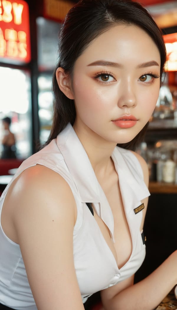 Tags: 21872187, SDXL
{"3": {"inputs": {"seed": 990702288806693, "steps": 32, "cfg": 6.45, "sampler_name": "dpmpp_2m", "scheduler": "karras", "denoise": 1.0, "model": ["27", 0], "positive": ["6", 0], "negative": ["7", 0], "latent_image": ["5", 0]}, "class_type": "KSampler"}, "4": {"inputs": {"ckpt_name": "juggernautxl.safetensors"}, "class_type": "CheckpointLoaderSimple"}, "5": {"inputs": {"width": 768, "height": 1344, "batch_size": 1}, "class_type": "EmptyLatentImage"}, "6": {"inputs": {"text": "26 year old girl, (detailed face:1.00), (double eyelids:1.07), (pale skin:0.97), (eyelashes:0.97), (sexy lips:1.14), (slim:0.97), (beautiful eyes:0.99), (temptress:0.99), (seductive facial expression:1.04), (blush:0.96), (idol:1.00), (seductive pose:0.97), (perky ass:1.13), (exposed ass:1.08), (looking back:1.05), (sexy ass:1.03), (thigh gap:1.01), (a waitress in uniform:1.05) working at a restaurant, (textured skin:1.03), (candid cinema:1.09), (portra:1.03), (RAW:1.00), (soft lighting:1.06), (film:1.08), (detailed skin:1.05), (skin fuzz:1.09), (natural looking skin:1.01)", "clip": ["27", 1]}, "class_type": "CLIPTextEncode"}, "7": {"inputs": {"text": "(worst quality:1.11), (bad hands:1.07), (low resolution:1.11), (distorted:1.06), (twisted:1.06), (watermark:1.05), (open mouth:1.05)", "clip": ["27", 1]}, "class_type": "CLIPTextEncode"}, "8": {"inputs": {"samples": ["3", 0], "vae": ["4", 2]}, "class_type": "VAEDecode"}, "25": {"inputs": {"lora_name": "nudify_xl.safetensors", "strength_model": 0.27, "strength_clip": 0.32, "model": ["4", 0], "clip": ["4", 1]}, "class_type": "LoraLoader"}, "26": {"inputs": {"lora_name": "shirtlift_SDXL_v2.safetensors", "strength_model": 0.07, "strength_clip": 0.16, "model": ["25", 0], "clip": ["25", 1]}, "class_type": "LoraLoader"}, "27": {"inputs": {"lora_name": "PerfectEyesXL.safetensors", "strength_model": 0.18, "strength_clip": 0.1, "model": ["26", 0], "clip": ["26", 1]}, "class_type": "LoraLoader"}, "30": {"inputs": {"model_name": "4x_NMKD-Superscale-SP_178000_G.pth"}, "class_type": "UpscaleModelLoader"}, "31": {"inputs": {"upscale_model": ["30", 0], "image": ["8", 0]}, "class_type": "ImageUpscaleWithModel"}, "32": {"inputs": {"upscale_method": "lanczos", "scale_by": 0.5, "image": ["31", 0]}, "class_type": "ImageScaleBy"}, "33": {"inputs": {"pixels": ["32", 0], "vae": ["4", 2]}, "class_type": "VAEEncode"}, "34": {"inputs": {"seed": 990702288806693, "steps": 32, "cfg": 6.45, "sampler_name": "dpmpp_2m", "scheduler": "karras", "denoise": 0.3, "model": ["27", 0], "positive": ["6", 0], "negative": ["7", 0], "latent_image": ["33", 0]}, "class_type": "KSampler"}, "36": {"inputs": {"samples": ["34", 0], "vae": ["4", 2]}, "class_type": "VAEDecode"}, "39": {"inputs": {"filename_prefix": "comfyapi-1734768378471", "images": ["36", 0]}, "class_type": "SaveImage"}}