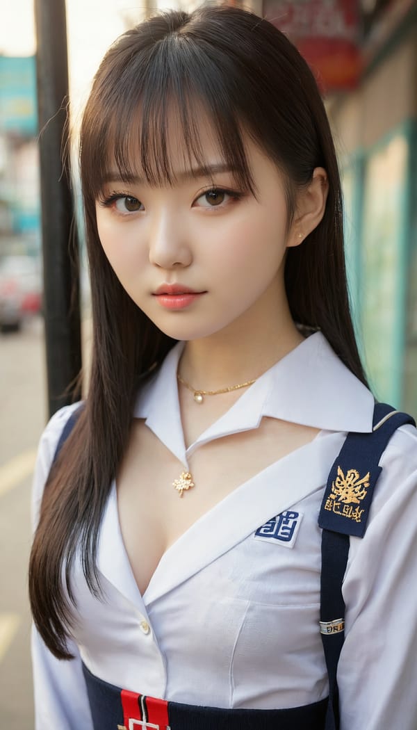 Tags: 21872187, SDXL
{"3": {"inputs": {"seed": 693127068484771, "steps": 64, "cfg": 6.93, "sampler_name": "dpmpp_2m", "scheduler": "karras", "denoise": 1.0, "model": ["27", 0], "positive": ["6", 0], "negative": ["7", 0], "latent_image": ["5", 0]}, "class_type": "KSampler"}, "4": {"inputs": {"ckpt_name": "juggernautxl.safetensors"}, "class_type": "CheckpointLoaderSimple"}, "5": {"inputs": {"width": 768, "height": 1344, "batch_size": 1}, "class_type": "EmptyLatentImage"}, "6": {"inputs": {"text": "19 year old girl, (russian:0.97), (taiwanese:1.10), (korean:1.10), (slim:0.95), (idol:0.95), (temptress:1.00), (sexy lips:1.03), (cute:0.98), (eyelashes:1.02), (seductive facial expression:0.95), (beautiful eyes:1.11), (pale skin:1.00), (seductive pose:0.98), (detailed face:1.03), (double eyelids:1.08), (in a seductive pose:1.06), (large perky breasts:1.05), (cleavage:0.99), (thigh gap:1.00), (school uniform:1.05), choker, busy street, (portra:1.09), (soft lighting:1.02), (detailed skin:1.04), (textured skin:1.06), (film:1.02), (candid cinema:1.05), (natural looking skin:1.01), (RAW:1.01)", "clip": ["27", 1]}, "class_type": "CLIPTextEncode"}, "7": {"inputs": {"text": "(watermark:1.08), (open mouth:1.13), (distorted:1.14), (low resolution:1.10), (bad hands:1.13), (twisted:1.09), (worst quality:1.07)", "clip": ["27", 1]}, "class_type": "CLIPTextEncode"}, "8": {"inputs": {"samples": ["3", 0], "vae": ["4", 2]}, "class_type": "VAEDecode"}, "25": {"inputs": {"lora_name": "nudify_xl.safetensors", "strength_model": 0.08, "strength_clip": 0.05, "model": ["4", 0], "clip": ["4", 1]}, "class_type": "LoraLoader"}, "26": {"inputs": {"lora_name": "shirtlift_SDXL_v2.safetensors", "strength_model": 0.11, "strength_clip": 0.06, "model": ["25", 0], "clip": ["25", 1]}, "class_type": "LoraLoader"}, "27": {"inputs": {"lora_name": "PerfectEyesXL.safetensors", "strength_model": 0.11, "strength_clip": 0.0, "model": ["26", 0], "clip": ["26", 1]}, "class_type": "LoraLoader"}, "30": {"inputs": {"model_name": "4x_NMKD-Superscale-SP_178000_G.pth"}, "class_type": "UpscaleModelLoader"}, "31": {"inputs": {"upscale_model": ["30", 0], "image": ["8", 0]}, "class_type": "ImageUpscaleWithModel"}, "32": {"inputs": {"upscale_method": "lanczos", "scale_by": 0.5, "image": ["31", 0]}, "class_type": "ImageScaleBy"}, "33": {"inputs": {"pixels": ["32", 0], "vae": ["4", 2]}, "class_type": "VAEEncode"}, "34": {"inputs": {"seed": 693127068484771, "steps": 64, "cfg": 6.93, "sampler_name": "dpmpp_2m", "scheduler": "karras", "denoise": 0.3, "model": ["27", 0], "positive": ["6", 0], "negative": ["7", 0], "latent_image": ["33", 0]}, "class_type": "KSampler"}, "36": {"inputs": {"samples": ["34", 0], "vae": ["4", 2]}, "class_type": "VAEDecode"}, "39": {"inputs": {"filename_prefix": "comfyapi-1714882133221", "images": ["36", 0]}, "class_type": "SaveImage"}}