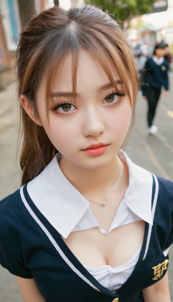 Tags: 21872187, SDXL
{"3": {"inputs": {"seed": 468013001409066, "steps": 32, "cfg": 5.17, "sampler_name": "dpmpp_2m", "scheduler": "karras", "denoise": 1.0, "model": ["27", 0], "positive": ["6", 0], "negative": ["7", 0], "latent_image": ["5", 0]}, "class_type": "KSampler"}, "4": {"inputs": {"ckpt_name": "juggernautxl.safetensors"}, "class_type": "CheckpointLoaderSimple"}, "5": {"inputs": {"width": 768, "height": 1344, "batch_size": 1}, "class_type": "EmptyLatentImage"}, "6": {"inputs": {"text": "19 year old girl, (beautiful eyes:1.08), (detailed face:1.12), (blush:0.97), (slim:1.10), (idol:0.98), (pale skin:1.00), (double eyelids:1.11), (seductive facial expression:1.04), (temptress:1.10), (seductive pose:1.09), (eyelashes:0.99), (cute:1.02), (sexy lips:1.07), (in a seductive pose:1.09), (large perky breasts:1.04), (cleavage:0.98), (thigh gap:1.06), (school uniform:1.06), choker, busy street, (skin fuzz:1.02), (RAW:1.03), (film:1.02), (detailed skin:1.06), (portra:1.04), (natural looking skin:1.08), (soft lighting:1.01), (candid cinema:1.00), (textured skin:1.03)", "clip": ["27", 1]}, "class_type": "CLIPTextEncode"}, "7": {"inputs": {"text": "(watermark:1.11), (open mouth:1.12), (low resolution:1.10), (worst quality:1.13), (distorted:1.06), (twisted:1.08), (bad hands:1.08)", "clip": ["27", 1]}, "class_type": "CLIPTextEncode"}, "8": {"inputs": {"samples": ["3", 0], "vae": ["4", 2]}, "class_type": "VAEDecode"}, "25": {"inputs": {"lora_name": "nudify_xl.safetensors", "strength_model": 0.06, "strength_clip": 0.17, "model": ["4", 0], "clip": ["4", 1]}, "class_type": "LoraLoader"}, "26": {"inputs": {"lora_name": "shirtlift_SDXL_v2.safetensors", "strength_model": 0.11, "strength_clip": 0.1, "model": ["25", 0], "clip": ["25", 1]}, "class_type": "LoraLoader"}, "27": {"inputs": {"lora_name": "PerfectEyesXL.safetensors", "strength_model": 0.19, "strength_clip": 0.09, "model": ["26", 0], "clip": ["26", 1]}, "class_type": "LoraLoader"}, "30": {"inputs": {"model_name": "4x_NMKD-Superscale-SP_178000_G.pth"}, "class_type": "UpscaleModelLoader"}, "31": {"inputs": {"upscale_model": ["30", 0], "image": ["8", 0]}, "class_type": "ImageUpscaleWithModel"}, "32": {"inputs": {"upscale_method": "lanczos", "scale_by": 0.5, "image": ["31", 0]}, "class_type": "ImageScaleBy"}, "33": {"inputs": {"pixels": ["32", 0], "vae": ["4", 2]}, "class_type": "VAEEncode"}, "34": {"inputs": {"seed": 468013001409066, "steps": 32, "cfg": 5.17, "sampler_name": "dpmpp_2m", "scheduler": "karras", "denoise": 0.3, "model": ["27", 0], "positive": ["6", 0], "negative": ["7", 0], "latent_image": ["33", 0]}, "class_type": "KSampler"}, "36": {"inputs": {"samples": ["34", 0], "vae": ["4", 2]}, "class_type": "VAEDecode"}, "39": {"inputs": {"filename_prefix": "comfyapi-1733907677896", "images": ["36", 0]}, "class_type": "SaveImage"}}