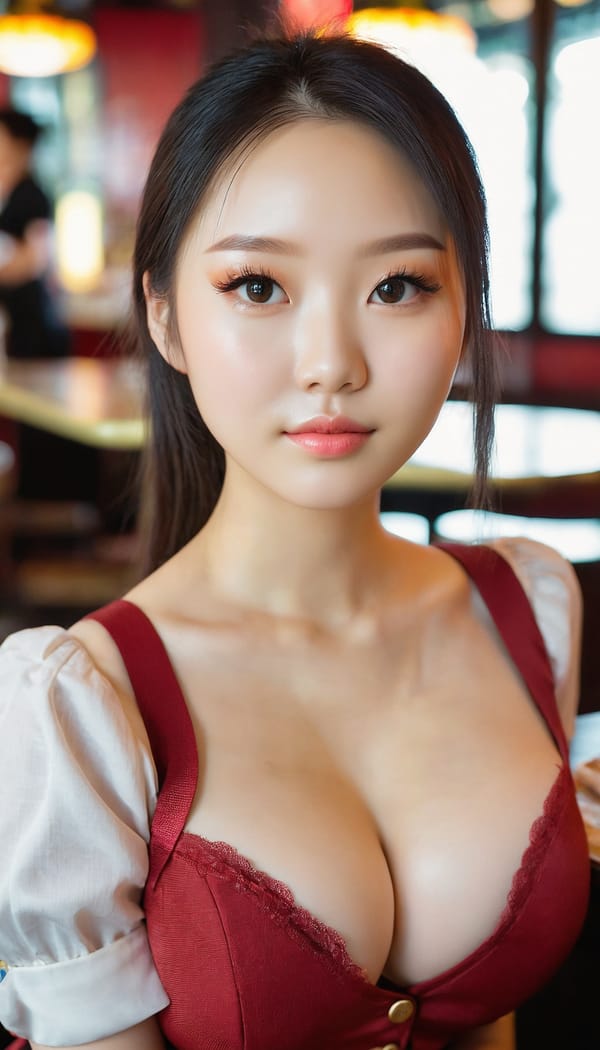 Tags: 21872187, SDXL
{"3": {"inputs": {"seed": 669356215498455, "steps": 64, "cfg": 7.1, "sampler_name": "dpmpp_2m", "scheduler": "karras", "denoise": 1.0, "model": ["27", 0], "positive": ["6", 0], "negative": ["7", 0], "latent_image": ["5", 0]}, "class_type": "KSampler"}, "4": {"inputs": {"ckpt_name": "juggernautxl.safetensors"}, "class_type": "CheckpointLoaderSimple"}, "5": {"inputs": {"width": 768, "height": 1344, "batch_size": 1}, "class_type": "EmptyLatentImage"}, "6": {"inputs": {"text": "25 year old girl, (chinese:0.99), (ukrainian:0.96), (cute:1.03), (pale skin:0.97), (double eyelids:0.96), (eyelashes:1.13), (idol:0.96), (seductive pose:1.14), (detailed face:1.07), (beautiful eyes:1.10), (seductive facial expression:1.05), (sexy lips:1.01), (slim:1.02), (blush:1.03), (temptress:1.09), (on all fours:0.98), (spreading ass cheeks:1.06), (from behind:0.99), (backboob:1.11), (a waitress in uniform:0.95) working at a restaurant, (film:1.00), (candid cinema:1.00), (detailed skin:1.06), (textured skin:1.05), (RAW:1.08), (portra:1.06), (skin fuzz:1.01), (soft lighting:1.04), (natural looking skin:1.05)", "clip": ["27", 1]}, "class_type": "CLIPTextEncode"}, "7": {"inputs": {"text": "(twisted:1.10), (bad hands:1.08), (open mouth:1.10), (distorted:1.09), (worst quality:1.07), (watermark:1.12)", "clip": ["27", 1]}, "class_type": "CLIPTextEncode"}, "8": {"inputs": {"samples": ["3", 0], "vae": ["4", 2]}, "class_type": "VAEDecode"}, "25": {"inputs": {"lora_name": "nudify_xl.safetensors", "strength_model": 0.14, "strength_clip": 0.01, "model": ["4", 0], "clip": ["4", 1]}, "class_type": "LoraLoader"}, "26": {"inputs": {"lora_name": "shirtlift_SDXL_v2.safetensors", "strength_model": 0.1, "strength_clip": 0.01, "model": ["25", 0], "clip": ["25", 1]}, "class_type": "LoraLoader"}, "27": {"inputs": {"lora_name": "PerfectEyesXL.safetensors", "strength_model": 0.12, "strength_clip": 0.06, "model": ["26", 0], "clip": ["26", 1]}, "class_type": "LoraLoader"}, "30": {"inputs": {"model_name": "4x_NMKD-Superscale-SP_178000_G.pth"}, "class_type": "UpscaleModelLoader"}, "31": {"inputs": {"upscale_model": ["30", 0], "image": ["8", 0]}, "class_type": "ImageUpscaleWithModel"}, "32": {"inputs": {"upscale_method": "lanczos", "scale_by": 0.5, "image": ["31", 0]}, "class_type": "ImageScaleBy"}, "33": {"inputs": {"pixels": ["32", 0], "vae": ["4", 2]}, "class_type": "VAEEncode"}, "34": {"inputs": {"seed": 669356215498455, "steps": 64, "cfg": 7.1, "sampler_name": "dpmpp_2m", "scheduler": "karras", "denoise": 0.3, "model": ["27", 0], "positive": ["6", 0], "negative": ["7", 0], "latent_image": ["33", 0]}, "class_type": "KSampler"}, "36": {"inputs": {"samples": ["34", 0], "vae": ["4", 2]}, "class_type": "VAEDecode"}, "39": {"inputs": {"filename_prefix": "comfyapi-1713474901065", "images": ["36", 0]}, "class_type": "SaveImage"}}