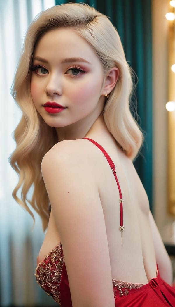 Tags: 21872187, SDXL
{"3": {"inputs": {"seed": 541784477624145, "steps": 64, "cfg": 6.21, "sampler_name": "dpmpp_2m", "scheduler": "karras", "denoise": 1.0, "model": ["27", 0], "positive": ["6", 0], "negative": ["7", 0], "latent_image": ["5", 0]}, "class_type": "KSampler"}, "4": {"inputs": {"ckpt_name": "juggernautxl.safetensors"}, "class_type": "CheckpointLoaderSimple"}, "5": {"inputs": {"width": 768, "height": 1344, "batch_size": 1}, "class_type": "EmptyLatentImage"}, "6": {"inputs": {"text": "24 year old girl, (temptress:1.04), (idol:1.00), (cute:1.12), (eyelashes:1.05), (detailed face:0.98), (pale skin:1.12), (seductive facial expression:1.05), (blush:1.12), (seductive pose:1.12), (double eyelids:0.95), (slim:1.03), (beautiful eyes:1.08), (sexy lips:0.97), (perky ass:0.97), (exposed ass:1.10), (looking back:1.12), (sexy ass:1.00), (thigh gap:0.99), (wearing a low-cut red dress:1.03) at a ballroom, (film:1.03), (skin fuzz:1.01), (detailed skin:1.08), (natural looking skin:1.06), (RAW:1.06), (textured skin:1.00), (soft lighting:1.01), (candid cinema:1.03), (portra:1.04)", "clip": ["27", 1]}, "class_type": "CLIPTextEncode"}, "7": {"inputs": {"text": "(distorted:1.14), (bad hands:1.14), (open mouth:1.12), (worst quality:1.12), (watermark:1.07), (twisted:1.14), (low resolution:1.08)", "clip": ["27", 1]}, "class_type": "CLIPTextEncode"}, "8": {"inputs": {"samples": ["3", 0], "vae": ["4", 2]}, "class_type": "VAEDecode"}, "25": {"inputs": {"lora_name": "nudify_xl.safetensors", "strength_model": 0.0, "strength_clip": 0.31, "model": ["4", 0], "clip": ["4", 1]}, "class_type": "LoraLoader"}, "26": {"inputs": {"lora_name": "shirtlift_SDXL_v2.safetensors", "strength_model": 0.06, "strength_clip": 0.12, "model": ["25", 0], "clip": ["25", 1]}, "class_type": "LoraLoader"}, "27": {"inputs": {"lora_name": "PerfectEyesXL.safetensors", "strength_model": 0.17, "strength_clip": 0.11, "model": ["26", 0], "clip": ["26", 1]}, "class_type": "LoraLoader"}, "30": {"inputs": {"model_name": "4x_NMKD-Superscale-SP_178000_G.pth"}, "class_type": "UpscaleModelLoader"}, "31": {"inputs": {"upscale_model": ["30", 0], "image": ["8", 0]}, "class_type": "ImageUpscaleWithModel"}, "32": {"inputs": {"upscale_method": "lanczos", "scale_by": 0.5, "image": ["31", 0]}, "class_type": "ImageScaleBy"}, "33": {"inputs": {"pixels": ["32", 0], "vae": ["4", 2]}, "class_type": "VAEEncode"}, "34": {"inputs": {"seed": 541784477624145, "steps": 64, "cfg": 6.21, "sampler_name": "dpmpp_2m", "scheduler": "karras", "denoise": 0.3, "model": ["27", 0], "positive": ["6", 0], "negative": ["7", 0], "latent_image": ["33", 0]}, "class_type": "KSampler"}, "36": {"inputs": {"samples": ["34", 0], "vae": ["4", 2]}, "class_type": "VAEDecode"}, "39": {"inputs": {"filename_prefix": "comfyapi-1734883280630", "images": ["36", 0]}, "class_type": "SaveImage"}}