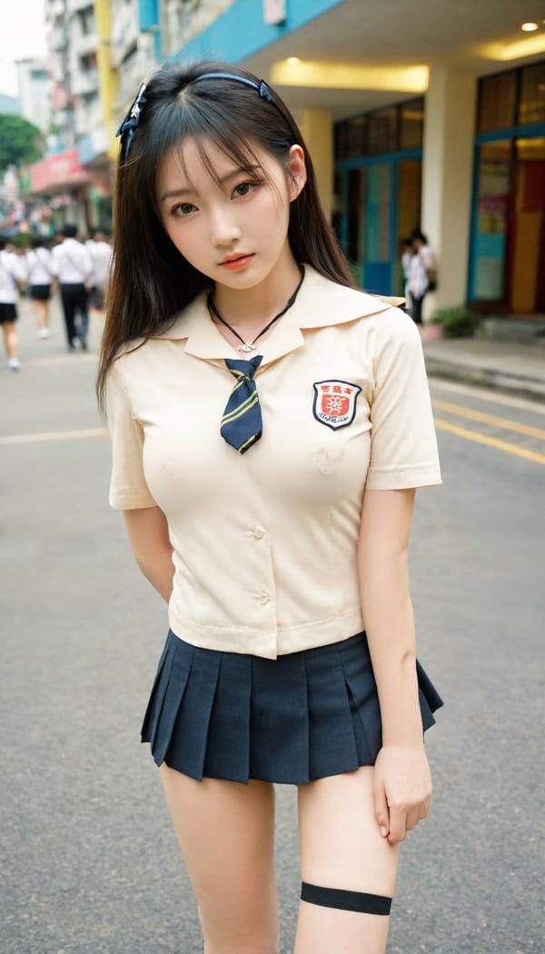 Tags: 21872187, SDXL
{"3": {"inputs": {"seed": 315240472101267, "steps": 32, "cfg": 6.62, "sampler_name": "dpmpp_2m", "scheduler": "karras", "denoise": 1.0, "model": ["27", 0], "positive": ["6", 0], "negative": ["7", 0], "latent_image": ["5", 0]}, "class_type": "KSampler"}, "4": {"inputs": {"ckpt_name": "leosamsHelloworldSDXL_helloworldSDXL32DPO.safetensors"}, "class_type": "CheckpointLoaderSimple"}, "5": {"inputs": {"width": 768, "height": 1344, "batch_size": 1}, "class_type": "EmptyLatentImage"}, "6": {"inputs": {"text": "18 year old girl, (taiwanese:1.01), (cute:1.02), (temptress:1.13), (slim:1.12), (blush:0.98), (eyelashes:1.02), (double eyelids:1.00), (seductive facial expression:1.10), (detailed face:1.09), (sexy lips:1.05), (idol:1.02), (pale skin:1.03), (beautiful eyes:1.12), (seductive pose:0.98), (in a seductive pose:1.12), (large perky breasts:0.95), (cleavage:1.00), (thigh gap:1.09), (school uniform:1.12), choker, busy street, (natural looking skin:1.05), (RAW:1.01), (portra:1.05), (skin fuzz:1.01), (candid cinema:1.06), (textured skin:1.01), (film:1.01), (soft lighting:1.00), (detailed skin:1.02)", "clip": ["27", 1]}, "class_type": "CLIPTextEncode"}, "7": {"inputs": {"text": "(low resolution:1.12), (distorted:1.05), (watermark:1.09), (bad hands:1.09), (worst quality:1.09), (open mouth:1.07), (twisted:1.10)", "clip": ["27", 1]}, "class_type": "CLIPTextEncode"}, "8": {"inputs": {"samples": ["3", 0], "vae": ["4", 2]}, "class_type": "VAEDecode"}, "25": {"inputs": {"lora_name": "nudify_xl.safetensors", "strength_model": 0.32, "strength_clip": 0.35, "model": ["4", 0], "clip": ["4", 1]}, "class_type": "LoraLoader"}, "26": {"inputs": {"lora_name": "shirtlift_SDXL_v2.safetensors", "strength_model": 0.17, "strength_clip": 0.12, "model": ["25", 0], "clip": ["25", 1]}, "class_type": "LoraLoader"}, "27": {"inputs": {"lora_name": "PerfectEyesXL.safetensors", "strength_model": 0.01, "strength_clip": 0.17, "model": ["26", 0], "clip": ["26", 1]}, "class_type": "LoraLoader"}, "30": {"inputs": {"model_name": "4x_NMKD-Superscale-SP_178000_G.pth"}, "class_type": "UpscaleModelLoader"}, "31": {"inputs": {"upscale_model": ["30", 0], "image": ["8", 0]}, "class_type": "ImageUpscaleWithModel"}, "32": {"inputs": {"upscale_method": "lanczos", "scale_by": 0.5, "image": ["31", 0]}, "class_type": "ImageScaleBy"}, "33": {"inputs": {"pixels": ["32", 0], "vae": ["4", 2]}, "class_type": "VAEEncode"}, "34": {"inputs": {"seed": 315240472101267, "steps": 32, "cfg": 6.62, "sampler_name": "dpmpp_2m", "scheduler": "karras", "denoise": 0.3, "model": ["27", 0], "positive": ["6", 0], "negative": ["7", 0], "latent_image": ["33", 0]}, "class_type": "KSampler"}, "36": {"inputs": {"samples": ["34", 0], "vae": ["4", 2]}, "class_type": "VAEDecode"}, "39": {"inputs": {"filename_prefix": "comfyapi-1707382346555", "images": ["36", 0]}, "class_type": "SaveImage"}}