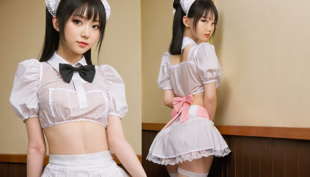 Tags: 21872187, SDXL
{"3": {"inputs": {"seed": 700806476275628, "steps": 64, "cfg": 6.31, "sampler_name": "dpmpp_2m", "scheduler": "karras", "denoise": 1.0, "model": ["27", 0], "positive": ["6", 0], "negative": ["7", 0], "latent_image": ["5", 0]}, "class_type": "KSampler"}, "4": {"inputs": {"ckpt_name": "juggernautxl.safetensors"}, "class_type": "CheckpointLoaderSimple"}, "5": {"inputs": {"width": 1344, "height": 768, "batch_size": 1}, "class_type": "EmptyLatentImage"}, "6": {"inputs": {"text": "18 year old girl, (ukrainian:1.08), (japanese:1.06), (pale skin:0.97), (blush:1.07), (seductive pose:1.01), (idol:1.14), (slim:1.11), (beautiful eyes:1.02), (eyelashes:1.00), (seductive facial expression:1.01), (sexy lips:1.05), (cute:1.07), (double eyelids:1.07), (perky ass:1.09), (exposed ass:0.98), (looking back:1.04), (sexy ass:0.99), (thigh gap:0.98), in a (skimpy maid costume:1.00) working at a maid cafe, choker, bowtie, headband, pleated skirt, (film:1.06), (candid cinema:1.03), (textured skin:1.09), (soft lighting:1.04), (RAW:1.09), (skin fuzz:1.04), (natural looking skin:1.08), (detailed skin:1.07), (portra:1.06)", "clip": ["27", 1]}, "class_type": "CLIPTextEncode"}, "7": {"inputs": {"text": "(watermark:1.14), (worst quality:1.14), (open mouth:1.06), (bad hands:1.12), (distorted:1.09), (twisted:1.06), (low resolution:1.06)", "clip": ["27", 1]}, "class_type": "CLIPTextEncode"}, "8": {"inputs": {"samples": ["3", 0], "vae": ["4", 2]}, "class_type": "VAEDecode"}, "25": {"inputs": {"lora_name": "nudify_xl.safetensors", "strength_model": 0.17, "strength_clip": 0.3, "model": ["4", 0], "clip": ["4", 1]}, "class_type": "LoraLoader"}, "26": {"inputs": {"lora_name": "shirtlift_SDXL_v2.safetensors", "strength_model": 0.07, "strength_clip": 0.13, "model": ["25", 0], "clip": ["25", 1]}, "class_type": "LoraLoader"}, "27": {"inputs": {"lora_name": "PerfectEyesXL.safetensors", "strength_model": 0.02, "strength_clip": 0.07, "model": ["26", 0], "clip": ["26", 1]}, "class_type": "LoraLoader"}, "30": {"inputs": {"model_name": "4x_NMKD-Superscale-SP_178000_G.pth"}, "class_type": "UpscaleModelLoader"}, "31": {"inputs": {"upscale_model": ["30", 0], "image": ["8", 0]}, "class_type": "ImageUpscaleWithModel"}, "32": {"inputs": {"upscale_method": "lanczos", "scale_by": 0.5, "image": ["31", 0]}, "class_type": "ImageScaleBy"}, "33": {"inputs": {"pixels": ["32", 0], "vae": ["4", 2]}, "class_type": "VAEEncode"}, "34": {"inputs": {"seed": 700806476275628, "steps": 64, "cfg": 6.31, "sampler_name": "dpmpp_2m", "scheduler": "karras", "denoise": 0.3, "model": ["27", 0], "positive": ["6", 0], "negative": ["7", 0], "latent_image": ["33", 0]}, "class_type": "KSampler"}, "36": {"inputs": {"samples": ["34", 0], "vae": ["4", 2]}, "class_type": "VAEDecode"}, "39": {"inputs": {"filename_prefix": "comfyapi-1718608697090", "images": ["36", 0]}, "class_type": "SaveImage"}}