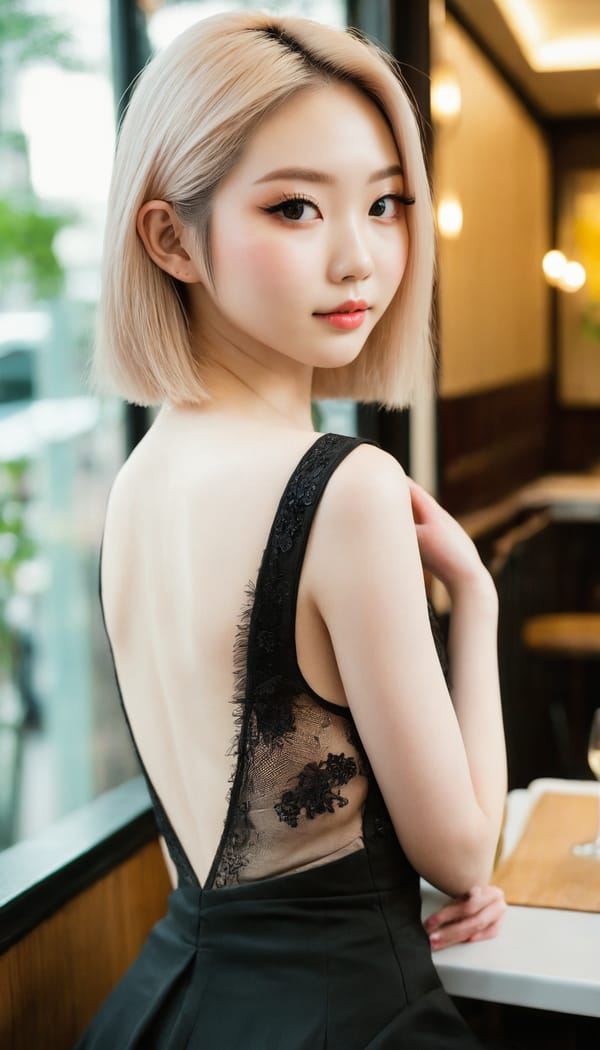 Tags: 21872187, SDXL
{"3": {"inputs": {"seed": 222181681370720, "steps": 32, "cfg": 6.38, "sampler_name": "dpmpp_2m", "scheduler": "karras", "denoise": 1.0, "model": ["27", 0], "positive": ["6", 0], "negative": ["7", 0], "latent_image": ["5", 0]}, "class_type": "KSampler"}, "4": {"inputs": {"ckpt_name": "juggernautxl.safetensors"}, "class_type": "CheckpointLoaderSimple"}, "5": {"inputs": {"width": 768, "height": 1344, "batch_size": 1}, "class_type": "EmptyLatentImage"}, "6": {"inputs": {"text": "19 year old girl, (japanese:0.95), (taiwanese:1.11), (ukrainian:1.06), (pale skin:1.06), (eyelashes:1.10), (idol:1.07), (blush:1.00), (slim:1.03), (beautiful eyes:1.14), (temptress:0.95), (cute:1.11), (double eyelids:0.96), (seductive pose:0.96), (sexy lips:0.97), (detailed face:1.04), (perky ass:1.01), (exposed ass:1.03), (looking back:0.99), (sexy ass:0.98), (thigh gap:1.10), (wearing a little black dress:1.11) at a fine dining restaurant, (detailed skin:1.00), (soft lighting:1.09), (portra:1.04), (RAW:1.09), (candid cinema:1.03), (natural looking skin:1.02), (film:1.05), (textured skin:1.04), (skin fuzz:1.05)", "clip": ["27", 1]}, "class_type": "CLIPTextEncode"}, "7": {"inputs": {"text": "(watermark:1.11), (worst quality:1.10), (bad hands:1.07), (low resolution:1.05), (twisted:1.11), (distorted:1.09), (open mouth:1.11)", "clip": ["27", 1]}, "class_type": "CLIPTextEncode"}, "8": {"inputs": {"samples": ["3", 0], "vae": ["4", 2]}, "class_type": "VAEDecode"}, "25": {"inputs": {"lora_name": "nudify_xl.safetensors", "strength_model": 0.35, "strength_clip": 0.14, "model": ["4", 0], "clip": ["4", 1]}, "class_type": "LoraLoader"}, "26": {"inputs": {"lora_name": "shirtlift_SDXL_v2.safetensors", "strength_model": 0.15, "strength_clip": 0.03, "model": ["25", 0], "clip": ["25", 1]}, "class_type": "LoraLoader"}, "27": {"inputs": {"lora_name": "PerfectEyesXL.safetensors", "strength_model": 0.18, "strength_clip": 0.19, "model": ["26", 0], "clip": ["26", 1]}, "class_type": "LoraLoader"}, "30": {"inputs": {"model_name": "4x_NMKD-Superscale-SP_178000_G.pth"}, "class_type": "UpscaleModelLoader"}, "31": {"inputs": {"upscale_model": ["30", 0], "image": ["8", 0]}, "class_type": "ImageUpscaleWithModel"}, "32": {"inputs": {"upscale_method": "lanczos", "scale_by": 0.5, "image": ["31", 0]}, "class_type": "ImageScaleBy"}, "33": {"inputs": {"pixels": ["32", 0], "vae": ["4", 2]}, "class_type": "VAEEncode"}, "34": {"inputs": {"seed": 222181681370720, "steps": 32, "cfg": 6.38, "sampler_name": "dpmpp_2m", "scheduler": "karras", "denoise": 0.3, "model": ["27", 0], "positive": ["6", 0], "negative": ["7", 0], "latent_image": ["33", 0]}, "class_type": "KSampler"}, "36": {"inputs": {"samples": ["34", 0], "vae": ["4", 2]}, "class_type": "VAEDecode"}, "39": {"inputs": {"filename_prefix": "comfyapi-1735810187840", "images": ["36", 0]}, "class_type": "SaveImage"}}