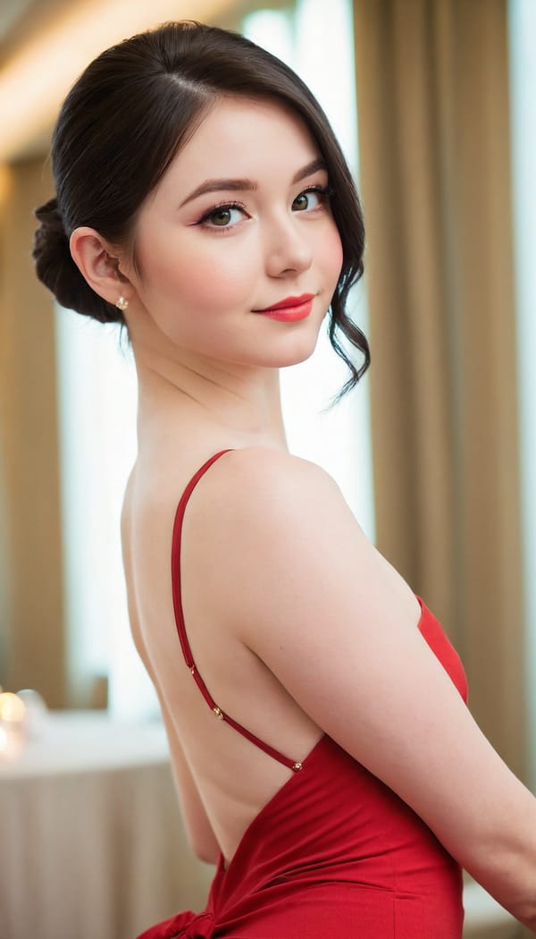 Tags: 21872187, SDXL
{"3": {"inputs": {"seed": 428406876294316, "steps": 64, "cfg": 6.27, "sampler_name": "dpmpp_2m", "scheduler": "karras", "denoise": 1.0, "model": ["27", 0], "positive": ["6", 0], "negative": ["7", 0], "latent_image": ["5", 0]}, "class_type": "KSampler"}, "4": {"inputs": {"ckpt_name": "juggernautXL_v8Rundiffusion.safetensors"}, "class_type": "CheckpointLoaderSimple"}, "5": {"inputs": {"width": 768, "height": 1344, "batch_size": 1}, "class_type": "EmptyLatentImage"}, "6": {"inputs": {"text": "28 year old girl, (eyelashes:0.96), (idol:1.08), (beautiful eyes:1.12), (seductive facial expression:0.98), (temptress:1.04), (pale skin:1.09), (detailed face:1.01), (cute:1.05), (sexy lips:1.02), (slim:1.00), (seductive pose:1.01), (blush:1.01), (perky ass:1.06), (exposed ass:1.14), (looking back:1.08), (sexy ass:1.13), (thigh gap:0.97), (wearing a low-cut red dress:1.05) at a ballroom, (portra:1.01), (natural looking skin:1.00), (skin fuzz:1.04), (RAW:1.00), (textured skin:1.08), (detailed skin:1.04), (candid cinema:1.08), (film:1.01), (soft lighting:1.01)", "clip": ["27", 1]}, "class_type": "CLIPTextEncode"}, "7": {"inputs": {"text": "(twisted:1.10), (watermark:1.11), (low resolution:1.08), (worst quality:1.11), (bad hands:1.11), (distorted:1.09), (open mouth:1.12)", "clip": ["27", 1]}, "class_type": "CLIPTextEncode"}, "8": {"inputs": {"samples": ["3", 0], "vae": ["4", 2]}, "class_type": "VAEDecode"}, "25": {"inputs": {"lora_name": "nudify_xl.safetensors", "strength_model": 0.35, "strength_clip": 0.21, "model": ["4", 0], "clip": ["4", 1]}, "class_type": "LoraLoader"}, "26": {"inputs": {"lora_name": "shirtlift_SDXL_v2.safetensors", "strength_model": 0.01, "strength_clip": 0.11, "model": ["25", 0], "clip": ["25", 1]}, "class_type": "LoraLoader"}, "27": {"inputs": {"lora_name": "PerfectEyesXL.safetensors", "strength_model": 0.15, "strength_clip": 0.16, "model": ["26", 0], "clip": ["26", 1]}, "class_type": "LoraLoader"}, "30": {"inputs": {"model_name": "4x_NMKD-Superscale-SP_178000_G.pth"}, "class_type": "UpscaleModelLoader"}, "31": {"inputs": {"upscale_model": ["30", 0], "image": ["8", 0]}, "class_type": "ImageUpscaleWithModel"}, "32": {"inputs": {"upscale_method": "lanczos", "scale_by": 0.5, "image": ["31", 0]}, "class_type": "ImageScaleBy"}, "33": {"inputs": {"pixels": ["32", 0], "vae": ["4", 2]}, "class_type": "VAEEncode"}, "34": {"inputs": {"seed": 428406876294316, "steps": 64, "cfg": 6.27, "sampler_name": "dpmpp_2m", "scheduler": "karras", "denoise": 0.3, "model": ["27", 0], "positive": ["6", 0], "negative": ["7", 0], "latent_image": ["33", 0]}, "class_type": "KSampler"}, "36": {"inputs": {"samples": ["34", 0], "vae": ["4", 2]}, "class_type": "VAEDecode"}, "39": {"inputs": {"filename_prefix": "comfyapi-1707581258161", "images": ["36", 0]}, "class_type": "SaveImage"}}