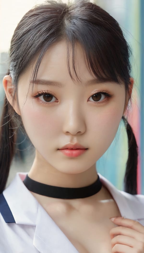 Tags: 21872187, SDXL
{"3": {"inputs": {"seed": 661641219340216, "steps": 32, "cfg": 6.81, "sampler_name": "dpmpp_2m", "scheduler": "karras", "denoise": 1.0, "model": ["27", 0], "positive": ["6", 0], "negative": ["7", 0], "latent_image": ["5", 0]}, "class_type": "KSampler"}, "4": {"inputs": {"ckpt_name": "juggernautxl.safetensors"}, "class_type": "CheckpointLoaderSimple"}, "5": {"inputs": {"width": 768, "height": 1344, "batch_size": 1}, "class_type": "EmptyLatentImage"}, "6": {"inputs": {"text": "18 year old girl, (korean:1.07), (pale skin:1.02), (seductive pose:0.96), (sexy lips:1.03), (eyelashes:1.03), (temptress:1.09), (double eyelids:1.10), (blush:1.09), (detailed face:1.13), (seductive facial expression:1.06), (idol:1.12), (slim:0.98), (beautiful eyes:1.00), (cute:0.96), (in a seductive pose:1.06), (large perky breasts:1.07), (cleavage:0.95), (thigh gap:0.95), (school uniform:0.98), choker, busy street, (candid cinema:1.06), (film:1.05), (portra:1.07), (skin fuzz:1.01), (natural looking skin:1.02), (soft lighting:1.01), (RAW:1.01), (textured skin:1.06), (detailed skin:1.07)", "clip": ["27", 1]}, "class_type": "CLIPTextEncode"}, "7": {"inputs": {"text": "(bad hands:1.12), (open mouth:1.07), (worst quality:1.06), (low resolution:1.13), (distorted:1.06), (watermark:1.10), (twisted:1.08)", "clip": ["27", 1]}, "class_type": "CLIPTextEncode"}, "8": {"inputs": {"samples": ["3", 0], "vae": ["4", 2]}, "class_type": "VAEDecode"}, "25": {"inputs": {"lora_name": "nudify_xl.safetensors", "strength_model": 0.38, "strength_clip": 0.06, "model": ["4", 0], "clip": ["4", 1]}, "class_type": "LoraLoader"}, "26": {"inputs": {"lora_name": "shirtlift_SDXL_v2.safetensors", "strength_model": 0.16, "strength_clip": 0.01, "model": ["25", 0], "clip": ["25", 1]}, "class_type": "LoraLoader"}, "27": {"inputs": {"lora_name": "PerfectEyesXL.safetensors", "strength_model": 0.13, "strength_clip": 0.13, "model": ["26", 0], "clip": ["26", 1]}, "class_type": "LoraLoader"}, "30": {"inputs": {"model_name": "4x_NMKD-Superscale-SP_178000_G.pth"}, "class_type": "UpscaleModelLoader"}, "31": {"inputs": {"upscale_model": ["30", 0], "image": ["8", 0]}, "class_type": "ImageUpscaleWithModel"}, "32": {"inputs": {"upscale_method": "lanczos", "scale_by": 0.5, "image": ["31", 0]}, "class_type": "ImageScaleBy"}, "33": {"inputs": {"pixels": ["32", 0], "vae": ["4", 2]}, "class_type": "VAEEncode"}, "34": {"inputs": {"seed": 661641219340216, "steps": 32, "cfg": 6.81, "sampler_name": "dpmpp_2m", "scheduler": "karras", "denoise": 0.3, "model": ["27", 0], "positive": ["6", 0], "negative": ["7", 0], "latent_image": ["33", 0]}, "class_type": "KSampler"}, "36": {"inputs": {"samples": ["34", 0], "vae": ["4", 2]}, "class_type": "VAEDecode"}, "39": {"inputs": {"filename_prefix": "comfyapi-1714202295934", "images": ["36", 0]}, "class_type": "SaveImage"}}