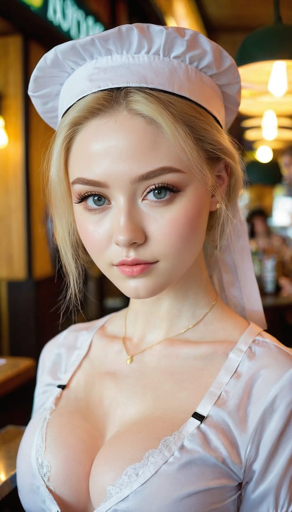 Tags: 21872187, SDXL
{"3": {"inputs": {"seed": 734253992483570, "steps": 64, "cfg": 7.76, "sampler_name": "dpmpp_2m", "scheduler": "karras", "denoise": 1.0, "model": ["27", 0], "positive": ["6", 0], "negative": ["7", 0], "latent_image": ["5", 0]}, "class_type": "KSampler"}, "4": {"inputs": {"ckpt_name": "juggernautxl.safetensors"}, "class_type": "CheckpointLoaderSimple"}, "5": {"inputs": {"width": 768, "height": 1344, "batch_size": 1}, "class_type": "EmptyLatentImage"}, "6": {"inputs": {"text": "23 year old girl, (ukrainian:1.12), (irish:1.09), (pale skin:0.96), (double eyelids:1.13), (eyelashes:1.07), (slim:0.99), (cute:1.01), (blush:1.08), (idol:1.09), (seductive facial expression:1.06), (sexy lips:1.05), (beautiful eyes:1.02), (temptress:1.10), (detailed face:1.01), (seductive pose:1.06), (in a seductive pose:1.12), (large perky breasts:0.96), (cleavage:1.11), (thigh gap:1.13), (a waitress in uniform:1.08) working at a restaurant, (soft lighting:1.05), (natural looking skin:1.05), (skin fuzz:1.02), (portra:1.07), (detailed skin:1.09), (RAW:1.05), (textured skin:1.06), (film:1.02), (candid cinema:1.00)", "clip": ["27", 1]}, "class_type": "CLIPTextEncode"}, "7": {"inputs": {"text": "(distorted:1.13), (twisted:1.12), (bad hands:1.11), (worst quality:1.14), (open mouth:1.08), (watermark:1.14), (low resolution:1.12)", "clip": ["27", 1]}, "class_type": "CLIPTextEncode"}, "8": {"inputs": {"samples": ["3", 0], "vae": ["4", 2]}, "class_type": "VAEDecode"}, "25": {"inputs": {"lora_name": "nudify_xl.safetensors", "strength_model": 0.05, "strength_clip": 0.05, "model": ["4", 0], "clip": ["4", 1]}, "class_type": "LoraLoader"}, "26": {"inputs": {"lora_name": "shirtlift_SDXL_v2.safetensors", "strength_model": 0.05, "strength_clip": 0.0, "model": ["25", 0], "clip": ["25", 1]}, "class_type": "LoraLoader"}, "27": {"inputs": {"lora_name": "PerfectEyesXL.safetensors", "strength_model": 0.07, "strength_clip": 0.18, "model": ["26", 0], "clip": ["26", 1]}, "class_type": "LoraLoader"}, "30": {"inputs": {"model_name": "4x_NMKD-Superscale-SP_178000_G.pth"}, "class_type": "UpscaleModelLoader"}, "31": {"inputs": {"upscale_model": ["30", 0], "image": ["8", 0]}, "class_type": "ImageUpscaleWithModel"}, "32": {"inputs": {"upscale_method": "lanczos", "scale_by": 0.5, "image": ["31", 0]}, "class_type": "ImageScaleBy"}, "33": {"inputs": {"pixels": ["32", 0], "vae": ["4", 2]}, "class_type": "VAEEncode"}, "34": {"inputs": {"seed": 734253992483570, "steps": 64, "cfg": 7.76, "sampler_name": "dpmpp_2m", "scheduler": "karras", "denoise": 0.3, "model": ["27", 0], "positive": ["6", 0], "negative": ["7", 0], "latent_image": ["33", 0]}, "class_type": "KSampler"}, "36": {"inputs": {"samples": ["34", 0], "vae": ["4", 2]}, "class_type": "VAEDecode"}, "39": {"inputs": {"filename_prefix": "comfyapi-1734945330218", "images": ["36", 0]}, "class_type": "SaveImage"}}