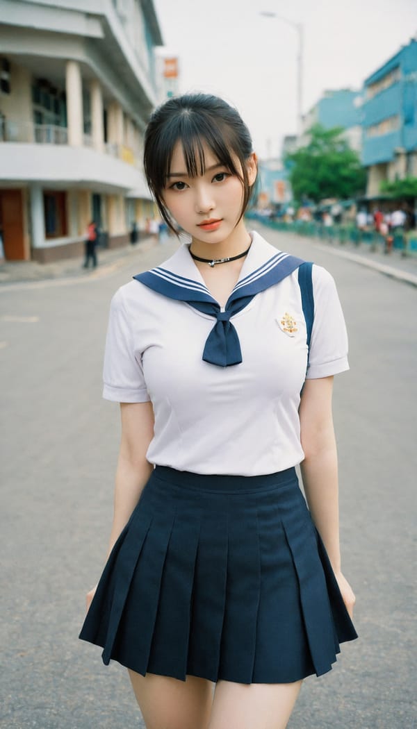 Tags: 21872187, SDXL
{"3": {"inputs": {"seed": 814180913835074, "steps": 64, "cfg": 5.67, "sampler_name": "dpmpp_2m", "scheduler": "karras", "denoise": 1.0, "model": ["27", 0], "positive": ["6", 0], "negative": ["7", 0], "latent_image": ["5", 0]}, "class_type": "KSampler"}, "4": {"inputs": {"ckpt_name": "helloworldxl.safetensors"}, "class_type": "CheckpointLoaderSimple"}, "5": {"inputs": {"width": 768, "height": 1344, "batch_size": 1}, "class_type": "EmptyLatentImage"}, "6": {"inputs": {"text": "26 year old girl, (russian:1.07), (irish:1.06), (chinese:0.96), (taiwanese:1.06), (detailed face:0.98), (pale skin:0.96), (blush:1.04), (double eyelids:0.99), (sexy lips:1.01), (temptress:1.08), (cute:1.10), (seductive pose:1.00), (eyelashes:1.11), (slim:0.99), (beautiful eyes:0.96), (idol:1.11), (in a seductive pose:1.06), (large perky breasts:1.05), (cleavage:1.04), (thigh gap:1.00), (school uniform:1.11), choker, busy street, (detailed skin:1.00), (candid cinema:1.08), (skin fuzz:1.04), (film:1.08), (natural looking skin:1.05), (RAW:1.06), (textured skin:1.01), (soft lighting:1.00), (portra:1.01)", "clip": ["27", 1]}, "class_type": "CLIPTextEncode"}, "7": {"inputs": {"text": "(open mouth:1.08), (watermark:1.12), (distorted:1.12), (low resolution:1.12), (bad hands:1.13), (twisted:1.14), (worst quality:1.06)", "clip": ["27", 1]}, "class_type": "CLIPTextEncode"}, "8": {"inputs": {"samples": ["3", 0], "vae": ["4", 2]}, "class_type": "VAEDecode"}, "25": {"inputs": {"lora_name": "nudify_xl.safetensors", "strength_model": 0.18, "strength_clip": 0.21, "model": ["4", 0], "clip": ["4", 1]}, "class_type": "LoraLoader"}, "26": {"inputs": {"lora_name": "shirtlift_SDXL_v2.safetensors", "strength_model": 0.03, "strength_clip": 0.04, "model": ["25", 0], "clip": ["25", 1]}, "class_type": "LoraLoader"}, "27": {"inputs": {"lora_name": "PerfectEyesXL.safetensors", "strength_model": 0.08, "strength_clip": 0.1, "model": ["26", 0], "clip": ["26", 1]}, "class_type": "LoraLoader"}, "30": {"inputs": {"model_name": "4x_NMKD-Superscale-SP_178000_G.pth"}, "class_type": "UpscaleModelLoader"}, "31": {"inputs": {"upscale_model": ["30", 0], "image": ["8", 0]}, "class_type": "ImageUpscaleWithModel"}, "32": {"inputs": {"upscale_method": "lanczos", "scale_by": 0.5, "image": ["31", 0]}, "class_type": "ImageScaleBy"}, "33": {"inputs": {"pixels": ["32", 0], "vae": ["4", 2]}, "class_type": "VAEEncode"}, "34": {"inputs": {"seed": 814180913835074, "steps": 64, "cfg": 5.67, "sampler_name": "dpmpp_2m", "scheduler": "karras", "denoise": 0.3, "model": ["27", 0], "positive": ["6", 0], "negative": ["7", 0], "latent_image": ["33", 0]}, "class_type": "KSampler"}, "36": {"inputs": {"samples": ["34", 0], "vae": ["4", 2]}, "class_type": "VAEDecode"}, "39": {"inputs": {"filename_prefix": "comfyapi-1726721894885", "images": ["36", 0]}, "class_type": "SaveImage"}}