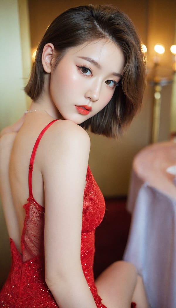 Tags: 21872187, SDXL
{"3": {"inputs": {"seed": 530458699048947, "steps": 32, "cfg": 5.94, "sampler_name": "dpmpp_2m", "scheduler": "karras", "denoise": 1.0, "model": ["27", 0], "positive": ["6", 0], "negative": ["7", 0], "latent_image": ["5", 0]}, "class_type": "KSampler"}, "4": {"inputs": {"ckpt_name": "leosamsHelloworldSDXL_helloworldSDXL32DPO.safetensors"}, "class_type": "CheckpointLoaderSimple"}, "5": {"inputs": {"width": 768, "height": 1344, "batch_size": 1}, "class_type": "EmptyLatentImage"}, "6": {"inputs": {"text": "20 year old girl, (eyelashes:1.01), (sexy lips:1.02), (seductive facial expression:1.05), (double eyelids:0.95), (temptress:1.07), (detailed face:1.11), (cute:1.05), (beautiful eyes:1.13), (pale skin:1.01), (blush:0.99), (idol:1.05), (slim:1.00), (seductive pose:1.05), (perky ass:0.99), (exposed ass:1.14), (looking back:1.10), (sexy ass:0.99), (thigh gap:1.10), (wearing a low-cut red dress:0.98) at a ballroom, (skin fuzz:1.01), (portra:1.09), (textured skin:1.08), (RAW:1.05), (detailed skin:1.08), (soft lighting:1.09), (film:1.01), (natural looking skin:1.06), (candid cinema:1.03)", "clip": ["27", 1]}, "class_type": "CLIPTextEncode"}, "7": {"inputs": {"text": "(low resolution:1.11), (twisted:1.09), (worst quality:1.13), (watermark:1.10), (bad hands:1.12), (open mouth:1.08), (distorted:1.05)", "clip": ["27", 1]}, "class_type": "CLIPTextEncode"}, "8": {"inputs": {"samples": ["3", 0], "vae": ["4", 2]}, "class_type": "VAEDecode"}, "25": {"inputs": {"lora_name": "nudify_xl.safetensors", "strength_model": 0.01, "strength_clip": 0.21, "model": ["4", 0], "clip": ["4", 1]}, "class_type": "LoraLoader"}, "26": {"inputs": {"lora_name": "shirtlift_SDXL_v2.safetensors", "strength_model": 0.14, "strength_clip": 0.13, "model": ["25", 0], "clip": ["25", 1]}, "class_type": "LoraLoader"}, "27": {"inputs": {"lora_name": "PerfectEyesXL.safetensors", "strength_model": 0.18, "strength_clip": 0.07, "model": ["26", 0], "clip": ["26", 1]}, "class_type": "LoraLoader"}, "30": {"inputs": {"model_name": "4x_NMKD-Superscale-SP_178000_G.pth"}, "class_type": "UpscaleModelLoader"}, "31": {"inputs": {"upscale_model": ["30", 0], "image": ["8", 0]}, "class_type": "ImageUpscaleWithModel"}, "32": {"inputs": {"upscale_method": "lanczos", "scale_by": 0.5, "image": ["31", 0]}, "class_type": "ImageScaleBy"}, "33": {"inputs": {"pixels": ["32", 0], "vae": ["4", 2]}, "class_type": "VAEEncode"}, "34": {"inputs": {"seed": 530458699048947, "steps": 32, "cfg": 5.94, "sampler_name": "dpmpp_2m", "scheduler": "karras", "denoise": 0.3, "model": ["27", 0], "positive": ["6", 0], "negative": ["7", 0], "latent_image": ["33", 0]}, "class_type": "KSampler"}, "36": {"inputs": {"samples": ["34", 0], "vae": ["4", 2]}, "class_type": "VAEDecode"}, "39": {"inputs": {"filename_prefix": "comfyapi-1707903853330", "images": ["36", 0]}, "class_type": "SaveImage"}}