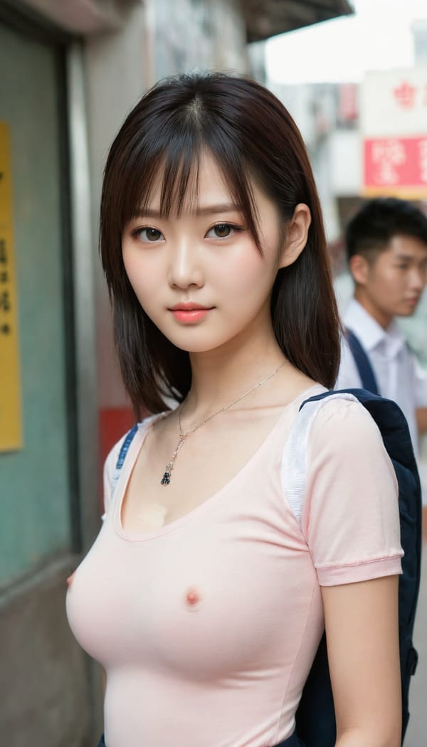 Tags: 21872187, SDXL
{"3": {"inputs": {"seed": 599962837870428, "steps": 64, "cfg": 5.06, "sampler_name": "dpmpp_2m", "scheduler": "karras", "denoise": 1.0, "model": ["27", 0], "positive": ["6", 0], "negative": ["7", 0], "latent_image": ["5", 0]}, "class_type": "KSampler"}, "4": {"inputs": {"ckpt_name": "juggernautXL_v8Rundiffusion.safetensors"}, "class_type": "CheckpointLoaderSimple"}, "5": {"inputs": {"width": 768, "height": 1344, "batch_size": 1}, "class_type": "EmptyLatentImage"}, "6": {"inputs": {"text": "21 year old girl, (taiwanese:1.08), (seductive facial expression:1.01), (seductive pose:1.09), (slim:1.06), (sexy lips:1.14), (detailed face:0.98), (blush:0.99), (cute:1.03), (beautiful eyes:1.13), (pale skin:1.10), (double eyelids:0.98), (idol:1.05), (eyelashes:1.02), (temptress:1.01), (in a seductive pose:1.06), (large perky breasts:1.02), (cleavage:1.13), (thigh gap:1.07), (school uniform:1.01), choker, busy street, (detailed skin:1.01), (film:1.07), (textured skin:1.00), (candid cinema:1.01), (natural looking skin:1.09), (soft lighting:1.02), (RAW:1.09), (skin fuzz:1.08), (portra:1.02)", "clip": ["27", 1]}, "class_type": "CLIPTextEncode"}, "7": {"inputs": {"text": "(open mouth:1.10), (worst quality:1.11), (watermark:1.14), (twisted:1.08), (low resolution:1.11), (bad hands:1.12), (distorted:1.13)", "clip": ["27", 1]}, "class_type": "CLIPTextEncode"}, "8": {"inputs": {"samples": ["3", 0], "vae": ["4", 2]}, "class_type": "VAEDecode"}, "25": {"inputs": {"lora_name": "nudify_xl.safetensors", "strength_model": 0.13, "strength_clip": 0.24, "model": ["4", 0], "clip": ["4", 1]}, "class_type": "LoraLoader"}, "26": {"inputs": {"lora_name": "shirtlift_SDXL_v2.safetensors", "strength_model": 0.09, "strength_clip": 0.13, "model": ["25", 0], "clip": ["25", 1]}, "class_type": "LoraLoader"}, "27": {"inputs": {"lora_name": "PerfectEyesXL.safetensors", "strength_model": 0.14, "strength_clip": 0.12, "model": ["26", 0], "clip": ["26", 1]}, "class_type": "LoraLoader"}, "30": {"inputs": {"model_name": "4x_NMKD-Superscale-SP_178000_G.pth"}, "class_type": "UpscaleModelLoader"}, "31": {"inputs": {"upscale_model": ["30", 0], "image": ["8", 0]}, "class_type": "ImageUpscaleWithModel"}, "32": {"inputs": {"upscale_method": "lanczos", "scale_by": 0.5, "image": ["31", 0]}, "class_type": "ImageScaleBy"}, "33": {"inputs": {"pixels": ["32", 0], "vae": ["4", 2]}, "class_type": "VAEEncode"}, "34": {"inputs": {"seed": 599962837870428, "steps": 64, "cfg": 5.06, "sampler_name": "dpmpp_2m", "scheduler": "karras", "denoise": 0.3, "model": ["27", 0], "positive": ["6", 0], "negative": ["7", 0], "latent_image": ["33", 0]}, "class_type": "KSampler"}, "36": {"inputs": {"samples": ["34", 0], "vae": ["4", 2]}, "class_type": "VAEDecode"}, "39": {"inputs": {"filename_prefix": "comfyapi-1707790112335", "images": ["36", 0]}, "class_type": "SaveImage"}}