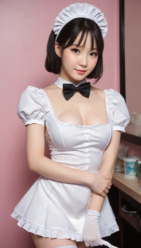 Tags: 21872187, SDXL
{"3": {"inputs": {"seed": 716786249482807, "steps": 64, "cfg": 5.21, "sampler_name": "dpmpp_2m", "scheduler": "karras", "denoise": 1.0, "model": ["27", 0], "positive": ["6", 0], "negative": ["7", 0], "latent_image": ["5", 0]}, "class_type": "KSampler"}, "4": {"inputs": {"ckpt_name": "juggernautXL_v8Rundiffusion.safetensors"}, "class_type": "CheckpointLoaderSimple"}, "5": {"inputs": {"width": 768, "height": 1344, "batch_size": 1}, "class_type": "EmptyLatentImage"}, "6": {"inputs": {"text": "22 year old girl, (pale skin:0.99), (seductive facial expression:1.07), (blush:0.95), (seductive pose:1.01), (cute:0.98), (eyelashes:1.13), (detailed face:1.13), (double eyelids:1.02), (idol:1.05), (beautiful eyes:1.04), (sexy lips:1.04), (temptress:1.03), (slim:1.09), (perky ass:1.00), (exposed ass:1.08), (looking back:0.99), (sexy ass:1.13), (thigh gap:1.07), in a (skimpy maid costume:1.14) working at a maid cafe, choker, bowtie, headband, pleated skirt, (detailed skin:1.05), (natural looking skin:1.05), (soft lighting:1.02), (film:1.08), (textured skin:1.09), (portra:1.00), (RAW:1.04), (candid cinema:1.03), (skin fuzz:1.00)", "clip": ["27", 1]}, "class_type": "CLIPTextEncode"}, "7": {"inputs": {"text": "(twisted:1.09), (open mouth:1.07), (bad hands:1.11), (worst quality:1.06), (watermark:1.14), (low resolution:1.10), (distorted:1.09)", "clip": ["27", 1]}, "class_type": "CLIPTextEncode"}, "8": {"inputs": {"samples": ["3", 0], "vae": ["4", 2]}, "class_type": "VAEDecode"}, "25": {"inputs": {"lora_name": "nudify_xl.safetensors", "strength_model": 0.0, "strength_clip": 0.22, "model": ["4", 0], "clip": ["4", 1]}, "class_type": "LoraLoader"}, "26": {"inputs": {"lora_name": "shirtlift_SDXL_v2.safetensors", "strength_model": 0.14, "strength_clip": 0.13, "model": ["25", 0], "clip": ["25", 1]}, "class_type": "LoraLoader"}, "27": {"inputs": {"lora_name": "PerfectEyesXL.safetensors", "strength_model": 0.17, "strength_clip": 0.18, "model": ["26", 0], "clip": ["26", 1]}, "class_type": "LoraLoader"}, "30": {"inputs": {"model_name": "4x_NMKD-Superscale-SP_178000_G.pth"}, "class_type": "UpscaleModelLoader"}, "31": {"inputs": {"upscale_model": ["30", 0], "image": ["8", 0]}, "class_type": "ImageUpscaleWithModel"}, "32": {"inputs": {"upscale_method": "lanczos", "scale_by": 0.5, "image": ["31", 0]}, "class_type": "ImageScaleBy"}, "33": {"inputs": {"pixels": ["32", 0], "vae": ["4", 2]}, "class_type": "VAEEncode"}, "34": {"inputs": {"seed": 716786249482807, "steps": 64, "cfg": 5.21, "sampler_name": "dpmpp_2m", "scheduler": "karras", "denoise": 0.3, "model": ["27", 0], "positive": ["6", 0], "negative": ["7", 0], "latent_image": ["33", 0]}, "class_type": "KSampler"}, "36": {"inputs": {"samples": ["34", 0], "vae": ["4", 2]}, "class_type": "VAEDecode"}, "39": {"inputs": {"filename_prefix": "comfyapi-1707265501323", "images": ["36", 0]}, "class_type": "SaveImage"}}