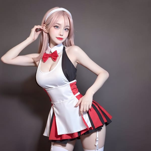Tags: 21872187
<lora:mix4:0.70>, <lora:YaeMiko_Test:0.63>, (russian:0.91), (ukrainian:0.90), maid cafe, stockings, (maid costume:1.13), choker, bowtie, headband, (pleated skirt:1.14), <lora:skirtlift-v4:0.92 <lora:Addams:0.23>, extremely detailed face, cute, (photorealistic:1.15), seductive smile, double eyelids, eyelashes, pale skin, perky breasts, textured skin, 4K, hyper realistic, tall, (long slim legs:0.98), delicate and beautiful girl, 1girl, solo, (dramatic:0.94)
Negative prompt: anime, (worst quality:1.96)
Steps: 32, Sampler: DPM++ 2M Karras, CFG scale: 5.09, Seed: 1592695219, Size: 768x768, Model hash: fc2511737a, Model: chilloutmix_NiPrunedFp32Fix, Seed resize from: -1x-1, Denoising strength: 0.5, Version: v1.2.1, Hires upscale: 2.0, Hires steps: 16, Hires upscaler: ESRGAN_4x