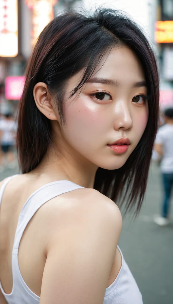 Tags: 21872187, SDXL
{"3": {"inputs": {"seed": 472902993720794, "steps": 32, "cfg": 7.61, "sampler_name": "dpmpp_2m", "scheduler": "karras", "denoise": 1.0, "model": ["27", 0], "positive": ["6", 0], "negative": ["7", 0], "latent_image": ["5", 0]}, "class_type": "KSampler"}, "4": {"inputs": {"ckpt_name": "juggernautxl.safetensors"}, "class_type": "CheckpointLoaderSimple"}, "5": {"inputs": {"width": 768, "height": 1344, "batch_size": 1}, "class_type": "EmptyLatentImage"}, "6": {"inputs": {"text": "24 year old girl, (korean:1.14), (seductive facial expression:1.03), (idol:1.05), (detailed face:1.01), (blush:1.11), (cute:1.06), (temptress:1.12), (double eyelids:0.99), (eyelashes:1.02), (beautiful eyes:1.14), (slim:0.97), (sexy lips:1.01), (pale skin:0.99), (seductive pose:1.05), (perky ass:1.02), (exposed ass:1.04), (looking back:1.14), (sexy ass:1.14), (thigh gap:1.03), (white tanktop:1.06), busy street, (candid cinema:1.09), (textured skin:1.01), (RAW:1.07), (detailed skin:1.09), (skin fuzz:1.01), (portra:1.07), (soft lighting:1.05), (film:1.04), (natural looking skin:1.05)", "clip": ["27", 1]}, "class_type": "CLIPTextEncode"}, "7": {"inputs": {"text": "(bad hands:1.14), (twisted:1.10), (watermark:1.09), (open mouth:1.14), (worst quality:1.08), (low resolution:1.06)", "clip": ["27", 1]}, "class_type": "CLIPTextEncode"}, "8": {"inputs": {"samples": ["3", 0], "vae": ["4", 2]}, "class_type": "VAEDecode"}, "25": {"inputs": {"lora_name": "nudify_xl.safetensors", "strength_model": 0.08, "strength_clip": 0.1, "model": ["4", 0], "clip": ["4", 1]}, "class_type": "LoraLoader"}, "26": {"inputs": {"lora_name": "shirtlift_SDXL_v2.safetensors", "strength_model": 0.19, "strength_clip": 0.02, "model": ["25", 0], "clip": ["25", 1]}, "class_type": "LoraLoader"}, "27": {"inputs": {"lora_name": "PerfectEyesXL.safetensors", "strength_model": 0.17, "strength_clip": 0.11, "model": ["26", 0], "clip": ["26", 1]}, "class_type": "LoraLoader"}, "30": {"inputs": {"model_name": "4x_NMKD-Superscale-SP_178000_G.pth"}, "class_type": "UpscaleModelLoader"}, "31": {"inputs": {"upscale_model": ["30", 0], "image": ["8", 0]}, "class_type": "ImageUpscaleWithModel"}, "32": {"inputs": {"upscale_method": "lanczos", "scale_by": 0.5, "image": ["31", 0]}, "class_type": "ImageScaleBy"}, "33": {"inputs": {"pixels": ["32", 0], "vae": ["4", 2]}, "class_type": "VAEEncode"}, "34": {"inputs": {"seed": 472902993720794, "steps": 32, "cfg": 7.61, "sampler_name": "dpmpp_2m", "scheduler": "karras", "denoise": 0.3, "model": ["27", 0], "positive": ["6", 0], "negative": ["7", 0], "latent_image": ["33", 0]}, "class_type": "KSampler"}, "36": {"inputs": {"samples": ["34", 0], "vae": ["4", 2]}, "class_type": "VAEDecode"}, "39": {"inputs": {"filename_prefix": "comfyapi-1733671266069", "images": ["36", 0]}, "class_type": "SaveImage"}}