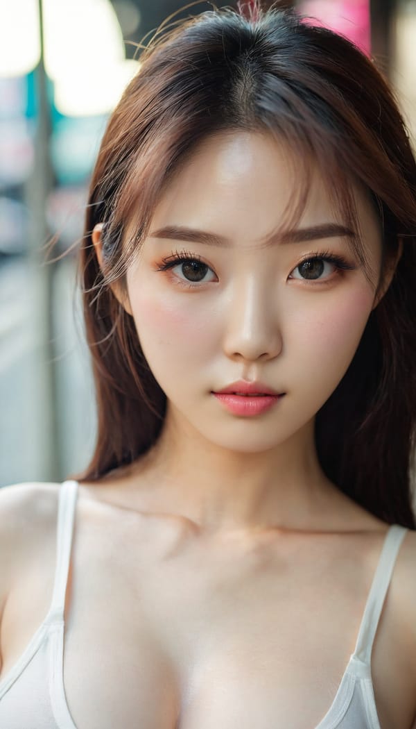 Tags: 21872187, SDXL
{"3": {"inputs": {"seed": 547965755283516, "steps": 64, "cfg": 7.42, "sampler_name": "dpmpp_2m", "scheduler": "karras", "denoise": 1.0, "model": ["27", 0], "positive": ["6", 0], "negative": ["7", 0], "latent_image": ["5", 0]}, "class_type": "KSampler"}, "4": {"inputs": {"ckpt_name": "juggernautxl.safetensors"}, "class_type": "CheckpointLoaderSimple"}, "5": {"inputs": {"width": 768, "height": 1344, "batch_size": 1}, "class_type": "EmptyLatentImage"}, "6": {"inputs": {"text": "28 year old girl, (korean:1.12), (beautiful eyes:1.07), (pale skin:1.14), (eyelashes:0.97), (sexy lips:1.04), (seductive facial expression:1.01), (blush:1.09), (seductive pose:1.06), (cute:1.09), (temptress:1.04), (detailed face:1.13), (slim:1.06), (double eyelids:1.04), (idol:1.03), (in a seductive pose:1.00), (large perky breasts:0.95), (cleavage:1.06), (thigh gap:0.98), (white tanktop:1.00), busy street, (natural looking skin:1.04), (textured skin:1.04), (skin fuzz:1.00), (detailed skin:1.04), (film:1.04), (candid cinema:1.01), (RAW:1.09), (soft lighting:1.08), (portra:1.02)", "clip": ["27", 1]}, "class_type": "CLIPTextEncode"}, "7": {"inputs": {"text": "(bad hands:1.09), (distorted:1.09), (worst quality:1.05), (open mouth:1.06), (twisted:1.14), (watermark:1.08), (low resolution:1.06)", "clip": ["27", 1]}, "class_type": "CLIPTextEncode"}, "8": {"inputs": {"samples": ["3", 0], "vae": ["4", 2]}, "class_type": "VAEDecode"}, "25": {"inputs": {"lora_name": "nudify_xl.safetensors", "strength_model": 0.13, "strength_clip": 0.12, "model": ["4", 0], "clip": ["4", 1]}, "class_type": "LoraLoader"}, "26": {"inputs": {"lora_name": "shirtlift_SDXL_v2.safetensors", "strength_model": 0.18, "strength_clip": 0.0, "model": ["25", 0], "clip": ["25", 1]}, "class_type": "LoraLoader"}, "27": {"inputs": {"lora_name": "PerfectEyesXL.safetensors", "strength_model": 0.01, "strength_clip": 0.04, "model": ["26", 0], "clip": ["26", 1]}, "class_type": "LoraLoader"}, "30": {"inputs": {"model_name": "4x_NMKD-Superscale-SP_178000_G.pth"}, "class_type": "UpscaleModelLoader"}, "31": {"inputs": {"upscale_model": ["30", 0], "image": ["8", 0]}, "class_type": "ImageUpscaleWithModel"}, "32": {"inputs": {"upscale_method": "lanczos", "scale_by": 0.5, "image": ["31", 0]}, "class_type": "ImageScaleBy"}, "33": {"inputs": {"pixels": ["32", 0], "vae": ["4", 2]}, "class_type": "VAEEncode"}, "34": {"inputs": {"seed": 547965755283516, "steps": 64, "cfg": 7.42, "sampler_name": "dpmpp_2m", "scheduler": "karras", "denoise": 0.3, "model": ["27", 0], "positive": ["6", 0], "negative": ["7", 0], "latent_image": ["33", 0]}, "class_type": "KSampler"}, "36": {"inputs": {"samples": ["34", 0], "vae": ["4", 2]}, "class_type": "VAEDecode"}, "39": {"inputs": {"filename_prefix": "comfyapi-1733674387666", "images": ["36", 0]}, "class_type": "SaveImage"}}