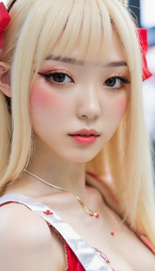 Tags: 21872187, SDXL
{"3": {"inputs": {"seed": 518137528528281, "steps": 32, "cfg": 7.71, "sampler_name": "dpmpp_2m", "scheduler": "karras", "denoise": 1.0, "model": ["27", 0], "positive": ["6", 0], "negative": ["7", 0], "latent_image": ["5", 0]}, "class_type": "KSampler"}, "4": {"inputs": {"ckpt_name": "juggernautxl.safetensors"}, "class_type": "CheckpointLoaderSimple"}, "5": {"inputs": {"width": 768, "height": 1344, "batch_size": 1}, "class_type": "EmptyLatentImage"}, "6": {"inputs": {"text": "18 year old girl, (irish:1.05), (korean:1.13), (detailed face:1.01), (seductive pose:1.02), (beautiful eyes:1.12), (blush:1.14), (double eyelids:1.01), (pale skin:1.13), (idol:0.98), (slim:0.98), (seductive facial expression:0.99), (sexy lips:1.12), (temptress:1.14), (cute:1.13), (perky ass:1.11), (exposed ass:0.97), (looking back:1.06), (sexy ass:1.04), (thigh gap:0.98), (in a cosplay:0.95) at comiket posing for camera, (candid cinema:1.05), (soft lighting:1.09), (skin fuzz:1.01), (textured skin:1.01), (detailed skin:1.03), (portra:1.08), (natural looking skin:1.07), (RAW:1.07), (film:1.09)", "clip": ["27", 1]}, "class_type": "CLIPTextEncode"}, "7": {"inputs": {"text": "(low resolution:1.06), (twisted:1.13), (worst quality:1.14), (open mouth:1.11), (distorted:1.08), (watermark:1.10)", "clip": ["27", 1]}, "class_type": "CLIPTextEncode"}, "8": {"inputs": {"samples": ["3", 0], "vae": ["4", 2]}, "class_type": "VAEDecode"}, "25": {"inputs": {"lora_name": "nudify_xl.safetensors", "strength_model": 0.15, "strength_clip": 0.24, "model": ["4", 0], "clip": ["4", 1]}, "class_type": "LoraLoader"}, "26": {"inputs": {"lora_name": "shirtlift_SDXL_v2.safetensors", "strength_model": 0.02, "strength_clip": 0.04, "model": ["25", 0], "clip": ["25", 1]}, "class_type": "LoraLoader"}, "27": {"inputs": {"lora_name": "PerfectEyesXL.safetensors", "strength_model": 0.05, "strength_clip": 0.04, "model": ["26", 0], "clip": ["26", 1]}, "class_type": "LoraLoader"}, "30": {"inputs": {"model_name": "4x_NMKD-Superscale-SP_178000_G.pth"}, "class_type": "UpscaleModelLoader"}, "31": {"inputs": {"upscale_model": ["30", 0], "image": ["8", 0]}, "class_type": "ImageUpscaleWithModel"}, "32": {"inputs": {"upscale_method": "lanczos", "scale_by": 0.5, "image": ["31", 0]}, "class_type": "ImageScaleBy"}, "33": {"inputs": {"pixels": ["32", 0], "vae": ["4", 2]}, "class_type": "VAEEncode"}, "34": {"inputs": {"seed": 518137528528281, "steps": 32, "cfg": 7.71, "sampler_name": "dpmpp_2m", "scheduler": "karras", "denoise": 0.3, "model": ["27", 0], "positive": ["6", 0], "negative": ["7", 0], "latent_image": ["33", 0]}, "class_type": "KSampler"}, "36": {"inputs": {"samples": ["34", 0], "vae": ["4", 2]}, "class_type": "VAEDecode"}, "39": {"inputs": {"filename_prefix": "comfyapi-1713684599779", "images": ["36", 0]}, "class_type": "SaveImage"}}