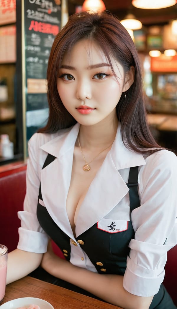 Tags: 21872187, SDXL
{"3": {"inputs": {"seed": 510143356931895, "steps": 64, "cfg": 7.29, "sampler_name": "dpmpp_2m", "scheduler": "karras", "denoise": 1.0, "model": ["27", 0], "positive": ["6", 0], "negative": ["7", 0], "latent_image": ["5", 0]}, "class_type": "KSampler"}, "4": {"inputs": {"ckpt_name": "juggernautxl.safetensors"}, "class_type": "CheckpointLoaderSimple"}, "5": {"inputs": {"width": 768, "height": 1344, "batch_size": 1}, "class_type": "EmptyLatentImage"}, "6": {"inputs": {"text": "20 year old girl, (korean:1.06), (slim:1.04), (blush:1.07), (pale skin:1.10), (sexy lips:1.01), (eyelashes:1.09), (temptress:1.08), (seductive pose:1.11), (idol:1.13), (beautiful eyes:0.95), (cute:1.12), (detailed face:1.05), (seductive facial expression:0.97), (in a seductive pose:1.11), (large perky breasts:0.96), (cleavage:0.96), (thigh gap:1.04), (a waitress in uniform:1.05) working at a restaurant, (textured skin:1.04), (natural looking skin:1.09), (soft lighting:1.00), (skin fuzz:1.03), (detailed skin:1.09), (film:1.06), (portra:1.04), (RAW:1.02), (candid cinema:1.06)", "clip": ["27", 1]}, "class_type": "CLIPTextEncode"}, "7": {"inputs": {"text": "(worst quality:1.12), (bad hands:1.06), (distorted:1.08), (twisted:1.05), (low resolution:1.06), (open mouth:1.09), (watermark:1.12)", "clip": ["27", 1]}, "class_type": "CLIPTextEncode"}, "8": {"inputs": {"samples": ["3", 0], "vae": ["4", 2]}, "class_type": "VAEDecode"}, "25": {"inputs": {"lora_name": "nudify_xl.safetensors", "strength_model": 0.37, "strength_clip": 0.05, "model": ["4", 0], "clip": ["4", 1]}, "class_type": "LoraLoader"}, "26": {"inputs": {"lora_name": "shirtlift_SDXL_v2.safetensors", "strength_model": 0.0, "strength_clip": 0.09, "model": ["25", 0], "clip": ["25", 1]}, "class_type": "LoraLoader"}, "27": {"inputs": {"lora_name": "PerfectEyesXL.safetensors", "strength_model": 0.19, "strength_clip": 0.04, "model": ["26", 0], "clip": ["26", 1]}, "class_type": "LoraLoader"}, "30": {"inputs": {"model_name": "4x_NMKD-Superscale-SP_178000_G.pth"}, "class_type": "UpscaleModelLoader"}, "31": {"inputs": {"upscale_model": ["30", 0], "image": ["8", 0]}, "class_type": "ImageUpscaleWithModel"}, "32": {"inputs": {"upscale_method": "lanczos", "scale_by": 0.5, "image": ["31", 0]}, "class_type": "ImageScaleBy"}, "33": {"inputs": {"pixels": ["32", 0], "vae": ["4", 2]}, "class_type": "VAEEncode"}, "34": {"inputs": {"seed": 510143356931895, "steps": 64, "cfg": 7.29, "sampler_name": "dpmpp_2m", "scheduler": "karras", "denoise": 0.3, "model": ["27", 0], "positive": ["6", 0], "negative": ["7", 0], "latent_image": ["33", 0]}, "class_type": "KSampler"}, "36": {"inputs": {"samples": ["34", 0], "vae": ["4", 2]}, "class_type": "VAEDecode"}, "39": {"inputs": {"filename_prefix": "comfyapi-1728140551622", "images": ["36", 0]}, "class_type": "SaveImage"}}