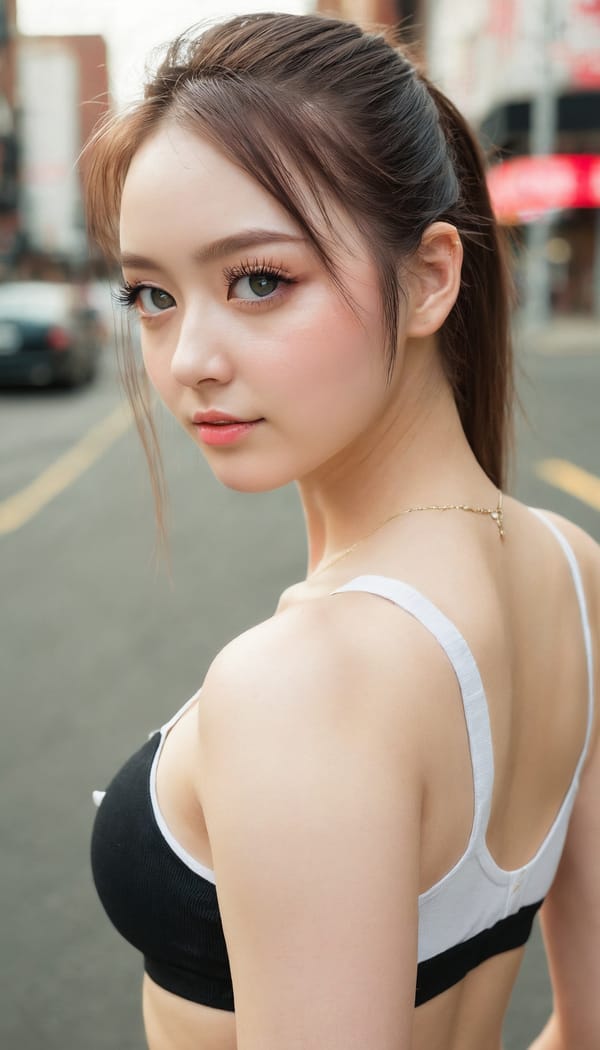 Tags: 21872187, SDXL
{"3": {"inputs": {"seed": 360672589622124, "steps": 64, "cfg": 5.29, "sampler_name": "dpmpp_2m", "scheduler": "karras", "denoise": 1.0, "model": ["27", 0], "positive": ["6", 0], "negative": ["7", 0], "latent_image": ["5", 0]}, "class_type": "KSampler"}, "4": {"inputs": {"ckpt_name": "juggernautxl.safetensors"}, "class_type": "CheckpointLoaderSimple"}, "5": {"inputs": {"width": 768, "height": 1344, "batch_size": 1}, "class_type": "EmptyLatentImage"}, "6": {"inputs": {"text": "24 year old girl, (eyelashes:1.13), (temptress:1.04), (slim:1.08), (detailed face:1.00), (seductive facial expression:1.09), (idol:1.00), (pale skin:0.97), (double eyelids:1.00), (beautiful eyes:1.06), (cute:1.03), (seductive pose:1.14), (blush:1.13), (perky ass:1.07), (exposed ass:1.00), (looking back:1.02), (sexy ass:1.13), (thigh gap:0.95), (white tanktop:0.97), busy street, (portra:1.01), (RAW:1.03), (natural looking skin:1.06), (soft lighting:1.02), (textured skin:1.08), (skin fuzz:1.02), (film:1.03), (candid cinema:1.08), (detailed skin:1.06)", "clip": ["27", 1]}, "class_type": "CLIPTextEncode"}, "7": {"inputs": {"text": "(watermark:1.06), (worst quality:1.13), (distorted:1.05), (low resolution:1.11), (bad hands:1.07), (twisted:1.05), (open mouth:1.14)", "clip": ["27", 1]}, "class_type": "CLIPTextEncode"}, "8": {"inputs": {"samples": ["3", 0], "vae": ["4", 2]}, "class_type": "VAEDecode"}, "25": {"inputs": {"lora_name": "nudify_xl.safetensors", "strength_model": 0.03, "strength_clip": 0.31, "model": ["4", 0], "clip": ["4", 1]}, "class_type": "LoraLoader"}, "26": {"inputs": {"lora_name": "shirtlift_SDXL_v2.safetensors", "strength_model": 0.12, "strength_clip": 0.16, "model": ["25", 0], "clip": ["25", 1]}, "class_type": "LoraLoader"}, "27": {"inputs": {"lora_name": "PerfectEyesXL.safetensors", "strength_model": 0.14, "strength_clip": 0.06, "model": ["26", 0], "clip": ["26", 1]}, "class_type": "LoraLoader"}, "30": {"inputs": {"model_name": "4x_NMKD-Superscale-SP_178000_G.pth"}, "class_type": "UpscaleModelLoader"}, "31": {"inputs": {"upscale_model": ["30", 0], "image": ["8", 0]}, "class_type": "ImageUpscaleWithModel"}, "32": {"inputs": {"upscale_method": "lanczos", "scale_by": 0.5, "image": ["31", 0]}, "class_type": "ImageScaleBy"}, "33": {"inputs": {"pixels": ["32", 0], "vae": ["4", 2]}, "class_type": "VAEEncode"}, "34": {"inputs": {"seed": 360672589622124, "steps": 64, "cfg": 5.29, "sampler_name": "dpmpp_2m", "scheduler": "karras", "denoise": 0.3, "model": ["27", 0], "positive": ["6", 0], "negative": ["7", 0], "latent_image": ["33", 0]}, "class_type": "KSampler"}, "36": {"inputs": {"samples": ["34", 0], "vae": ["4", 2]}, "class_type": "VAEDecode"}, "39": {"inputs": {"filename_prefix": "comfyapi-1730386890503", "images": ["36", 0]}, "class_type": "SaveImage"}}