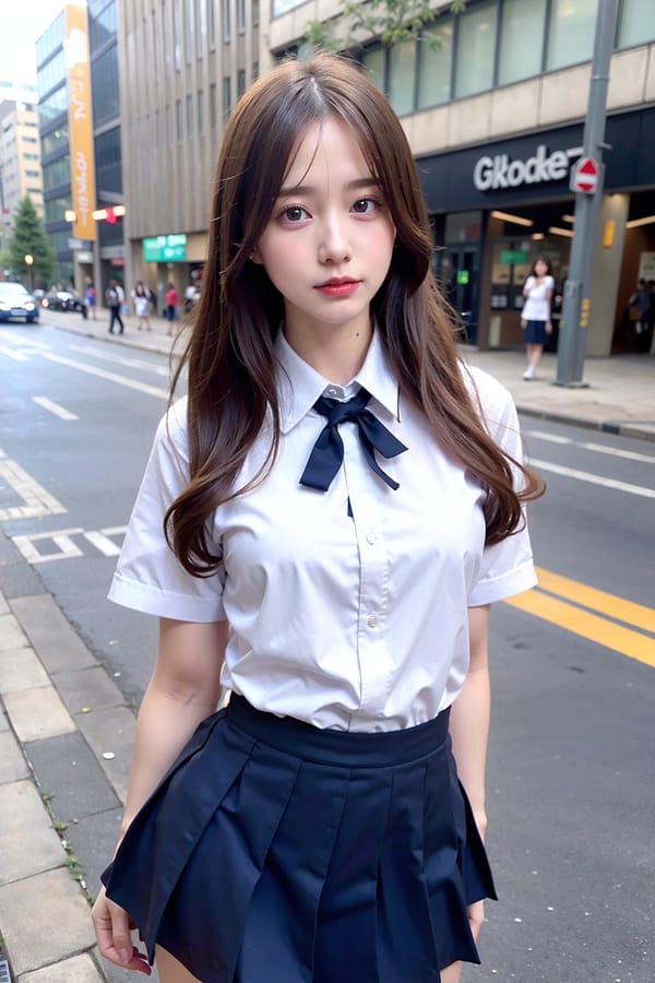 Tags: 21872187
<lora:mix4:0.34>, <lora:JapaneseDollLikeness_v15:0.63>, (school uniform:1.18), (large breasts:0.92), choker, busy street in urban city, (seductive pose:1.16), extremely detailed eyes, (photorealistic:1.16), sexy lips, seductive smile, eyelashes, pale skin, perky breasts, full body portrait, textured skin, 4K, tall, (thigh gap:1.10), delicate and beautiful girl, solo, (stunningly attractive:0.96), (dramatic:1.01)
Negative prompt: drawings, sketches, paintings, anime, black and white, (worst quality:2.24)
Steps: 48, Sampler: DPM++ 2M Karras, CFG scale: 7.48, Seed: 3491867486, Size: 512x768, Model hash: fc2511737a, Model: chilloutmix_NiPrunedFp32Fix, Seed resize from: -1x-1, Denoising strength: 0.4, Version: v1.2.1, Hires upscale: 2.5, Hires steps: 16, Hires upscaler: ESRGAN_4x