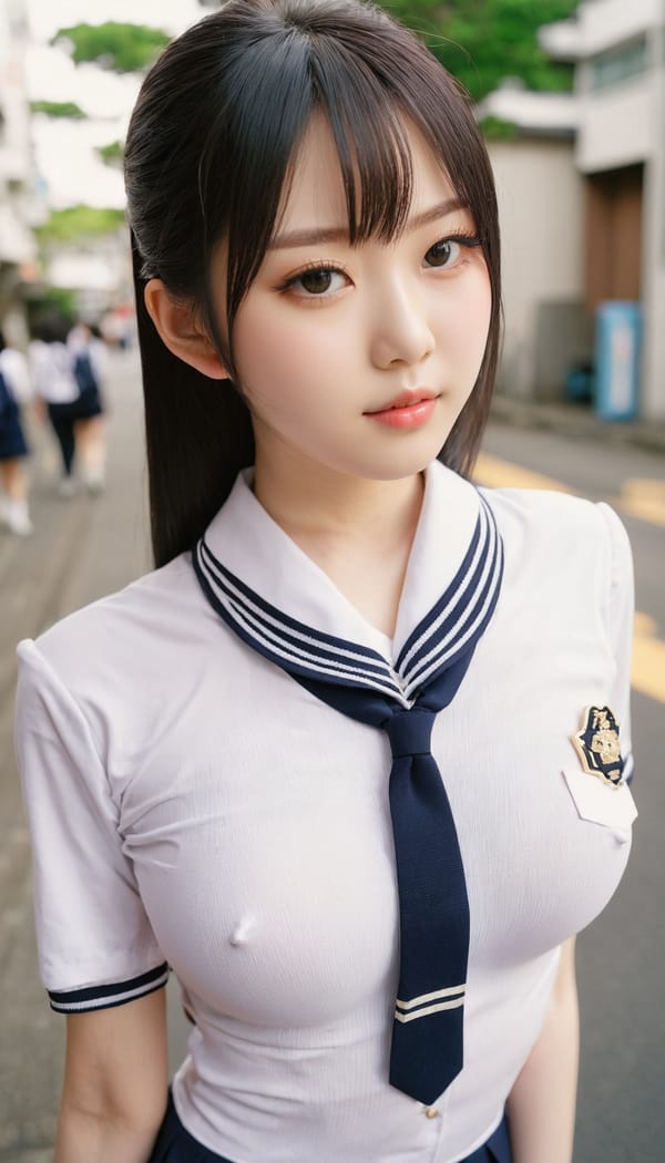 Tags: 21872187, SDXL
{"3": {"inputs": {"seed": 979626212894591, "steps": 64, "cfg": 7.25, "sampler_name": "dpmpp_2m", "scheduler": "karras", "denoise": 1.0, "model": ["27", 0], "positive": ["6", 0], "negative": ["7", 0], "latent_image": ["5", 0]}, "class_type": "KSampler"}, "4": {"inputs": {"ckpt_name": "juggernautxl.safetensors"}, "class_type": "CheckpointLoaderSimple"}, "5": {"inputs": {"width": 768, "height": 1344, "batch_size": 1}, "class_type": "EmptyLatentImage"}, "6": {"inputs": {"text": "21 year old girl, (japanese:1.00), (pale skin:1.08), (beautiful eyes:1.06), (idol:1.07), (blush:1.12), (seductive pose:1.14), (detailed face:0.99), (seductive facial expression:1.07), (slim:1.05), (cute:1.02), (sexy lips:1.10), (eyelashes:1.12), (in a seductive pose:1.03), (large perky breasts:1.12), (cleavage:1.08), (thigh gap:0.95), (school uniform:1.14), choker, busy street, (RAW:1.01), (detailed skin:1.07), (natural looking skin:1.06), (portra:1.09), (candid cinema:1.01), (textured skin:1.05), (skin fuzz:1.07), (soft lighting:1.04), (film:1.01)", "clip": ["27", 1]}, "class_type": "CLIPTextEncode"}, "7": {"inputs": {"text": "(distorted:1.09), (twisted:1.13), (watermark:1.09), (low resolution:1.09), (worst quality:1.05), (bad hands:1.07), (open mouth:1.05)", "clip": ["27", 1]}, "class_type": "CLIPTextEncode"}, "8": {"inputs": {"samples": ["3", 0], "vae": ["4", 2]}, "class_type": "VAEDecode"}, "25": {"inputs": {"lora_name": "nudify_xl.safetensors", "strength_model": 0.13, "strength_clip": 0.26, "model": ["4", 0], "clip": ["4", 1]}, "class_type": "LoraLoader"}, "26": {"inputs": {"lora_name": "shirtlift_SDXL_v2.safetensors", "strength_model": 0.13, "strength_clip": 0.16, "model": ["25", 0], "clip": ["25", 1]}, "class_type": "LoraLoader"}, "27": {"inputs": {"lora_name": "PerfectEyesXL.safetensors", "strength_model": 0.0, "strength_clip": 0.02, "model": ["26", 0], "clip": ["26", 1]}, "class_type": "LoraLoader"}, "30": {"inputs": {"model_name": "4x_NMKD-Superscale-SP_178000_G.pth"}, "class_type": "UpscaleModelLoader"}, "31": {"inputs": {"upscale_model": ["30", 0], "image": ["8", 0]}, "class_type": "ImageUpscaleWithModel"}, "32": {"inputs": {"upscale_method": "lanczos", "scale_by": 0.5, "image": ["31", 0]}, "class_type": "ImageScaleBy"}, "33": {"inputs": {"pixels": ["32", 0], "vae": ["4", 2]}, "class_type": "VAEEncode"}, "34": {"inputs": {"seed": 979626212894591, "steps": 64, "cfg": 7.25, "sampler_name": "dpmpp_2m", "scheduler": "karras", "denoise": 0.3, "model": ["27", 0], "positive": ["6", 0], "negative": ["7", 0], "latent_image": ["33", 0]}, "class_type": "KSampler"}, "36": {"inputs": {"samples": ["34", 0], "vae": ["4", 2]}, "class_type": "VAEDecode"}, "39": {"inputs": {"filename_prefix": "comfyapi-1733829881551", "images": ["36", 0]}, "class_type": "SaveImage"}}