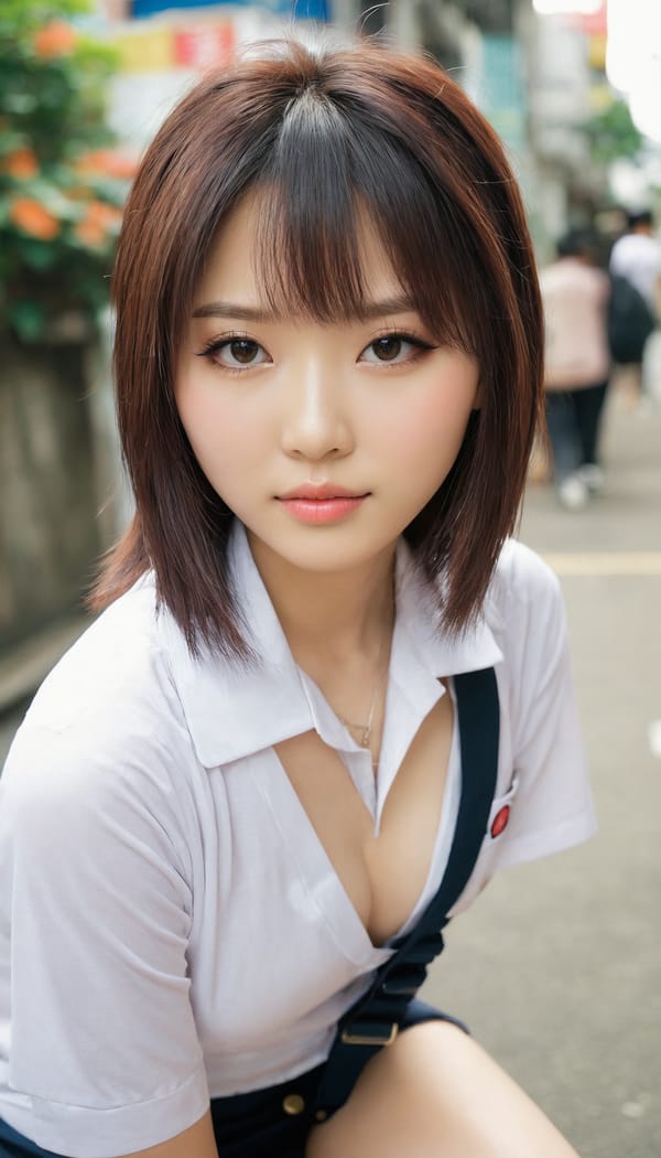 Tags: 21872187, SDXL
{"3": {"inputs": {"seed": 404669606679500, "steps": 64, "cfg": 5.35, "sampler_name": "dpmpp_2m", "scheduler": "karras", "denoise": 1.0, "model": ["27", 0], "positive": ["6", 0], "negative": ["7", 0], "latent_image": ["5", 0]}, "class_type": "KSampler"}, "4": {"inputs": {"ckpt_name": "juggernautxl.safetensors"}, "class_type": "CheckpointLoaderSimple"}, "5": {"inputs": {"width": 768, "height": 1344, "batch_size": 1}, "class_type": "EmptyLatentImage"}, "6": {"inputs": {"text": "26 year old girl, (taiwanese:1.08), (seductive facial expression:1.05), (idol:1.14), (sexy lips:1.08), (eyelashes:1.11), (blush:1.00), (slim:1.02), (pale skin:1.07), (cute:1.11), (seductive pose:1.11), (double eyelids:1.06), (detailed face:1.05), (temptress:1.00), (beautiful eyes:0.99), (in a seductive pose:1.05), (large perky breasts:0.99), (cleavage:0.95), (thigh gap:1.07), (school uniform:1.05), choker, busy street, (skin fuzz:1.06), (portra:1.02), (natural looking skin:1.04), (detailed skin:1.02), (candid cinema:1.06), (textured skin:1.04), (soft lighting:1.07), (film:1.03), (RAW:1.05)", "clip": ["27", 1]}, "class_type": "CLIPTextEncode"}, "7": {"inputs": {"text": "(low resolution:1.05), (open mouth:1.06), (worst quality:1.08), (twisted:1.07), (distorted:1.09), (bad hands:1.05), (watermark:1.14)", "clip": ["27", 1]}, "class_type": "CLIPTextEncode"}, "8": {"inputs": {"samples": ["3", 0], "vae": ["4", 2]}, "class_type": "VAEDecode"}, "25": {"inputs": {"lora_name": "nudify_xl.safetensors", "strength_model": 0.04, "strength_clip": 0.16, "model": ["4", 0], "clip": ["4", 1]}, "class_type": "LoraLoader"}, "26": {"inputs": {"lora_name": "shirtlift_SDXL_v2.safetensors", "strength_model": 0.01, "strength_clip": 0.18, "model": ["25", 0], "clip": ["25", 1]}, "class_type": "LoraLoader"}, "27": {"inputs": {"lora_name": "PerfectEyesXL.safetensors", "strength_model": 0.04, "strength_clip": 0.0, "model": ["26", 0], "clip": ["26", 1]}, "class_type": "LoraLoader"}, "30": {"inputs": {"model_name": "4x_NMKD-Superscale-SP_178000_G.pth"}, "class_type": "UpscaleModelLoader"}, "31": {"inputs": {"upscale_model": ["30", 0], "image": ["8", 0]}, "class_type": "ImageUpscaleWithModel"}, "32": {"inputs": {"upscale_method": "lanczos", "scale_by": 0.5, "image": ["31", 0]}, "class_type": "ImageScaleBy"}, "33": {"inputs": {"pixels": ["32", 0], "vae": ["4", 2]}, "class_type": "VAEEncode"}, "34": {"inputs": {"seed": 404669606679500, "steps": 64, "cfg": 5.35, "sampler_name": "dpmpp_2m", "scheduler": "karras", "denoise": 0.3, "model": ["27", 0], "positive": ["6", 0], "negative": ["7", 0], "latent_image": ["33", 0]}, "class_type": "KSampler"}, "36": {"inputs": {"samples": ["34", 0], "vae": ["4", 2]}, "class_type": "VAEDecode"}, "39": {"inputs": {"filename_prefix": "comfyapi-1714108046728", "images": ["36", 0]}, "class_type": "SaveImage"}}