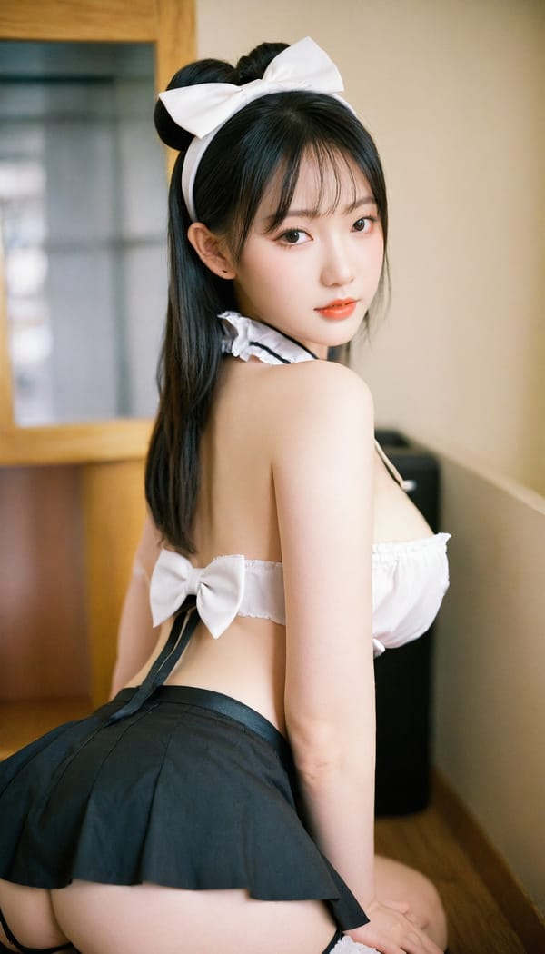 Tags: 21872187, SDXL
{"3": {"inputs": {"seed": 322163098477253, "steps": 32, "cfg": 5.39, "sampler_name": "dpmpp_2m", "scheduler": "karras", "denoise": 1.0, "model": ["27", 0], "positive": ["6", 0], "negative": ["7", 0], "latent_image": ["5", 0]}, "class_type": "KSampler"}, "4": {"inputs": {"ckpt_name": "leosamsHelloworldSDXL_helloworldSDXL32DPO.safetensors"}, "class_type": "CheckpointLoaderSimple"}, "5": {"inputs": {"width": 768, "height": 1344, "batch_size": 1}, "class_type": "EmptyLatentImage"}, "6": {"inputs": {"text": "25 year old girl, (chinese:1.08), (taiwanese:1.10), (temptress:0.99), (idol:0.95), (detailed face:1.08), (pale skin:0.96), (double eyelids:1.09), (seductive facial expression:0.96), (cute:1.00), (slim:1.00), (blush:1.02), (beautiful eyes:1.00), (sexy lips:1.12), (eyelashes:1.11), (on all fours:1.06), (spreading ass cheeks:0.95), (from behind:0.98), (backboob:1.11), in a (skimpy maid costume:0.99) working at a maid cafe, choker, bowtie, headband, pleated skirt, (natural looking skin:1.01), (candid cinema:1.04), (textured skin:1.09), (soft lighting:1.04), (skin fuzz:1.00), (detailed skin:1.03), (portra:1.02), (RAW:1.09), (film:1.00)", "clip": ["27", 1]}, "class_type": "CLIPTextEncode"}, "7": {"inputs": {"text": "(watermark:1.13), (open mouth:1.11), (distorted:1.11), (bad hands:1.14), (worst quality:1.14), (twisted:1.10), (low resolution:1.10)", "clip": ["27", 1]}, "class_type": "CLIPTextEncode"}, "8": {"inputs": {"samples": ["3", 0], "vae": ["4", 2]}, "class_type": "VAEDecode"}, "25": {"inputs": {"lora_name": "nudify_xl.safetensors", "strength_model": 0.23, "strength_clip": 0.24, "model": ["4", 0], "clip": ["4", 1]}, "class_type": "LoraLoader"}, "26": {"inputs": {"lora_name": "shirtlift_SDXL_v2.safetensors", "strength_model": 0.11, "strength_clip": 0.01, "model": ["25", 0], "clip": ["25", 1]}, "class_type": "LoraLoader"}, "27": {"inputs": {"lora_name": "PerfectEyesXL.safetensors", "strength_model": 0.18, "strength_clip": 0.13, "model": ["26", 0], "clip": ["26", 1]}, "class_type": "LoraLoader"}, "30": {"inputs": {"model_name": "4x_NMKD-Superscale-SP_178000_G.pth"}, "class_type": "UpscaleModelLoader"}, "31": {"inputs": {"upscale_model": ["30", 0], "image": ["8", 0]}, "class_type": "ImageUpscaleWithModel"}, "32": {"inputs": {"upscale_method": "lanczos", "scale_by": 0.5, "image": ["31", 0]}, "class_type": "ImageScaleBy"}, "33": {"inputs": {"pixels": ["32", 0], "vae": ["4", 2]}, "class_type": "VAEEncode"}, "34": {"inputs": {"seed": 322163098477253, "steps": 32, "cfg": 5.39, "sampler_name": "dpmpp_2m", "scheduler": "karras", "denoise": 0.3, "model": ["27", 0], "positive": ["6", 0], "negative": ["7", 0], "latent_image": ["33", 0]}, "class_type": "KSampler"}, "36": {"inputs": {"samples": ["34", 0], "vae": ["4", 2]}, "class_type": "VAEDecode"}, "39": {"inputs": {"filename_prefix": "comfyapi-1707644398856", "images": ["36", 0]}, "class_type": "SaveImage"}}