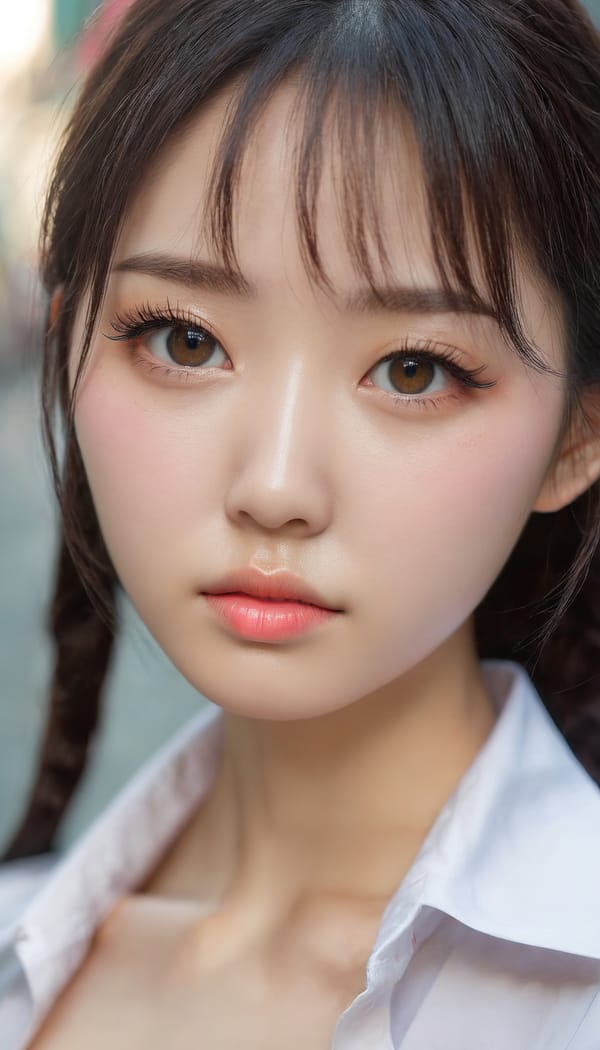 Tags: 21872187, SDXL
{"3": {"inputs": {"seed": 747534596202874, "steps": 64, "cfg": 5.42, "sampler_name": "dpmpp_2m", "scheduler": "karras", "denoise": 1.0, "model": ["27", 0], "positive": ["6", 0], "negative": ["7", 0], "latent_image": ["5", 0]}, "class_type": "KSampler"}, "4": {"inputs": {"ckpt_name": "juggernautxl.safetensors"}, "class_type": "CheckpointLoaderSimple"}, "5": {"inputs": {"width": 768, "height": 1344, "batch_size": 1}, "class_type": "EmptyLatentImage"}, "6": {"inputs": {"text": "21 year old girl, (korean:1.11), (ukrainian:1.09), (taiwanese:0.99), (eyelashes:0.96), (idol:0.97), (sexy lips:1.06), (double eyelids:1.06), (slim:0.95), (blush:0.95), (beautiful eyes:1.00), (detailed face:1.12), (cute:1.05), (seductive facial expression:0.95), (pale skin:0.97), (seductive pose:0.98), (in a seductive pose:0.95), (large perky breasts:1.07), (cleavage:1.09), (thigh gap:1.12), (school uniform:1.05), choker, busy street, (soft lighting:1.09), (textured skin:1.07), (skin fuzz:1.06), (natural looking skin:1.01), (candid cinema:1.06), (RAW:1.06), (film:1.04), (portra:1.05)", "clip": ["27", 1]}, "class_type": "CLIPTextEncode"}, "7": {"inputs": {"text": "(bad hands:1.11), (watermark:1.08), (open mouth:1.14), (distorted:1.07), (twisted:1.07), (worst quality:1.13)", "clip": ["27", 1]}, "class_type": "CLIPTextEncode"}, "8": {"inputs": {"samples": ["3", 0], "vae": ["4", 2]}, "class_type": "VAEDecode"}, "25": {"inputs": {"lora_name": "nudify_xl.safetensors", "strength_model": 0.05, "strength_clip": 0.17, "model": ["4", 0], "clip": ["4", 1]}, "class_type": "LoraLoader"}, "26": {"inputs": {"lora_name": "shirtlift_SDXL_v2.safetensors", "strength_model": 0.0, "strength_clip": 0.0, "model": ["25", 0], "clip": ["25", 1]}, "class_type": "LoraLoader"}, "27": {"inputs": {"lora_name": "PerfectEyesXL.safetensors", "strength_model": 0.19, "strength_clip": 0.05, "model": ["26", 0], "clip": ["26", 1]}, "class_type": "LoraLoader"}, "30": {"inputs": {"model_name": "4x_NMKD-Superscale-SP_178000_G.pth"}, "class_type": "UpscaleModelLoader"}, "31": {"inputs": {"upscale_model": ["30", 0], "image": ["8", 0]}, "class_type": "ImageUpscaleWithModel"}, "32": {"inputs": {"upscale_method": "lanczos", "scale_by": 0.5, "image": ["31", 0]}, "class_type": "ImageScaleBy"}, "33": {"inputs": {"pixels": ["32", 0], "vae": ["4", 2]}, "class_type": "VAEEncode"}, "34": {"inputs": {"seed": 747534596202874, "steps": 64, "cfg": 5.42, "sampler_name": "dpmpp_2m", "scheduler": "karras", "denoise": 0.3, "model": ["27", 0], "positive": ["6", 0], "negative": ["7", 0], "latent_image": ["33", 0]}, "class_type": "KSampler"}, "36": {"inputs": {"samples": ["34", 0], "vae": ["4", 2]}, "class_type": "VAEDecode"}, "39": {"inputs": {"filename_prefix": "comfyapi-1723969532170", "images": ["36", 0]}, "class_type": "SaveImage"}}