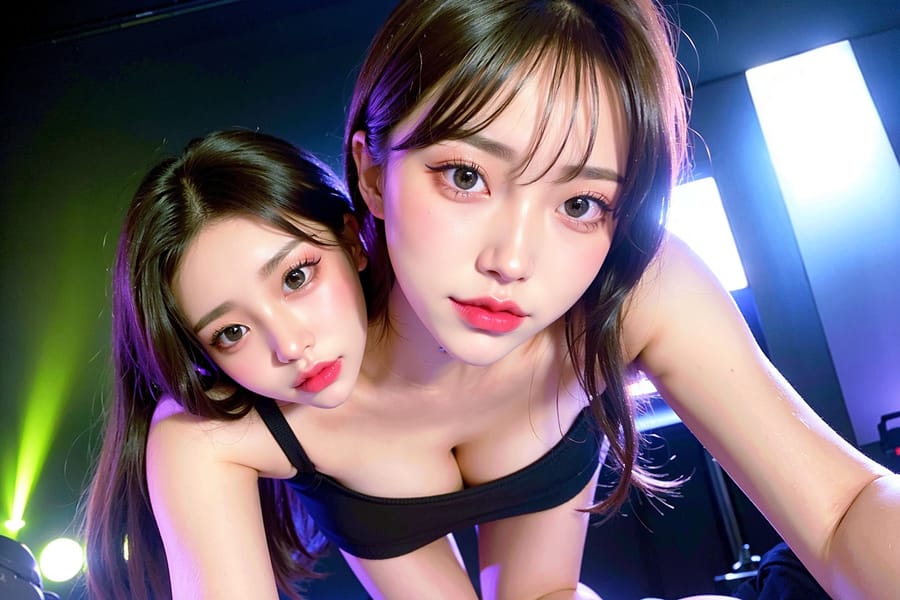Tags: 21872187
<lora:koreanDollLikeness:0.72>, <lora:taiwanDollLikeness_v20:0.31>, (ukrainian:0.97), (clubbing:1.06), party, club, (on all fours:1.17), spreading ass cheeks, (from behind:0.91), <lora:fixStandingDoggyStyle:0.22>, backboob, <lora:Addams:0.35>, extremely detailed eyes, extremely detailed face, cute, (photorealistic:1.11), sexy lips, seductive smile, double eyelids, eyelashes, pale skin, perky breasts, full body portrait, textured skin, tall, (thigh gap:0.97), blush, solo, (stunningly attractive:0.97), (dramatic:1.06)
Negative prompt: black and white, (worst quality:2.09)
Steps: 64, Sampler: DPM++ 2M Karras, CFG scale: 5.86, Seed: 3952538596, Size: 768x512, Model hash: fc2511737a, Model: chilloutmix_NiPrunedFp32Fix, Seed resize from: -1x-1, Denoising strength: 0.4, Version: v1.2.1, Hires upscale: 2.5, Hires steps: 16, Hires upscaler: ESRGAN_4x