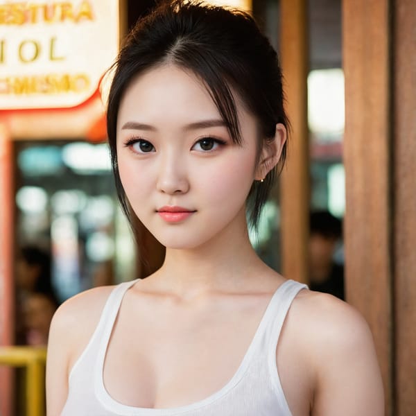 Tags: 21872187, SDXL
{"3": {"inputs": {"seed": 240869829601619, "steps": 64, "cfg": 6.1, "sampler_name": "dpmpp_2m", "scheduler": "karras", "denoise": 1.0, "model": ["27", 0], "positive": ["6", 0], "negative": ["7", 0], "latent_image": ["5", 0]}, "class_type": "KSampler"}, "4": {"inputs": {"ckpt_name": "juggernautXL_v8Rundiffusion.safetensors"}, "class_type": "CheckpointLoaderSimple"}, "5": {"inputs": {"width": 1024, "height": 1024, "batch_size": 1}, "class_type": "EmptyLatentImage"}, "6": {"inputs": {"text": "18 year old girl, (irish:1.10), (chinese:1.13), (eyelashes:0.97), (seductive facial expression:1.02), (idol:1.14), (pale skin:1.02), (blush:1.06), (seductive pose:0.95), (cute:1.03), (double eyelids:0.95), (detailed face:1.07), (beautiful eyes:1.14), (sexy lips:1.11), (slim:0.97), (in a seductive pose:1.11), (large perky breasts:1.09), (cleavage:1.02), (thigh gap:1.14), (white tanktop:1.12), busy street, (detailed skin:1.00), (textured skin:1.09), (natural looking skin:1.02), (film:1.05), (candid cinema:1.08), (portra:1.04), (skin fuzz:1.06), (soft lighting:1.05)", "clip": ["27", 1]}, "class_type": "CLIPTextEncode"}, "7": {"inputs": {"text": "(watermark:1.07), (worst quality:1.13), (open mouth:1.11), (bad hands:1.07), (twisted:1.11), (distorted:1.05), (low resolution:1.05)", "clip": ["27", 1]}, "class_type": "CLIPTextEncode"}, "8": {"inputs": {"samples": ["3", 0], "vae": ["4", 2]}, "class_type": "VAEDecode"}, "25": {"inputs": {"lora_name": "nudify_xl.safetensors", "strength_model": 0.16, "strength_clip": 0.07, "model": ["4", 0], "clip": ["4", 1]}, "class_type": "LoraLoader"}, "26": {"inputs": {"lora_name": "shirtlift_SDXL_v2.safetensors", "strength_model": 0.14, "strength_clip": 0.0, "model": ["25", 0], "clip": ["25", 1]}, "class_type": "LoraLoader"}, "27": {"inputs": {"lora_name": "PerfectEyesXL.safetensors", "strength_model": 0.13, "strength_clip": 0.06, "model": ["26", 0], "clip": ["26", 1]}, "class_type": "LoraLoader"}, "30": {"inputs": {"model_name": "4x_NMKD-Superscale-SP_178000_G.pth"}, "class_type": "UpscaleModelLoader"}, "31": {"inputs": {"upscale_model": ["30", 0], "image": ["8", 0]}, "class_type": "ImageUpscaleWithModel"}, "32": {"inputs": {"upscale_method": "lanczos", "scale_by": 0.5, "image": ["31", 0]}, "class_type": "ImageScaleBy"}, "33": {"inputs": {"pixels": ["32", 0], "vae": ["4", 2]}, "class_type": "VAEEncode"}, "34": {"inputs": {"seed": 240869829601619, "steps": 64, "cfg": 6.1, "sampler_name": "dpmpp_2m", "scheduler": "karras", "denoise": 0.3, "model": ["27", 0], "positive": ["6", 0], "negative": ["7", 0], "latent_image": ["33", 0]}, "class_type": "KSampler"}, "36": {"inputs": {"samples": ["34", 0], "vae": ["4", 2]}, "class_type": "VAEDecode"}, "39": {"inputs": {"filename_prefix": "comfyapi-1707362737865", "images": ["36", 0]}, "class_type": "SaveImage"}}