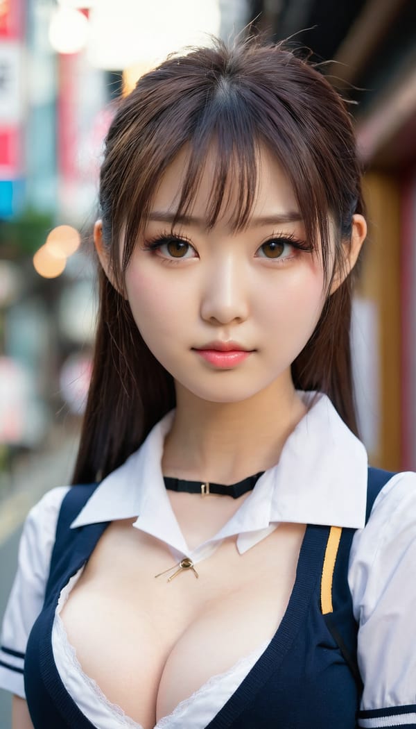 Tags: 21872187, SDXL
{"3": {"inputs": {"seed": 649651047804092, "steps": 64, "cfg": 6.97, "sampler_name": "dpmpp_2m", "scheduler": "karras", "denoise": 1.0, "model": ["27", 0], "positive": ["6", 0], "negative": ["7", 0], "latent_image": ["5", 0]}, "class_type": "KSampler"}, "4": {"inputs": {"ckpt_name": "juggernautxl.safetensors"}, "class_type": "CheckpointLoaderSimple"}, "5": {"inputs": {"width": 768, "height": 1344, "batch_size": 1}, "class_type": "EmptyLatentImage"}, "6": {"inputs": {"text": "24 year old girl, (japanese:1.12), (taiwanese:1.05), (eyelashes:1.02), (idol:1.02), (temptress:1.14), (sexy lips:0.98), (slim:1.09), (seductive facial expression:1.03), (double eyelids:1.02), (pale skin:1.14), (blush:1.06), (detailed face:1.00), (cute:1.10), (beautiful eyes:1.09), (in a seductive pose:0.95), (large perky breasts:1.11), (cleavage:1.13), (thigh gap:1.10), (school uniform:1.05), choker, busy street, (soft lighting:1.05), (RAW:1.09), (detailed skin:1.07), (portra:1.09), (natural looking skin:1.02), (film:1.00), (textured skin:1.04), (candid cinema:1.02), (skin fuzz:1.01)", "clip": ["27", 1]}, "class_type": "CLIPTextEncode"}, "7": {"inputs": {"text": "(bad hands:1.07), (open mouth:1.10), (worst quality:1.05), (low resolution:1.10), (twisted:1.06), (watermark:1.05), (distorted:1.14)", "clip": ["27", 1]}, "class_type": "CLIPTextEncode"}, "8": {"inputs": {"samples": ["3", 0], "vae": ["4", 2]}, "class_type": "VAEDecode"}, "25": {"inputs": {"lora_name": "nudify_xl.safetensors", "strength_model": 0.05, "strength_clip": 0.19, "model": ["4", 0], "clip": ["4", 1]}, "class_type": "LoraLoader"}, "26": {"inputs": {"lora_name": "shirtlift_SDXL_v2.safetensors", "strength_model": 0.17, "strength_clip": 0.16, "model": ["25", 0], "clip": ["25", 1]}, "class_type": "LoraLoader"}, "27": {"inputs": {"lora_name": "PerfectEyesXL.safetensors", "strength_model": 0.15, "strength_clip": 0.11, "model": ["26", 0], "clip": ["26", 1]}, "class_type": "LoraLoader"}, "30": {"inputs": {"model_name": "4x_NMKD-Superscale-SP_178000_G.pth"}, "class_type": "UpscaleModelLoader"}, "31": {"inputs": {"upscale_model": ["30", 0], "image": ["8", 0]}, "class_type": "ImageUpscaleWithModel"}, "32": {"inputs": {"upscale_method": "lanczos", "scale_by": 0.5, "image": ["31", 0]}, "class_type": "ImageScaleBy"}, "33": {"inputs": {"pixels": ["32", 0], "vae": ["4", 2]}, "class_type": "VAEEncode"}, "34": {"inputs": {"seed": 649651047804092, "steps": 64, "cfg": 6.97, "sampler_name": "dpmpp_2m", "scheduler": "karras", "denoise": 0.3, "model": ["27", 0], "positive": ["6", 0], "negative": ["7", 0], "latent_image": ["33", 0]}, "class_type": "KSampler"}, "36": {"inputs": {"samples": ["34", 0], "vae": ["4", 2]}, "class_type": "VAEDecode"}, "39": {"inputs": {"filename_prefix": "comfyapi-1734106779157", "images": ["36", 0]}, "class_type": "SaveImage"}}