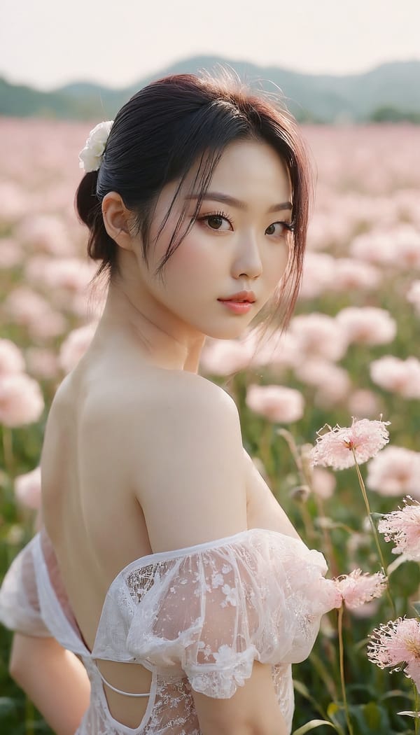 Tags: 21872187, SDXL
{"3": {"inputs": {"seed": 161166685155410, "steps": 64, "cfg": 6.81, "sampler_name": "dpmpp_2m", "scheduler": "karras", "denoise": 1.0, "model": ["27", 0], "positive": ["6", 0], "negative": ["7", 0], "latent_image": ["5", 0]}, "class_type": "KSampler"}, "4": {"inputs": {"ckpt_name": "juggernautxl.safetensors"}, "class_type": "CheckpointLoaderSimple"}, "5": {"inputs": {"width": 768, "height": 1344, "batch_size": 1}, "class_type": "EmptyLatentImage"}, "6": {"inputs": {"text": "26 year old girl, (korean:1.11), (russian:0.98), (eyelashes:1.04), (pale skin:0.96), (cute:0.98), (seductive pose:1.00), (detailed face:1.08), (double eyelids:1.10), (sexy lips:1.12), (blush:1.11), (idol:0.97), (temptress:1.10), (seductive facial expression:1.05), (beautiful eyes:0.99), (slim:1.09), (perky ass:1.12), (exposed ass:0.95), (looking back:0.97), (sexy ass:1.07), (thigh gap:1.00), wearing (translucent clothes:1.01) on a flower field, (candid cinema:1.05), (portra:1.02), (skin fuzz:1.04), (textured skin:1.04), (RAW:1.06), (soft lighting:1.09), (film:1.00), (detailed skin:1.00), (natural looking skin:1.03)", "clip": ["27", 1]}, "class_type": "CLIPTextEncode"}, "7": {"inputs": {"text": "(worst quality:1.05), (distorted:1.11), (twisted:1.07), (low resolution:1.09), (open mouth:1.11), (bad hands:1.14), (watermark:1.10)", "clip": ["27", 1]}, "class_type": "CLIPTextEncode"}, "8": {"inputs": {"samples": ["3", 0], "vae": ["4", 2]}, "class_type": "VAEDecode"}, "25": {"inputs": {"lora_name": "nudify_xl.safetensors", "strength_model": 0.25, "strength_clip": 0.23, "model": ["4", 0], "clip": ["4", 1]}, "class_type": "LoraLoader"}, "26": {"inputs": {"lora_name": "shirtlift_SDXL_v2.safetensors", "strength_model": 0.0, "strength_clip": 0.16, "model": ["25", 0], "clip": ["25", 1]}, "class_type": "LoraLoader"}, "27": {"inputs": {"lora_name": "PerfectEyesXL.safetensors", "strength_model": 0.16, "strength_clip": 0.15, "model": ["26", 0], "clip": ["26", 1]}, "class_type": "LoraLoader"}, "30": {"inputs": {"model_name": "4x_NMKD-Superscale-SP_178000_G.pth"}, "class_type": "UpscaleModelLoader"}, "31": {"inputs": {"upscale_model": ["30", 0], "image": ["8", 0]}, "class_type": "ImageUpscaleWithModel"}, "32": {"inputs": {"upscale_method": "lanczos", "scale_by": 0.5, "image": ["31", 0]}, "class_type": "ImageScaleBy"}, "33": {"inputs": {"pixels": ["32", 0], "vae": ["4", 2]}, "class_type": "VAEEncode"}, "34": {"inputs": {"seed": 161166685155410, "steps": 64, "cfg": 6.81, "sampler_name": "dpmpp_2m", "scheduler": "karras", "denoise": 0.3, "model": ["27", 0], "positive": ["6", 0], "negative": ["7", 0], "latent_image": ["33", 0]}, "class_type": "KSampler"}, "36": {"inputs": {"samples": ["34", 0], "vae": ["4", 2]}, "class_type": "VAEDecode"}, "39": {"inputs": {"filename_prefix": "comfyapi-1724263260847", "images": ["36", 0]}, "class_type": "SaveImage"}}