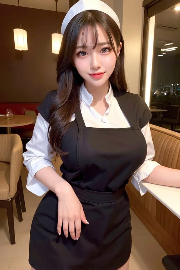 Tags: 21872187
<lora:koreanDollLikeness:0.63>, <lora:YaeMiko_Test:0.34>, (waitress wearing uniform:1.06), restaurant, (seductive pose:0.95), extremely detailed eyes, extremely detailed face, cute, (photorealistic:1.17), seductive smile, double eyelids, eyelashes, perky breasts, full body portrait, textured skin, 4K, RAW, best quality, sharp, delicate and beautiful girl, 1girl
Negative prompt: sketches, paintings, disfigured, (worst quality:2.07)
Steps: 32, Sampler: DPM++ 2M Karras, CFG scale: 5.39, Seed: 2102727876, Size: 512x768, Model hash: fc2511737a, Model: chilloutmix_NiPrunedFp32Fix, Seed resize from: -1x-1, Denoising strength: 0.4, Version: v1.2.1, Hires upscale: 2.0, Hires steps: 48, Hires upscaler: ESRGAN_4x