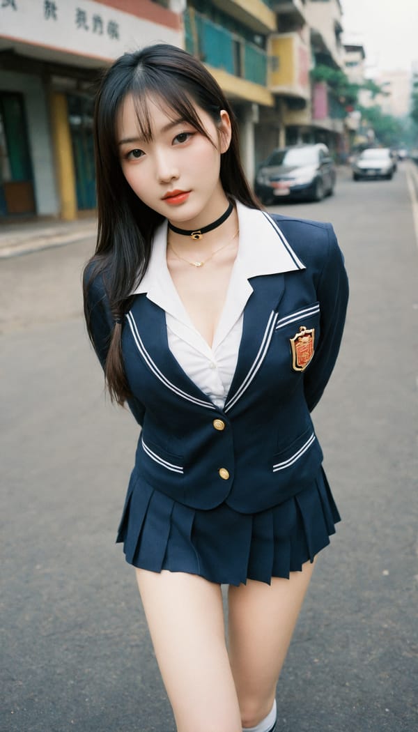 Tags: 21872187, SDXL
{"3": {"inputs": {"seed": 291008783497360, "steps": 64, "cfg": 5.29, "sampler_name": "dpmpp_2m", "scheduler": "karras", "denoise": 1.0, "model": ["27", 0], "positive": ["6", 0], "negative": ["7", 0], "latent_image": ["5", 0]}, "class_type": "KSampler"}, "4": {"inputs": {"ckpt_name": "helloworldxl.safetensors"}, "class_type": "CheckpointLoaderSimple"}, "5": {"inputs": {"width": 768, "height": 1344, "batch_size": 1}, "class_type": "EmptyLatentImage"}, "6": {"inputs": {"text": "27 year old girl, (chinese:0.97), (pale skin:1.10), (seductive pose:0.97), (detailed face:1.04), (idol:1.03), (double eyelids:1.14), (sexy lips:1.11), (blush:1.09), (seductive facial expression:1.04), (beautiful eyes:0.97), (slim:1.04), (in a seductive pose:0.98), (large perky breasts:1.02), (cleavage:1.00), (thigh gap:1.06), (school uniform:1.08), choker, busy street, (RAW:1.09), (natural looking skin:1.07), (candid cinema:1.07), (detailed skin:1.05), (textured skin:1.05), (portra:1.06), (skin fuzz:1.07), (film:1.01), (soft lighting:1.03)", "clip": ["27", 1]}, "class_type": "CLIPTextEncode"}, "7": {"inputs": {"text": "(distorted:1.14), (twisted:1.14), (open mouth:1.11), (watermark:1.11), (worst quality:1.13), (low resolution:1.12), (bad hands:1.06)", "clip": ["27", 1]}, "class_type": "CLIPTextEncode"}, "8": {"inputs": {"samples": ["3", 0], "vae": ["4", 2]}, "class_type": "VAEDecode"}, "25": {"inputs": {"lora_name": "nudify_xl.safetensors", "strength_model": 0.1, "strength_clip": 0.37, "model": ["4", 0], "clip": ["4", 1]}, "class_type": "LoraLoader"}, "26": {"inputs": {"lora_name": "shirtlift_SDXL_v2.safetensors", "strength_model": 0.1, "strength_clip": 0.11, "model": ["25", 0], "clip": ["25", 1]}, "class_type": "LoraLoader"}, "27": {"inputs": {"lora_name": "PerfectEyesXL.safetensors", "strength_model": 0.09, "strength_clip": 0.02, "model": ["26", 0], "clip": ["26", 1]}, "class_type": "LoraLoader"}, "30": {"inputs": {"model_name": "4x_NMKD-Superscale-SP_178000_G.pth"}, "class_type": "UpscaleModelLoader"}, "31": {"inputs": {"upscale_model": ["30", 0], "image": ["8", 0]}, "class_type": "ImageUpscaleWithModel"}, "32": {"inputs": {"upscale_method": "lanczos", "scale_by": 0.5, "image": ["31", 0]}, "class_type": "ImageScaleBy"}, "33": {"inputs": {"pixels": ["32", 0], "vae": ["4", 2]}, "class_type": "VAEEncode"}, "34": {"inputs": {"seed": 291008783497360, "steps": 64, "cfg": 5.29, "sampler_name": "dpmpp_2m", "scheduler": "karras", "denoise": 0.3, "model": ["27", 0], "positive": ["6", 0], "negative": ["7", 0], "latent_image": ["33", 0]}, "class_type": "KSampler"}, "36": {"inputs": {"samples": ["34", 0], "vae": ["4", 2]}, "class_type": "VAEDecode"}, "39": {"inputs": {"filename_prefix": "comfyapi-1713850614420", "images": ["36", 0]}, "class_type": "SaveImage"}}