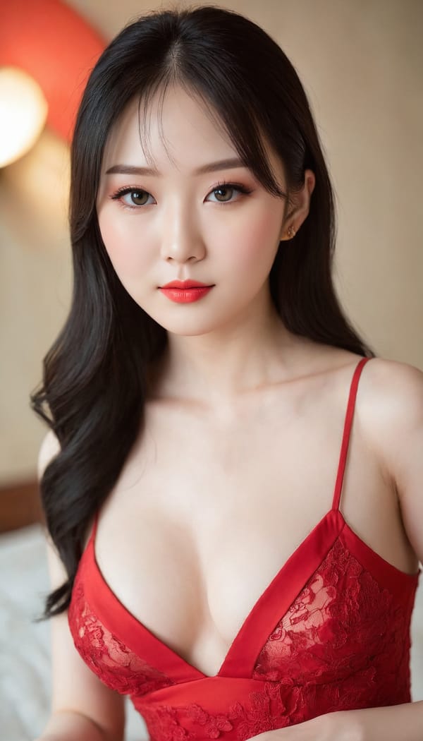 Tags: 21872187, SDXL
{"3": {"inputs": {"seed": 889894817724468, "steps": 32, "cfg": 5.38, "sampler_name": "dpmpp_2m", "scheduler": "karras", "denoise": 1.0, "model": ["27", 0], "positive": ["6", 0], "negative": ["7", 0], "latent_image": ["5", 0]}, "class_type": "KSampler"}, "4": {"inputs": {"ckpt_name": "juggernautXL_v8Rundiffusion.safetensors"}, "class_type": "CheckpointLoaderSimple"}, "5": {"inputs": {"width": 768, "height": 1344, "batch_size": 1}, "class_type": "EmptyLatentImage"}, "6": {"inputs": {"text": "27 year old girl, (japanese:1.04), (chinese:1.02), (russian:0.95), (ukrainian:0.99), (pale skin:1.02), (temptress:0.96), (idol:1.08), (sexy lips:1.07), (slim:1.14), (beautiful eyes:1.11), (detailed face:1.07), (cute:0.99), (blush:1.01), (seductive facial expression:1.05), (double eyelids:1.10), (seductive pose:1.13), (eyelashes:1.06), (in a seductive pose:1.05), (large perky breasts:0.99), (cleavage:1.14), (thigh gap:0.99), (wearing a low-cut red dress:1.00) at a ballroom, (natural looking skin:1.02), (RAW:1.03), (detailed skin:1.03), (textured skin:1.04), (portra:1.01), (soft lighting:1.00), (skin fuzz:1.09), (candid cinema:1.04), (film:1.09)", "clip": ["27", 1]}, "class_type": "CLIPTextEncode"}, "7": {"inputs": {"text": "(watermark:1.10), (bad hands:1.12), (worst quality:1.14), (twisted:1.09), (distorted:1.08), (low resolution:1.10), (open mouth:1.07)", "clip": ["27", 1]}, "class_type": "CLIPTextEncode"}, "8": {"inputs": {"samples": ["3", 0], "vae": ["4", 2]}, "class_type": "VAEDecode"}, "25": {"inputs": {"lora_name": "nudify_xl.safetensors", "strength_model": 0.13, "strength_clip": 0.23, "model": ["4", 0], "clip": ["4", 1]}, "class_type": "LoraLoader"}, "26": {"inputs": {"lora_name": "shirtlift_SDXL_v2.safetensors", "strength_model": 0.0, "strength_clip": 0.13, "model": ["25", 0], "clip": ["25", 1]}, "class_type": "LoraLoader"}, "27": {"inputs": {"lora_name": "PerfectEyesXL.safetensors", "strength_model": 0.08, "strength_clip": 0.05, "model": ["26", 0], "clip": ["26", 1]}, "class_type": "LoraLoader"}, "30": {"inputs": {"model_name": "4x_NMKD-Superscale-SP_178000_G.pth"}, "class_type": "UpscaleModelLoader"}, "31": {"inputs": {"upscale_model": ["30", 0], "image": ["8", 0]}, "class_type": "ImageUpscaleWithModel"}, "32": {"inputs": {"upscale_method": "lanczos", "scale_by": 0.5, "image": ["31", 0]}, "class_type": "ImageScaleBy"}, "33": {"inputs": {"pixels": ["32", 0], "vae": ["4", 2]}, "class_type": "VAEEncode"}, "34": {"inputs": {"seed": 889894817724468, "steps": 32, "cfg": 5.38, "sampler_name": "dpmpp_2m", "scheduler": "karras", "denoise": 0.3, "model": ["27", 0], "positive": ["6", 0], "negative": ["7", 0], "latent_image": ["33", 0]}, "class_type": "KSampler"}, "36": {"inputs": {"samples": ["34", 0], "vae": ["4", 2]}, "class_type": "VAEDecode"}, "39": {"inputs": {"filename_prefix": "comfyapi-1707495129392", "images": ["36", 0]}, "class_type": "SaveImage"}}