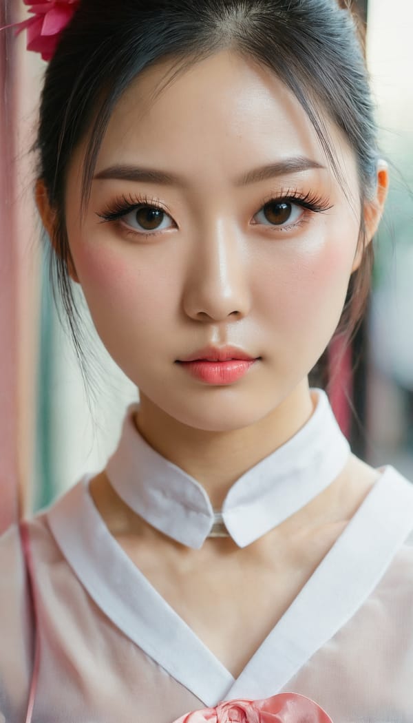 Tags: 21872187, SDXL
{"3": {"inputs": {"seed": 597145635317725, "steps": 32, "cfg": 6.91, "sampler_name": "dpmpp_2m", "scheduler": "karras", "denoise": 1.0, "model": ["27", 0], "positive": ["6", 0], "negative": ["7", 0], "latent_image": ["5", 0]}, "class_type": "KSampler"}, "4": {"inputs": {"ckpt_name": "juggernautxl.safetensors"}, "class_type": "CheckpointLoaderSimple"}, "5": {"inputs": {"width": 768, "height": 1344, "batch_size": 1}, "class_type": "EmptyLatentImage"}, "6": {"inputs": {"text": "28 year old girl, (chinese:0.97), (eyelashes:1.12), (seductive facial expression:1.11), (slim:1.06), (temptress:1.12), (detailed face:0.99), (sexy lips:1.04), (beautiful eyes:1.10), (pale skin:1.09), (double eyelids:1.04), (cute:0.98), (seductive pose:1.13), (blush:1.11), (in a seductive pose:1.11), (large perky breasts:1.00), (cleavage:0.99), (thigh gap:1.05), (school uniform:0.96), choker, busy street, (detailed skin:1.01), (skin fuzz:1.07), (candid cinema:1.00), (film:1.02), (textured skin:1.00), (natural looking skin:1.09), (soft lighting:1.06), (portra:1.04), (RAW:1.08)", "clip": ["27", 1]}, "class_type": "CLIPTextEncode"}, "7": {"inputs": {"text": "(twisted:1.13), (low resolution:1.05), (watermark:1.11), (open mouth:1.05), (bad hands:1.08), (worst quality:1.13), (distorted:1.12)", "clip": ["27", 1]}, "class_type": "CLIPTextEncode"}, "8": {"inputs": {"samples": ["3", 0], "vae": ["4", 2]}, "class_type": "VAEDecode"}, "25": {"inputs": {"lora_name": "nudify_xl.safetensors", "strength_model": 0.11, "strength_clip": 0.12, "model": ["4", 0], "clip": ["4", 1]}, "class_type": "LoraLoader"}, "26": {"inputs": {"lora_name": "shirtlift_SDXL_v2.safetensors", "strength_model": 0.05, "strength_clip": 0.0, "model": ["25", 0], "clip": ["25", 1]}, "class_type": "LoraLoader"}, "27": {"inputs": {"lora_name": "PerfectEyesXL.safetensors", "strength_model": 0.16, "strength_clip": 0.01, "model": ["26", 0], "clip": ["26", 1]}, "class_type": "LoraLoader"}, "30": {"inputs": {"model_name": "4x_NMKD-Superscale-SP_178000_G.pth"}, "class_type": "UpscaleModelLoader"}, "31": {"inputs": {"upscale_model": ["30", 0], "image": ["8", 0]}, "class_type": "ImageUpscaleWithModel"}, "32": {"inputs": {"upscale_method": "lanczos", "scale_by": 0.5, "image": ["31", 0]}, "class_type": "ImageScaleBy"}, "33": {"inputs": {"pixels": ["32", 0], "vae": ["4", 2]}, "class_type": "VAEEncode"}, "34": {"inputs": {"seed": 597145635317725, "steps": 32, "cfg": 6.91, "sampler_name": "dpmpp_2m", "scheduler": "karras", "denoise": 0.3, "model": ["27", 0], "positive": ["6", 0], "negative": ["7", 0], "latent_image": ["33", 0]}, "class_type": "KSampler"}, "36": {"inputs": {"samples": ["34", 0], "vae": ["4", 2]}, "class_type": "VAEDecode"}, "39": {"inputs": {"filename_prefix": "comfyapi-1723969254664", "images": ["36", 0]}, "class_type": "SaveImage"}}