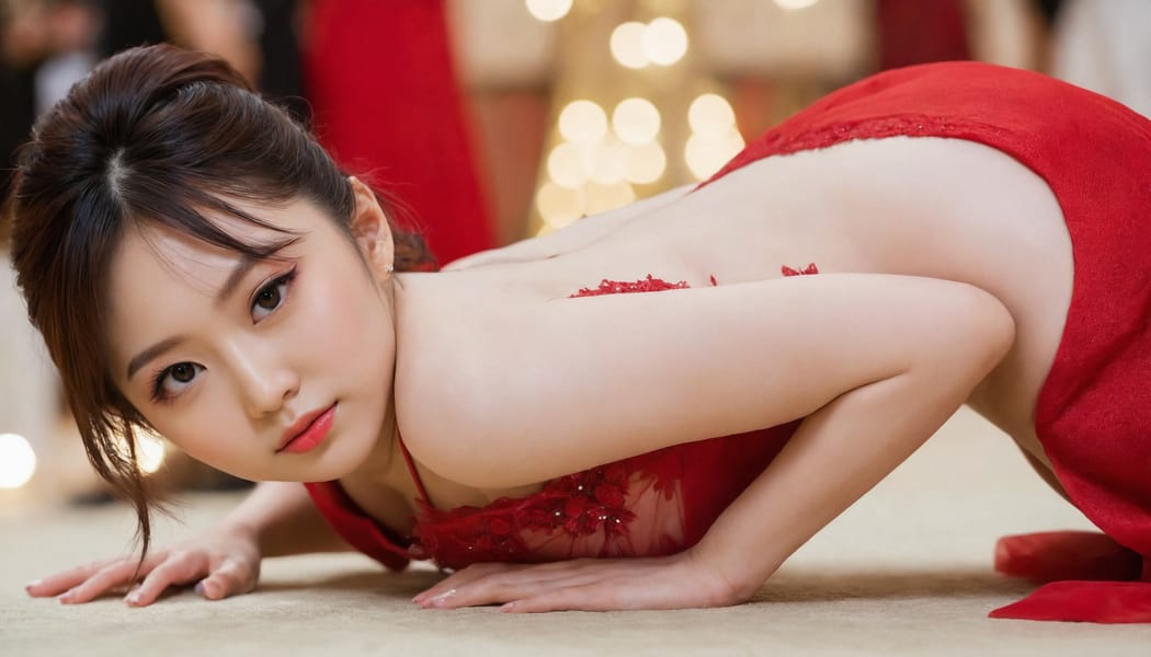 Tags: 21872187, SDXL
{"3": {"inputs": {"seed": 872063206274551, "steps": 32, "cfg": 5.3, "sampler_name": "dpmpp_2m", "scheduler": "karras", "denoise": 1.0, "model": ["27", 0], "positive": ["6", 0], "negative": ["7", 0], "latent_image": ["5", 0]}, "class_type": "KSampler"}, "4": {"inputs": {"ckpt_name": "juggernautXL_v8Rundiffusion.safetensors"}, "class_type": "CheckpointLoaderSimple"}, "5": {"inputs": {"width": 1344, "height": 768, "batch_size": 1}, "class_type": "EmptyLatentImage"}, "6": {"inputs": {"text": "25 year old girl, (japanese:1.01), (double eyelids:0.96), (seductive pose:1.10), (cute:0.99), (eyelashes:0.97), (idol:0.97), (seductive facial expression:0.99), (detailed face:1.12), (pale skin:1.11), (temptress:1.03), (beautiful eyes:1.00), (sexy lips:1.07), (blush:0.95), (slim:1.11), (on all fours:0.97), (spreading ass cheeks:1.08), (from behind:0.96), (backboob:1.14), (wearing a low-cut red dress:1.13) at a ballroom, (film:1.03), (skin fuzz:1.03), (detailed skin:1.04), (natural looking skin:1.00), (portra:1.05), (RAW:1.09), (textured skin:1.02), (soft lighting:1.07), (candid cinema:1.06)", "clip": ["27", 1]}, "class_type": "CLIPTextEncode"}, "7": {"inputs": {"text": "(low resolution:1.10), (open mouth:1.10), (worst quality:1.05), (distorted:1.07), (bad hands:1.11), (twisted:1.13), (watermark:1.06)", "clip": ["27", 1]}, "class_type": "CLIPTextEncode"}, "8": {"inputs": {"samples": ["3", 0], "vae": ["4", 2]}, "class_type": "VAEDecode"}, "25": {"inputs": {"lora_name": "nudify_xl.safetensors", "strength_model": 0.04, "strength_clip": 0.35, "model": ["4", 0], "clip": ["4", 1]}, "class_type": "LoraLoader"}, "26": {"inputs": {"lora_name": "shirtlift_SDXL_v2.safetensors", "strength_model": 0.05, "strength_clip": 0.12, "model": ["25", 0], "clip": ["25", 1]}, "class_type": "LoraLoader"}, "27": {"inputs": {"lora_name": "PerfectEyesXL.safetensors", "strength_model": 0.0, "strength_clip": 0.1, "model": ["26", 0], "clip": ["26", 1]}, "class_type": "LoraLoader"}, "30": {"inputs": {"model_name": "4x_NMKD-Superscale-SP_178000_G.pth"}, "class_type": "UpscaleModelLoader"}, "31": {"inputs": {"upscale_model": ["30", 0], "image": ["8", 0]}, "class_type": "ImageUpscaleWithModel"}, "32": {"inputs": {"upscale_method": "lanczos", "scale_by": 0.5, "image": ["31", 0]}, "class_type": "ImageScaleBy"}, "33": {"inputs": {"pixels": ["32", 0], "vae": ["4", 2]}, "class_type": "VAEEncode"}, "34": {"inputs": {"seed": 872063206274551, "steps": 32, "cfg": 5.3, "sampler_name": "dpmpp_2m", "scheduler": "karras", "denoise": 0.3, "model": ["27", 0], "positive": ["6", 0], "negative": ["7", 0], "latent_image": ["33", 0]}, "class_type": "KSampler"}, "36": {"inputs": {"samples": ["34", 0], "vae": ["4", 2]}, "class_type": "VAEDecode"}, "39": {"inputs": {"filename_prefix": "comfyapi-1708272747568", "images": ["36", 0]}, "class_type": "SaveImage"}}