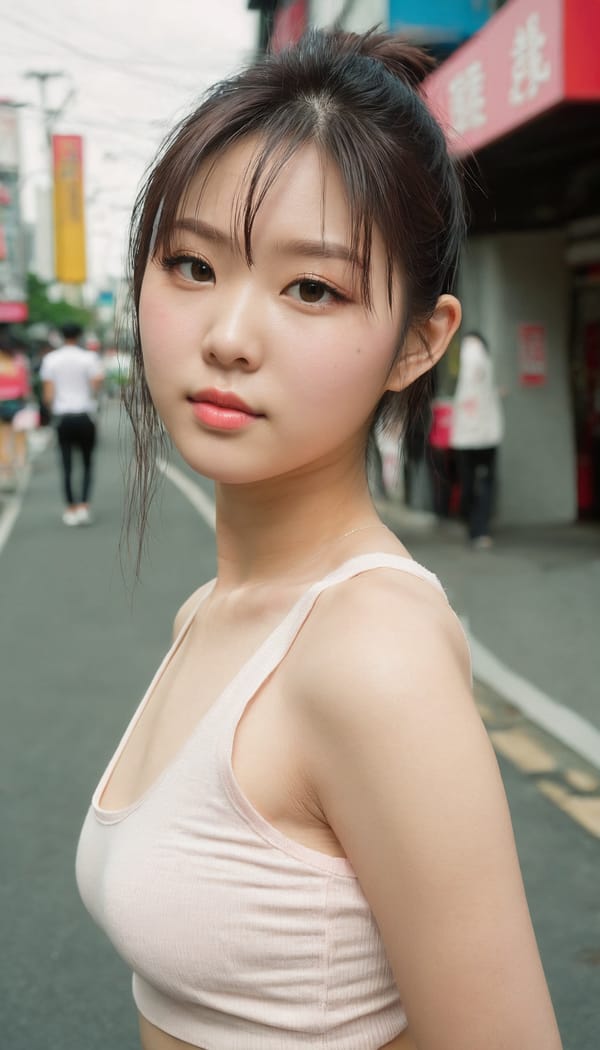 Tags: 21872187, SDXL
{"3": {"inputs": {"seed": 645665419177430, "steps": 32, "cfg": 6.01, "sampler_name": "dpmpp_2m", "scheduler": "karras", "denoise": 1.0, "model": ["27", 0], "positive": ["6", 0], "negative": ["7", 0], "latent_image": ["5", 0]}, "class_type": "KSampler"}, "4": {"inputs": {"ckpt_name": "juggernautxl.safetensors"}, "class_type": "CheckpointLoaderSimple"}, "5": {"inputs": {"width": 768, "height": 1344, "batch_size": 1}, "class_type": "EmptyLatentImage"}, "6": {"inputs": {"text": "19 year old girl, (irish:1.09), (japanese:1.08), (chinese:1.08), (cute:0.99), (slim:1.02), (idol:1.08), (temptress:1.11), (sexy lips:1.00), (eyelashes:0.95), (detailed face:1.03), (blush:1.11), (beautiful eyes:1.10), (pale skin:1.14), (double eyelids:1.05), (seductive pose:1.06), (seductive facial expression:0.98), (perky ass:1.08), (exposed ass:0.98), (looking back:1.06), (sexy ass:1.05), (thigh gap:1.12), (white tanktop:1.10), busy street, (film:1.04), (candid cinema:1.04), (portra:1.04), (skin fuzz:1.01), (textured skin:1.06), (detailed skin:1.04), (natural looking skin:1.01), (soft lighting:1.00), (RAW:1.09)", "clip": ["27", 1]}, "class_type": "CLIPTextEncode"}, "7": {"inputs": {"text": "(bad hands:1.10), (low resolution:1.11), (watermark:1.09), (open mouth:1.06), (twisted:1.11), (distorted:1.09)", "clip": ["27", 1]}, "class_type": "CLIPTextEncode"}, "8": {"inputs": {"samples": ["3", 0], "vae": ["4", 2]}, "class_type": "VAEDecode"}, "25": {"inputs": {"lora_name": "nudify_xl.safetensors", "strength_model": 0.19, "strength_clip": 0.08, "model": ["4", 0], "clip": ["4", 1]}, "class_type": "LoraLoader"}, "26": {"inputs": {"lora_name": "shirtlift_SDXL_v2.safetensors", "strength_model": 0.19, "strength_clip": 0.0, "model": ["25", 0], "clip": ["25", 1]}, "class_type": "LoraLoader"}, "27": {"inputs": {"lora_name": "PerfectEyesXL.safetensors", "strength_model": 0.04, "strength_clip": 0.16, "model": ["26", 0], "clip": ["26", 1]}, "class_type": "LoraLoader"}, "30": {"inputs": {"model_name": "4x_NMKD-Superscale-SP_178000_G.pth"}, "class_type": "UpscaleModelLoader"}, "31": {"inputs": {"upscale_model": ["30", 0], "image": ["8", 0]}, "class_type": "ImageUpscaleWithModel"}, "32": {"inputs": {"upscale_method": "lanczos", "scale_by": 0.5, "image": ["31", 0]}, "class_type": "ImageScaleBy"}, "33": {"inputs": {"pixels": ["32", 0], "vae": ["4", 2]}, "class_type": "VAEEncode"}, "34": {"inputs": {"seed": 645665419177430, "steps": 32, "cfg": 6.01, "sampler_name": "dpmpp_2m", "scheduler": "karras", "denoise": 0.3, "model": ["27", 0], "positive": ["6", 0], "negative": ["7", 0], "latent_image": ["33", 0]}, "class_type": "KSampler"}, "36": {"inputs": {"samples": ["34", 0], "vae": ["4", 2]}, "class_type": "VAEDecode"}, "39": {"inputs": {"filename_prefix": "comfyapi-1728029314039", "images": ["36", 0]}, "class_type": "SaveImage"}}