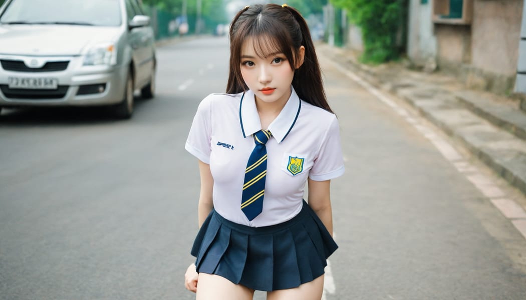 Tags: 21872187, SDXL
{"3": {"inputs": {"seed": 479420981703318, "steps": 64, "cfg": 5.48, "sampler_name": "dpmpp_2m", "scheduler": "karras", "denoise": 1.0, "model": ["27", 0], "positive": ["6", 0], "negative": ["7", 0], "latent_image": ["5", 0]}, "class_type": "KSampler"}, "4": {"inputs": {"ckpt_name": "helloworldxl.safetensors"}, "class_type": "CheckpointLoaderSimple"}, "5": {"inputs": {"width": 1344, "height": 768, "batch_size": 1}, "class_type": "EmptyLatentImage"}, "6": {"inputs": {"text": "27 year old girl, (korean:1.03), (ukrainian:1.13), (pale skin:0.97), (sexy lips:1.04), (double eyelids:1.06), (temptress:0.97), (eyelashes:1.04), (beautiful eyes:1.11), (cute:0.98), (seductive facial expression:1.10), (blush:1.12), (detailed face:1.14), (idol:1.08), (slim:1.12), (seductive pose:1.04), (perky ass:1.09), (exposed ass:1.13), (looking back:1.14), (sexy ass:0.95), (thigh gap:1.01), (school uniform:1.06), choker, busy street, (soft lighting:1.01), (RAW:1.08), (candid cinema:1.04), (skin fuzz:1.08), (textured skin:1.08), (portra:1.09), (detailed skin:1.03), (natural looking skin:1.04), (film:1.00)", "clip": ["27", 1]}, "class_type": "CLIPTextEncode"}, "7": {"inputs": {"text": "(distorted:1.12), (twisted:1.10), (open mouth:1.09), (watermark:1.12), (bad hands:1.07), (worst quality:1.14), (low resolution:1.13)", "clip": ["27", 1]}, "class_type": "CLIPTextEncode"}, "8": {"inputs": {"samples": ["3", 0], "vae": ["4", 2]}, "class_type": "VAEDecode"}, "25": {"inputs": {"lora_name": "nudify_xl.safetensors", "strength_model": 0.17, "strength_clip": 0.14, "model": ["4", 0], "clip": ["4", 1]}, "class_type": "LoraLoader"}, "26": {"inputs": {"lora_name": "shirtlift_SDXL_v2.safetensors", "strength_model": 0.0, "strength_clip": 0.12, "model": ["25", 0], "clip": ["25", 1]}, "class_type": "LoraLoader"}, "27": {"inputs": {"lora_name": "PerfectEyesXL.safetensors", "strength_model": 0.17, "strength_clip": 0.13, "model": ["26", 0], "clip": ["26", 1]}, "class_type": "LoraLoader"}, "30": {"inputs": {"model_name": "4x_NMKD-Superscale-SP_178000_G.pth"}, "class_type": "UpscaleModelLoader"}, "31": {"inputs": {"upscale_model": ["30", 0], "image": ["8", 0]}, "class_type": "ImageUpscaleWithModel"}, "32": {"inputs": {"upscale_method": "lanczos", "scale_by": 0.5, "image": ["31", 0]}, "class_type": "ImageScaleBy"}, "33": {"inputs": {"pixels": ["32", 0], "vae": ["4", 2]}, "class_type": "VAEEncode"}, "34": {"inputs": {"seed": 479420981703318, "steps": 64, "cfg": 5.48, "sampler_name": "dpmpp_2m", "scheduler": "karras", "denoise": 0.3, "model": ["27", 0], "positive": ["6", 0], "negative": ["7", 0], "latent_image": ["33", 0]}, "class_type": "KSampler"}, "36": {"inputs": {"samples": ["34", 0], "vae": ["4", 2]}, "class_type": "VAEDecode"}, "39": {"inputs": {"filename_prefix": "comfyapi-1716227036648", "images": ["36", 0]}, "class_type": "SaveImage"}}