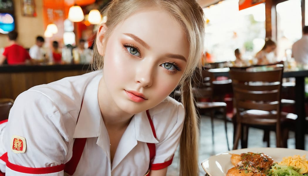 Tags: 21872187, SDXL
{"3": {"inputs": {"seed": 373068530048301, "steps": 64, "cfg": 6.34, "sampler_name": "dpmpp_2m", "scheduler": "karras", "denoise": 1.0, "model": ["27", 0], "positive": ["6", 0], "negative": ["7", 0], "latent_image": ["5", 0]}, "class_type": "KSampler"}, "4": {"inputs": {"ckpt_name": "juggernautxl.safetensors"}, "class_type": "CheckpointLoaderSimple"}, "5": {"inputs": {"width": 1344, "height": 768, "batch_size": 1}, "class_type": "EmptyLatentImage"}, "6": {"inputs": {"text": "19 year old girl, (russian:1.14), (irish:1.14), (cute:1.08), (beautiful eyes:1.10), (temptress:1.08), (detailed face:1.01), (slim:1.02), (blush:1.07), (double eyelids:1.02), (sexy lips:1.03), (eyelashes:1.01), (pale skin:1.04), (seductive pose:1.02), (seductive facial expression:1.05), (idol:0.95), (on all fours:1.04), (spreading ass cheeks:1.02), (from behind:1.09), (backboob:1.06), (a waitress in uniform:1.08) working at a restaurant, (detailed skin:1.09), (skin fuzz:1.09), (natural looking skin:1.03), (portra:1.08), (RAW:1.02), (soft lighting:1.01), (candid cinema:1.02), (textured skin:1.03), (film:1.04)", "clip": ["27", 1]}, "class_type": "CLIPTextEncode"}, "7": {"inputs": {"text": "(watermark:1.10), (worst quality:1.06), (low resolution:1.05), (bad hands:1.11), (distorted:1.10), (open mouth:1.13), (twisted:1.05)", "clip": ["27", 1]}, "class_type": "CLIPTextEncode"}, "8": {"inputs": {"samples": ["3", 0], "vae": ["4", 2]}, "class_type": "VAEDecode"}, "25": {"inputs": {"lora_name": "nudify_xl.safetensors", "strength_model": 0.13, "strength_clip": 0.27, "model": ["4", 0], "clip": ["4", 1]}, "class_type": "LoraLoader"}, "26": {"inputs": {"lora_name": "shirtlift_SDXL_v2.safetensors", "strength_model": 0.17, "strength_clip": 0.19, "model": ["25", 0], "clip": ["25", 1]}, "class_type": "LoraLoader"}, "27": {"inputs": {"lora_name": "PerfectEyesXL.safetensors", "strength_model": 0.04, "strength_clip": 0.12, "model": ["26", 0], "clip": ["26", 1]}, "class_type": "LoraLoader"}, "30": {"inputs": {"model_name": "4x_NMKD-Superscale-SP_178000_G.pth"}, "class_type": "UpscaleModelLoader"}, "31": {"inputs": {"upscale_model": ["30", 0], "image": ["8", 0]}, "class_type": "ImageUpscaleWithModel"}, "32": {"inputs": {"upscale_method": "lanczos", "scale_by": 0.5, "image": ["31", 0]}, "class_type": "ImageScaleBy"}, "33": {"inputs": {"pixels": ["32", 0], "vae": ["4", 2]}, "class_type": "VAEEncode"}, "34": {"inputs": {"seed": 373068530048301, "steps": 64, "cfg": 6.34, "sampler_name": "dpmpp_2m", "scheduler": "karras", "denoise": 0.3, "model": ["27", 0], "positive": ["6", 0], "negative": ["7", 0], "latent_image": ["33", 0]}, "class_type": "KSampler"}, "36": {"inputs": {"samples": ["34", 0], "vae": ["4", 2]}, "class_type": "VAEDecode"}, "39": {"inputs": {"filename_prefix": "comfyapi-1714244597544", "images": ["36", 0]}, "class_type": "SaveImage"}}