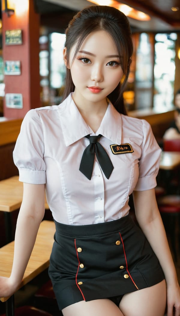 Tags: 21872187, SDXL
{"3": {"inputs": {"seed": 860506811887172, "steps": 32, "cfg": 7.13, "sampler_name": "dpmpp_2m", "scheduler": "karras", "denoise": 1.0, "model": ["27", 0], "positive": ["6", 0], "negative": ["7", 0], "latent_image": ["5", 0]}, "class_type": "KSampler"}, "4": {"inputs": {"ckpt_name": "juggernautxl.safetensors"}, "class_type": "CheckpointLoaderSimple"}, "5": {"inputs": {"width": 768, "height": 1344, "batch_size": 1}, "class_type": "EmptyLatentImage"}, "6": {"inputs": {"text": "21 year old girl, (ukrainian:1.05), (japanese:1.02), (pale skin:0.99), (seductive pose:0.96), (seductive facial expression:0.95), (slim:1.08), (cute:0.97), (beautiful eyes:0.95), (eyelashes:0.96), (sexy lips:1.01), (temptress:1.02), (double eyelids:1.13), (idol:0.98), (detailed face:1.10), (perky ass:1.02), (exposed ass:1.04), (looking back:0.96), (sexy ass:1.02), (thigh gap:1.00), (a waitress in uniform:1.04) working at a restaurant, (textured skin:1.00), (portra:1.02), (natural looking skin:1.02), (RAW:1.02), (candid cinema:1.07), (detailed skin:1.09), (skin fuzz:1.09), (film:1.03), (soft lighting:1.08)", "clip": ["27", 1]}, "class_type": "CLIPTextEncode"}, "7": {"inputs": {"text": "(twisted:1.11), (distorted:1.11), (watermark:1.05), (bad hands:1.13), (open mouth:1.10), (low resolution:1.08), (worst quality:1.14)", "clip": ["27", 1]}, "class_type": "CLIPTextEncode"}, "8": {"inputs": {"samples": ["3", 0], "vae": ["4", 2]}, "class_type": "VAEDecode"}, "25": {"inputs": {"lora_name": "nudify_xl.safetensors", "strength_model": 0.28, "strength_clip": 0.16, "model": ["4", 0], "clip": ["4", 1]}, "class_type": "LoraLoader"}, "26": {"inputs": {"lora_name": "shirtlift_SDXL_v2.safetensors", "strength_model": 0.01, "strength_clip": 0.01, "model": ["25", 0], "clip": ["25", 1]}, "class_type": "LoraLoader"}, "27": {"inputs": {"lora_name": "PerfectEyesXL.safetensors", "strength_model": 0.08, "strength_clip": 0.15, "model": ["26", 0], "clip": ["26", 1]}, "class_type": "LoraLoader"}, "30": {"inputs": {"model_name": "4x_NMKD-Superscale-SP_178000_G.pth"}, "class_type": "UpscaleModelLoader"}, "31": {"inputs": {"upscale_model": ["30", 0], "image": ["8", 0]}, "class_type": "ImageUpscaleWithModel"}, "32": {"inputs": {"upscale_method": "lanczos", "scale_by": 0.5, "image": ["31", 0]}, "class_type": "ImageScaleBy"}, "33": {"inputs": {"pixels": ["32", 0], "vae": ["4", 2]}, "class_type": "VAEEncode"}, "34": {"inputs": {"seed": 860506811887172, "steps": 32, "cfg": 7.13, "sampler_name": "dpmpp_2m", "scheduler": "karras", "denoise": 0.3, "model": ["27", 0], "positive": ["6", 0], "negative": ["7", 0], "latent_image": ["33", 0]}, "class_type": "KSampler"}, "36": {"inputs": {"samples": ["34", 0], "vae": ["4", 2]}, "class_type": "VAEDecode"}, "39": {"inputs": {"filename_prefix": "comfyapi-1714001109733", "images": ["36", 0]}, "class_type": "SaveImage"}}