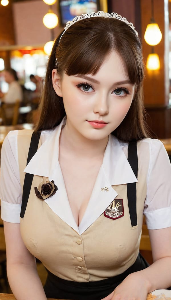 Tags: 21872187, SDXL
{"3": {"inputs": {"seed": 861487759703341, "steps": 64, "cfg": 5.92, "sampler_name": "dpmpp_2m", "scheduler": "karras", "denoise": 1.0, "model": ["27", 0], "positive": ["6", 0], "negative": ["7", 0], "latent_image": ["5", 0]}, "class_type": "KSampler"}, "4": {"inputs": {"ckpt_name": "juggernautXL_v8Rundiffusion.safetensors"}, "class_type": "CheckpointLoaderSimple"}, "5": {"inputs": {"width": 768, "height": 1344, "batch_size": 1}, "class_type": "EmptyLatentImage"}, "6": {"inputs": {"text": "21 year old girl, (slim:1.14), (pale skin:1.03), (detailed face:1.05), (seductive pose:0.97), (beautiful eyes:1.03), (seductive facial expression:1.12), (sexy lips:1.06), (blush:1.07), (temptress:1.08), (idol:0.95), (eyelashes:1.06), (double eyelids:1.10), (in a seductive pose:1.10), (large perky breasts:0.98), (cleavage:0.98), (thigh gap:1.01), (a waitress in uniform:1.09) working at a restaurant, (skin fuzz:1.00), (film:1.03), (detailed skin:1.06), (soft lighting:1.07), (candid cinema:1.06), (textured skin:1.06), (RAW:1.06), (portra:1.07), (natural looking skin:1.07)", "clip": ["27", 1]}, "class_type": "CLIPTextEncode"}, "7": {"inputs": {"text": "(open mouth:1.07), (bad hands:1.08), (twisted:1.13), (distorted:1.10), (worst quality:1.05), (watermark:1.13), (low resolution:1.11)", "clip": ["27", 1]}, "class_type": "CLIPTextEncode"}, "8": {"inputs": {"samples": ["3", 0], "vae": ["4", 2]}, "class_type": "VAEDecode"}, "25": {"inputs": {"lora_name": "nudify_xl.safetensors", "strength_model": 0.17, "strength_clip": 0.25, "model": ["4", 0], "clip": ["4", 1]}, "class_type": "LoraLoader"}, "26": {"inputs": {"lora_name": "shirtlift_SDXL_v2.safetensors", "strength_model": 0.15, "strength_clip": 0.04, "model": ["25", 0], "clip": ["25", 1]}, "class_type": "LoraLoader"}, "27": {"inputs": {"lora_name": "PerfectEyesXL.safetensors", "strength_model": 0.14, "strength_clip": 0.16, "model": ["26", 0], "clip": ["26", 1]}, "class_type": "LoraLoader"}, "30": {"inputs": {"model_name": "4x_NMKD-Superscale-SP_178000_G.pth"}, "class_type": "UpscaleModelLoader"}, "31": {"inputs": {"upscale_model": ["30", 0], "image": ["8", 0]}, "class_type": "ImageUpscaleWithModel"}, "32": {"inputs": {"upscale_method": "lanczos", "scale_by": 0.5, "image": ["31", 0]}, "class_type": "ImageScaleBy"}, "33": {"inputs": {"pixels": ["32", 0], "vae": ["4", 2]}, "class_type": "VAEEncode"}, "34": {"inputs": {"seed": 861487759703341, "steps": 64, "cfg": 5.92, "sampler_name": "dpmpp_2m", "scheduler": "karras", "denoise": 0.3, "model": ["27", 0], "positive": ["6", 0], "negative": ["7", 0], "latent_image": ["33", 0]}, "class_type": "KSampler"}, "36": {"inputs": {"samples": ["34", 0], "vae": ["4", 2]}, "class_type": "VAEDecode"}, "39": {"inputs": {"filename_prefix": "comfyapi-1707776317441", "images": ["36", 0]}, "class_type": "SaveImage"}}