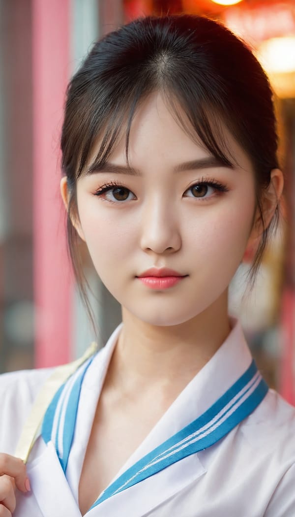 Tags: 21872187, SDXL
{"3": {"inputs": {"seed": 537766682061386, "steps": 32, "cfg": 6.55, "sampler_name": "dpmpp_2m", "scheduler": "karras", "denoise": 1.0, "model": ["27", 0], "positive": ["6", 0], "negative": ["7", 0], "latent_image": ["5", 0]}, "class_type": "KSampler"}, "4": {"inputs": {"ckpt_name": "juggernautXL_v8Rundiffusion.safetensors"}, "class_type": "CheckpointLoaderSimple"}, "5": {"inputs": {"width": 768, "height": 1344, "batch_size": 1}, "class_type": "EmptyLatentImage"}, "6": {"inputs": {"text": "22 year old girl, (korean:0.96), (ukrainian:1.01), (beautiful eyes:1.10), (temptress:0.98), (cute:1.12), (slim:1.08), (blush:0.96), (seductive pose:1.09), (sexy lips:1.14), (seductive facial expression:1.01), (idol:1.00), (pale skin:1.12), (double eyelids:1.11), (detailed face:1.02), (eyelashes:1.13), (in a seductive pose:1.07), (large perky breasts:0.97), (cleavage:1.12), (thigh gap:1.11), (school uniform:1.03), choker, busy street, (soft lighting:1.02), (film:1.04), (skin fuzz:1.03), (detailed skin:1.01), (candid cinema:1.01), (portra:1.02), (RAW:1.08), (textured skin:1.06), (natural looking skin:1.02)", "clip": ["27", 1]}, "class_type": "CLIPTextEncode"}, "7": {"inputs": {"text": "(distorted:1.07), (bad hands:1.05), (low resolution:1.14), (twisted:1.05), (watermark:1.07), (open mouth:1.11), (worst quality:1.12)", "clip": ["27", 1]}, "class_type": "CLIPTextEncode"}, "8": {"inputs": {"samples": ["3", 0], "vae": ["4", 2]}, "class_type": "VAEDecode"}, "25": {"inputs": {"lora_name": "nudify_xl.safetensors", "strength_model": 0.23, "strength_clip": 0.28, "model": ["4", 0], "clip": ["4", 1]}, "class_type": "LoraLoader"}, "26": {"inputs": {"lora_name": "shirtlift_SDXL_v2.safetensors", "strength_model": 0.15, "strength_clip": 0.09, "model": ["25", 0], "clip": ["25", 1]}, "class_type": "LoraLoader"}, "27": {"inputs": {"lora_name": "PerfectEyesXL.safetensors", "strength_model": 0.17, "strength_clip": 0.17, "model": ["26", 0], "clip": ["26", 1]}, "class_type": "LoraLoader"}, "30": {"inputs": {"model_name": "4x_NMKD-Superscale-SP_178000_G.pth"}, "class_type": "UpscaleModelLoader"}, "31": {"inputs": {"upscale_model": ["30", 0], "image": ["8", 0]}, "class_type": "ImageUpscaleWithModel"}, "32": {"inputs": {"upscale_method": "lanczos", "scale_by": 0.5, "image": ["31", 0]}, "class_type": "ImageScaleBy"}, "33": {"inputs": {"pixels": ["32", 0], "vae": ["4", 2]}, "class_type": "VAEEncode"}, "34": {"inputs": {"seed": 537766682061386, "steps": 32, "cfg": 6.55, "sampler_name": "dpmpp_2m", "scheduler": "karras", "denoise": 0.3, "model": ["27", 0], "positive": ["6", 0], "negative": ["7", 0], "latent_image": ["33", 0]}, "class_type": "KSampler"}, "36": {"inputs": {"samples": ["34", 0], "vae": ["4", 2]}, "class_type": "VAEDecode"}, "39": {"inputs": {"filename_prefix": "comfyapi-1708214426305", "images": ["36", 0]}, "class_type": "SaveImage"}}