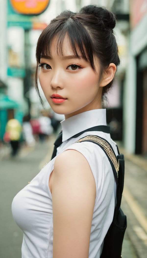 Tags: 21872187, SDXL
{"3": {"inputs": {"seed": 573439129678582, "steps": 64, "cfg": 5.71, "sampler_name": "dpmpp_2m", "scheduler": "karras", "denoise": 1.0, "model": ["27", 0], "positive": ["6", 0], "negative": ["7", 0], "latent_image": ["5", 0]}, "class_type": "KSampler"}, "4": {"inputs": {"ckpt_name": "juggernautxl.safetensors"}, "class_type": "CheckpointLoaderSimple"}, "5": {"inputs": {"width": 768, "height": 1344, "batch_size": 1}, "class_type": "EmptyLatentImage"}, "6": {"inputs": {"text": "22 year old girl, (irish:1.13), (taiwanese:1.12), (cute:1.12), (slim:1.09), (pale skin:0.95), (detailed face:1.03), (double eyelids:1.07), (sexy lips:1.12), (eyelashes:1.01), (beautiful eyes:0.97), (temptress:0.99), (idol:1.01), (blush:1.04), (seductive facial expression:0.98), (perky ass:1.13), (exposed ass:1.05), (looking back:1.05), (sexy ass:1.00), (thigh gap:0.99), (school uniform:1.01), choker, busy street, (soft lighting:1.09), (film:1.00), (RAW:1.02), (skin fuzz:1.00), (textured skin:1.04), (natural looking skin:1.07), (detailed skin:1.04), (portra:1.03), (candid cinema:1.09)", "clip": ["27", 1]}, "class_type": "CLIPTextEncode"}, "7": {"inputs": {"text": "(watermark:1.10), (distorted:1.06), (low resolution:1.09), (twisted:1.13), (worst quality:1.11), (open mouth:1.14)", "clip": ["27", 1]}, "class_type": "CLIPTextEncode"}, "8": {"inputs": {"samples": ["3", 0], "vae": ["4", 2]}, "class_type": "VAEDecode"}, "25": {"inputs": {"lora_name": "nudify_xl.safetensors", "strength_model": 0.0, "strength_clip": 0.18, "model": ["4", 0], "clip": ["4", 1]}, "class_type": "LoraLoader"}, "26": {"inputs": {"lora_name": "shirtlift_SDXL_v2.safetensors", "strength_model": 0.02, "strength_clip": 0.1, "model": ["25", 0], "clip": ["25", 1]}, "class_type": "LoraLoader"}, "27": {"inputs": {"lora_name": "PerfectEyesXL.safetensors", "strength_model": 0.18, "strength_clip": 0.02, "model": ["26", 0], "clip": ["26", 1]}, "class_type": "LoraLoader"}, "30": {"inputs": {"model_name": "4x_NMKD-Superscale-SP_178000_G.pth"}, "class_type": "UpscaleModelLoader"}, "31": {"inputs": {"upscale_model": ["30", 0], "image": ["8", 0]}, "class_type": "ImageUpscaleWithModel"}, "32": {"inputs": {"upscale_method": "lanczos", "scale_by": 0.5, "image": ["31", 0]}, "class_type": "ImageScaleBy"}, "33": {"inputs": {"pixels": ["32", 0], "vae": ["4", 2]}, "class_type": "VAEEncode"}, "34": {"inputs": {"seed": 573439129678582, "steps": 64, "cfg": 5.71, "sampler_name": "dpmpp_2m", "scheduler": "karras", "denoise": 0.3, "model": ["27", 0], "positive": ["6", 0], "negative": ["7", 0], "latent_image": ["33", 0]}, "class_type": "KSampler"}, "36": {"inputs": {"samples": ["34", 0], "vae": ["4", 2]}, "class_type": "VAEDecode"}, "39": {"inputs": {"filename_prefix": "comfyapi-1713629482831", "images": ["36", 0]}, "class_type": "SaveImage"}}