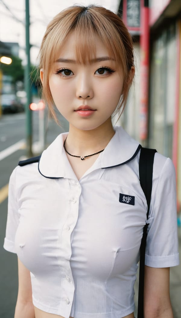 Tags: 21872187, SDXL
{"3": {"inputs": {"seed": 646999369237378, "steps": 64, "cfg": 5.8, "sampler_name": "dpmpp_2m", "scheduler": "karras", "denoise": 1.0, "model": ["27", 0], "positive": ["6", 0], "negative": ["7", 0], "latent_image": ["5", 0]}, "class_type": "KSampler"}, "4": {"inputs": {"ckpt_name": "juggernautxl.safetensors"}, "class_type": "CheckpointLoaderSimple"}, "5": {"inputs": {"width": 768, "height": 1344, "batch_size": 1}, "class_type": "EmptyLatentImage"}, "6": {"inputs": {"text": "18 year old girl, (japanese:1.04), (slim:1.00), (cute:1.03), (sexy lips:1.00), (eyelashes:1.05), (idol:1.02), (temptress:0.99), (double eyelids:1.03), (seductive pose:1.06), (pale skin:1.07), (seductive facial expression:1.02), (blush:1.08), (in a seductive pose:1.14), (large perky breasts:1.08), (cleavage:1.14), (thigh gap:1.08), (school uniform:1.07), choker, busy street, (skin fuzz:1.08), (portra:1.01), (film:1.02), (RAW:1.09), (detailed skin:1.08), (textured skin:1.05), (candid cinema:1.01), (natural looking skin:1.08), (soft lighting:1.07)", "clip": ["27", 1]}, "class_type": "CLIPTextEncode"}, "7": {"inputs": {"text": "(worst quality:1.05), (twisted:1.07), (distorted:1.07), (low resolution:1.06), (open mouth:1.05), (bad hands:1.10), (watermark:1.14)", "clip": ["27", 1]}, "class_type": "CLIPTextEncode"}, "8": {"inputs": {"samples": ["3", 0], "vae": ["4", 2]}, "class_type": "VAEDecode"}, "25": {"inputs": {"lora_name": "nudify_xl.safetensors", "strength_model": 0.34, "strength_clip": 0.32, "model": ["4", 0], "clip": ["4", 1]}, "class_type": "LoraLoader"}, "26": {"inputs": {"lora_name": "shirtlift_SDXL_v2.safetensors", "strength_model": 0.08, "strength_clip": 0.17, "model": ["25", 0], "clip": ["25", 1]}, "class_type": "LoraLoader"}, "27": {"inputs": {"lora_name": "PerfectEyesXL.safetensors", "strength_model": 0.19, "strength_clip": 0.09, "model": ["26", 0], "clip": ["26", 1]}, "class_type": "LoraLoader"}, "30": {"inputs": {"model_name": "4x_NMKD-Superscale-SP_178000_G.pth"}, "class_type": "UpscaleModelLoader"}, "31": {"inputs": {"upscale_model": ["30", 0], "image": ["8", 0]}, "class_type": "ImageUpscaleWithModel"}, "32": {"inputs": {"upscale_method": "lanczos", "scale_by": 0.5, "image": ["31", 0]}, "class_type": "ImageScaleBy"}, "33": {"inputs": {"pixels": ["32", 0], "vae": ["4", 2]}, "class_type": "VAEEncode"}, "34": {"inputs": {"seed": 646999369237378, "steps": 64, "cfg": 5.8, "sampler_name": "dpmpp_2m", "scheduler": "karras", "denoise": 0.3, "model": ["27", 0], "positive": ["6", 0], "negative": ["7", 0], "latent_image": ["33", 0]}, "class_type": "KSampler"}, "36": {"inputs": {"samples": ["34", 0], "vae": ["4", 2]}, "class_type": "VAEDecode"}, "39": {"inputs": {"filename_prefix": "comfyapi-1726604399864", "images": ["36", 0]}, "class_type": "SaveImage"}}