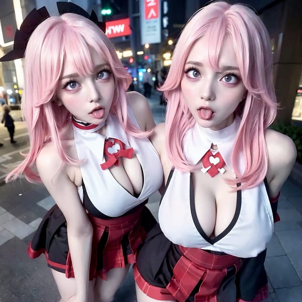 Tags: 21872187
<lora:JapaneseDollLikeness_v15:0.38>, <lora:YaeMiko_Test:0.79>, (ukrainian:1.09), (school uniform:1.00), (large breasts:1.04), choker, busy street in urban city, <lora:ahegao-x-v4:0.49>, ahegao face, pleasure, extremely detailed eyes, extremely detailed face, cute, (photorealistic:0.98), sexy lips, seductive smile, double eyelids, eyelashes, pale skin, perky breasts, textured skin, RAW, hyper realistic, tall, delicate and beautiful girl, (stunningly attractive:1.13)
Negative prompt: paintings, disfigured, (worst quality:2.13)
Steps: 32, Sampler: DPM++ 2M Karras, CFG scale: 6.92, Seed: 1397156452, Size: 768x768, Model hash: fc2511737a, Model: chilloutmix_NiPrunedFp32Fix, Seed resize from: -1x-1, Denoising strength: 0.4, Version: v1.2.1, Hires upscale: 2.0, Hires steps: 16, Hires upscaler: ESRGAN_4x