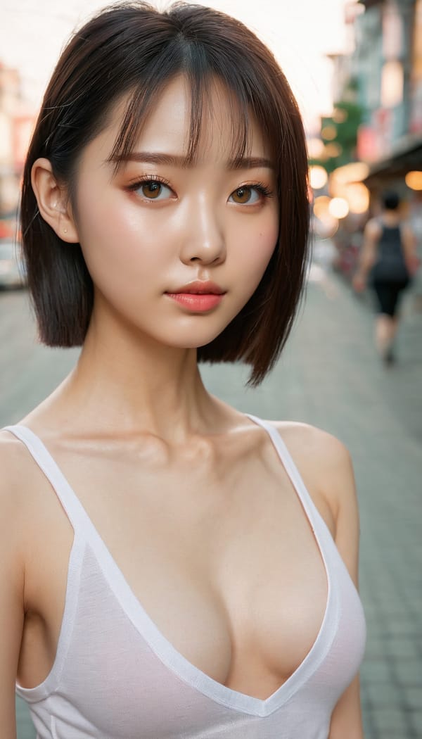 Tags: 21872187, SDXL
{"3": {"inputs": {"seed": 316322484739414, "steps": 64, "cfg": 7.9, "sampler_name": "dpmpp_2m", "scheduler": "karras", "denoise": 1.0, "model": ["27", 0], "positive": ["6", 0], "negative": ["7", 0], "latent_image": ["5", 0]}, "class_type": "KSampler"}, "4": {"inputs": {"ckpt_name": "juggernautxl.safetensors"}, "class_type": "CheckpointLoaderSimple"}, "5": {"inputs": {"width": 768, "height": 1344, "batch_size": 1}, "class_type": "EmptyLatentImage"}, "6": {"inputs": {"text": "22 year old girl, (ukrainian:1.12), (chinese:0.95), (slim:1.08), (seductive pose:0.99), (beautiful eyes:1.14), (double eyelids:1.14), (detailed face:1.04), (sexy lips:1.14), (idol:1.13), (cute:0.99), (pale skin:1.00), (seductive facial expression:0.96), (blush:1.11), (temptress:1.09), (eyelashes:1.13), (perky ass:1.03), (exposed ass:1.14), (looking back:0.99), (sexy ass:1.02), (thigh gap:1.03), (white tanktop:1.06), busy street, (film:1.06), (RAW:1.06), (natural looking skin:1.01), (portra:1.02), (textured skin:1.04), (candid cinema:1.04), (soft lighting:1.09), (detailed skin:1.07), (skin fuzz:1.07)", "clip": ["27", 1]}, "class_type": "CLIPTextEncode"}, "7": {"inputs": {"text": "(distorted:1.07), (low resolution:1.05), (watermark:1.13), (bad hands:1.14), (open mouth:1.13), (worst quality:1.11), (twisted:1.06)", "clip": ["27", 1]}, "class_type": "CLIPTextEncode"}, "8": {"inputs": {"samples": ["3", 0], "vae": ["4", 2]}, "class_type": "VAEDecode"}, "25": {"inputs": {"lora_name": "nudify_xl.safetensors", "strength_model": 0.25, "strength_clip": 0.15, "model": ["4", 0], "clip": ["4", 1]}, "class_type": "LoraLoader"}, "26": {"inputs": {"lora_name": "shirtlift_SDXL_v2.safetensors", "strength_model": 0.13, "strength_clip": 0.01, "model": ["25", 0], "clip": ["25", 1]}, "class_type": "LoraLoader"}, "27": {"inputs": {"lora_name": "PerfectEyesXL.safetensors", "strength_model": 0.0, "strength_clip": 0.06, "model": ["26", 0], "clip": ["26", 1]}, "class_type": "LoraLoader"}, "30": {"inputs": {"model_name": "4x_NMKD-Superscale-SP_178000_G.pth"}, "class_type": "UpscaleModelLoader"}, "31": {"inputs": {"upscale_model": ["30", 0], "image": ["8", 0]}, "class_type": "ImageUpscaleWithModel"}, "32": {"inputs": {"upscale_method": "lanczos", "scale_by": 0.5, "image": ["31", 0]}, "class_type": "ImageScaleBy"}, "33": {"inputs": {"pixels": ["32", 0], "vae": ["4", 2]}, "class_type": "VAEEncode"}, "34": {"inputs": {"seed": 316322484739414, "steps": 64, "cfg": 7.9, "sampler_name": "dpmpp_2m", "scheduler": "karras", "denoise": 0.3, "model": ["27", 0], "positive": ["6", 0], "negative": ["7", 0], "latent_image": ["33", 0]}, "class_type": "KSampler"}, "36": {"inputs": {"samples": ["34", 0], "vae": ["4", 2]}, "class_type": "VAEDecode"}, "39": {"inputs": {"filename_prefix": "comfyapi-1716451792584", "images": ["36", 0]}, "class_type": "SaveImage"}}